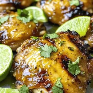 For this dish, you will need the following key ingredients: - 6 bone-in, skin-on chicken thighs - 1/4 cup honey - 1/4 cup fresh lime juice (about 2 limes) - Zest of 1 lime - 3 cloves garlic, minced - 1 tablespoon soy sauce - 1 teaspoon ground cumin - 1 teaspoon smoked paprika - Salt and pepper to taste These ingredients work together to create a juicy and flavorful meal. The honey adds sweetness while the lime juice gives a nice tang. Garlic enhances the taste with its rich aroma. Ground cumin and smoked paprika bring warmth and depth, making every bite delicious. To make your meal even better, consider these garnishes and sides: - Fresh cilantro, chopped (for garnish) - Lime wedges (for serving) - Cilantro-lime rice - Grilled vegetables Garnishing with cilantro and lime wedges adds freshness. Serving with cilantro-lime rice or grilled veggies complements the chicken’s bold flavors. This dish offers a good balance of protein and flavor. Here’s a basic breakdown per serving: - Calories: Approximately 300 - Protein: 24g - Fat: 20g - Carbohydrates: 10g - Fiber: 0g Honey Lime Chicken Thighs can fit well into a balanced diet. Enjoy this meal as part of your healthy eating plan. For the complete cooking method, check the Full Recipe. To start, you'll need a bowl. Combine these ingredients for the marinade: - 1/4 cup honey - 1/4 cup fresh lime juice (about 2 limes) - Zest of 1 lime - 3 cloves garlic, minced - 1 tablespoon soy sauce - 1 teaspoon ground cumin - 1 teaspoon smoked paprika - Salt and pepper to taste Whisk these until smooth. This mix brings sweet and tangy flavors. Next, take 6 bone-in, skin-on chicken thighs. Place them in a large resealable bag or a shallow dish. Pour your marinade over the chicken. Make sure every piece is well coated. Seal the bag or cover the dish with plastic wrap. Refrigerate for at least 1 hour. For more flavor, let it marinate up to 6 hours. You can cook the chicken in two ways: grilling or baking. For grilling: 1. Preheat your grill to 400°F (200°C). Grease the grates. 2. Take the chicken out of the marinade. Let excess marinade drip off. 3. Place the thighs skin-side down on the grill. Cook for 6-8 minutes. 4. Flip and baste with leftover marinade. Cook for another 6-8 minutes. 5. Ensure the internal temperature reaches 165°F (75°C). The skin should be crispy. For baking: 1. Preheat your oven to 400°F (200°C). 2. Line a baking sheet with aluminum foil for easy cleanup. 3. Arrange the marinated chicken thighs on the sheet. 4. Bake for about 30-35 minutes. Baste with marinade halfway through. 5. Check that the chicken reaches 165°F (75°C). Let the chicken rest for 5 minutes after cooking. This helps keep it juicy. Now, you can serve it beautifully plated with a touch of cilantro and lime wedges. For the full recipe, check the recipe section above. To cook chicken thighs just right, aim for an internal temperature of 165°F (75°C). Use a meat thermometer for accuracy. This ensures your chicken is tender and juicy. If you grill, cook skin-side down for a crispy texture. On the other hand, if you bake, line your pan with foil for easy cleanup. Always let the chicken rest for five minutes after cooking. This helps the juices settle back in, giving you more flavor. To boost the flavor of your Honey Lime Chicken Thighs, try adding fresh herbs. Cilantro or parsley can brighten the dish. You can also mix in some chili pepper for heat. If you want a smoky taste, add more smoked paprika. Consider marinating the chicken overnight for a deeper flavor. This extra time allows the flavors to soak in well. One mistake is not marinating long enough. If you only marinate for 30 minutes, the flavor will not be as strong. Another common error is not using a meat thermometer. This can lead to undercooked or overcooked chicken. Always check the temperature. Lastly, avoid skipping the resting time after cooking. Cutting into the chicken too soon lets the juices run out. Follow these tips for the best results with your meal. For the full recipe, check out the Honey Lime Chicken Thighs recipe above. {{image_4}} You can cook Honey Lime Chicken Thighs in different ways. Grilling gives the chicken a smoky flavor. The high heat creates a crispy skin. Baking is easy and keeps the chicken juicy. Either way, use a meat thermometer. You want the chicken to reach 165°F (75°C). This ensures it's safe to eat. Feel free to mix things up with your ingredients. Honey can be swapped for maple syrup or agave. Lime juice can be replaced with lemon juice for a different twist. If you like spice, add chili powder or sriracha. For a more herbaceous flavor, try using fresh herbs like oregano. This will change the taste but still keep it delicious. You can take this dish around the world. For a Mexican flair, add some chipotle peppers and serve with corn tortillas. If you want an Asian twist, replace soy sauce with teriyaki sauce and add sesame seeds. You can also use coconut milk for a tropical vibe. The options are endless! Just remember to keep the honey and lime for that sweet-tart taste. For the full recipe, check the section above. After cooking, let the honey lime chicken thighs cool down. Store them in an airtight container. They can stay fresh in the fridge for up to four days. If you want to keep them longer, consider freezing. To freeze, wrap the chicken tightly in plastic wrap or foil. Place them in a freezer-safe bag, removing as much air as possible. They can stay frozen for up to three months. Label the bag with the date for easy tracking. To reheat, use the oven or stovetop for best results. Preheat your oven to 350°F (175°C). Place the chicken on a baking sheet and cover it with foil. Heat for about 15-20 minutes, or until warm. For stovetop reheating, place them in a skillet over medium heat. Add a splash of water or broth to keep them moist. Cook until heated through, about 5-7 minutes. Enjoy them just like the first time! I suggest marinating chicken thighs for at least one hour. This gives flavors time to soak in. For the best taste, marinate for up to six hours. The longer the chicken sits in the marinade, the more intense the flavor becomes. This tasty blend of honey and lime will make your chicken shine! Yes, you can use boneless chicken thighs. They will cook faster than bone-in ones. Just make sure to check their internal temperature reaches 165°F (75°C). Boneless thighs will still absorb the marinade well. You’ll enjoy a juicy and flavorful meal either way! For sides, I recommend cilantro-lime rice or a fresh salad. Roasted veggies like zucchini or bell peppers also pair nicely. You could even serve some corn on the cob for added crunch. These sides will complement the sweet and tangy chicken perfectly. Enjoy your meal! Honey lime chicken thighs are easy and tasty. You learned about the key ingredients and how to prepare a rich marinade. I shared cooking methods like grilling and baking for perfect flavor. You found tips to make this dish shine, along with variations to suit your taste. Storage advice helps keep leftovers fresh and delicious. Enjoy trying this recipe and make it your own! Your kitchen will shine with this simple, flavorful dish.