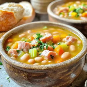 - 1 lb dried navy beans - 1 cup diced ham - 1 medium onion - 2 carrots - 2 celery stalks - 4 cloves garlic - 6 cups low-sodium chicken broth - 2 bay leaves - 1 teaspoon dried thyme - 1 teaspoon smoked paprika - Salt and black pepper - Fresh parsley Let's talk about the main ingredients first. The navy beans are the heart of this dish. Make sure to soak them overnight. This makes them soft and helps them cook well. I often use leftover ham, but store-bought ham works just as well. The onion adds a sweet flavor when cooked. Carrots and celery add nice crunch and color. For the seasonings, garlic gives a strong taste. I always use low-sodium chicken broth to keep it healthy. The bay leaves, thyme, and smoked paprika bring out a rich flavor. Finally, salt and black pepper let you adjust the taste to your liking. You can add fresh parsley on top before serving. This adds a lovely touch and a pop of green. For the full recipe, you can check the detailed instructions. - Soaking the beans: Start by soaking 1 lb of dried navy beans in water overnight. This helps soften the beans and cuts down cooking time. After soaking, drain and rinse the beans well. - Chopping vegetables: Next, get your vegetables ready. Dice 1 medium onion, 2 carrots, and 2 celery stalks. Mince 4 cloves of garlic. Having these chopped makes it easier to layer in the slow cooker. - Layering the ingredients: In your slow cooker, add the rinsed beans first. Then, layer in the diced ham, chopped onion, carrots, celery, and minced garlic. This creates a nice base for your dish. - Ensuring beans are submerged: Carefully pour 6 cups of low-sodium chicken broth over the top. Make sure the beans are fully submerged in the broth. This ensures they cook evenly and absorb all the great flavors. - Low setting for 6 to 8 hours: If you choose to cook on low, set your slow cooker for 6 to 8 hours. This method gives the beans time to become tender and flavorful. - High setting for 3 to 4 hours: If you’re short on time, you can set it on high for 3 to 4 hours. The beans will still come out tender, just not as infused with flavor. Follow these steps, and you'll have a warm, hearty ham and bean stew ready to enjoy. Don't forget to check the full recipe for any additional tips! Soaking beans is key. It helps them cook evenly and stay tender. I recommend soaking dried navy beans overnight. This softens them and cuts down cooking time. After soaking, rinse the beans well to remove any impurities. Checking doneness is also important. Use a fork to test a few beans toward the end of cooking. They should be soft but not mushy. If they need more time, let them cook longer. Adjusting seasoning levels can elevate your dish. Taste the stew before serving. You can add more salt or pepper to suit your taste. Adding extra spices or vegetables can boost flavor too. Try including diced bell peppers or a pinch of cayenne for heat. Herbs like rosemary or oregano can add depth as well. Pair your stew with crusty bread. It’s perfect for dipping and adds a nice texture. You can also serve it with a fresh salad for a light touch. For presentation, use rustic bowls to serve. This makes the dish feel cozy. A sprinkle of fresh parsley on top brightens the meal and adds color. Enjoy your hearty ham and bean stew! For the full recipe, check out the details above. {{image_4}} You can switch up the beans in this dish. Using black beans adds a rich flavor. Pinto beans give a creamy texture that works well too. Both options are simple. Just replace the navy beans with your choice. Soak and rinse them like you would with navy beans. The cooking time stays the same. If you want a different meat, try sausage or bacon. Sausage adds a nice spice. Bacon gives a smoky taste that many enjoy. Just chop it into pieces and add it with the other ingredients. You can mix and match to find your perfect flavor. Want a meatless option? Substitute the ham with vegetable protein. You can use tempeh or tofu. These options soak up flavors well. They keep the dish hearty and filling. Just make sure to season them well. You still get a warm, comforting bowl of goodness. To keep your slow cooker ham and beans fresh, cool them quickly. Pour the stew into shallow containers. This helps it cool evenly. Make sure to cover the containers tightly. Place them in the fridge within two hours. Your dish will stay good for about three to four days. When ready to eat, check for any signs of spoilage. Freezing is a great way to save leftovers. First, let the stew cool completely. Then, scoop portions into freezer-safe bags or containers. Remove as much air as possible before sealing. Label the bags with a date. Your ham and beans can last up to three months in the freezer. When you want to eat them, thaw in the fridge overnight. To reheat your ham and beans, use a pot on the stove or your microwave. For the pot, add a splash of broth or water. Heat over low until warm. Stir well to mix flavors. In the microwave, use a microwave-safe bowl. Heat in short bursts, stirring in between. This keeps the dish tasty and avoids overcooking. Enjoy your hearty meal again! Yes, you can use canned beans. This change saves time. When using canned beans, reduce cooking time. Cook on high for 1 to 2 hours. On low, cook for 2 to 3 hours. Make sure to rinse and drain the canned beans first. This helps remove extra salt and keeps the dish healthy. To make this dish gluten-free, choose gluten-free broth. Most chicken broths are gluten-free, but check labels. Avoid any added ingredients with gluten, like certain spices. Always read the labels of your ingredients. This ensures your meal stays safe and tasty. Serve with warm, crusty bread for dipping. Cornbread also pairs well with the stew. You can add a fresh salad for a nice crunch. Some people enjoy pickles on the side. These sides add flavor and texture to your meal. For a cozy vibe, offer a simple dessert like apple pie. Slow Cooker Ham and Beans is a simple and hearty dish to make. You learned about key ingredients, from dried navy beans to diced ham. I explained step-by-step instructions to ensure perfect results. You also discovered tips for flavor and texture, plus variations to suit your taste. In the end, this recipe is versatile and easy to adapt. Enjoy your delicious meal and impress your family with your cooking skills.
