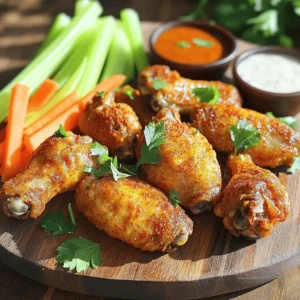 - 2 lbs chicken wings - 1 tablespoon baking powder - 2 tablespoons olive oil - 1 teaspoon garlic powder - 1 teaspoon onion powder - 1 teaspoon smoked paprika - ½ teaspoon cayenne pepper (adjust to your taste) - Salt and freshly cracked black pepper to taste Crispy air fryer chicken wings start with great ingredients. You need chicken wings, of course. I like to use 2 lbs, separated into flats and drumettes. This gives you a nice mix of textures. Baking powder is key for the crispiness you want. Just one tablespoon will help the wings crisp up. Olive oil adds flavor and helps the spices stick. You’ll need two tablespoons for that purpose. For seasoning, I use a mix of spices that really pop. Garlic powder and onion powder add depth. Smoked paprika gives a nice smokiness, and cayenne pepper adds heat. Adjust the cayenne to match your spice level. Don’t forget salt and pepper! They enhance all the other flavors. A good pinch of each is important. This combination of ingredients makes your wings tasty and crispy. For the Full Recipe, check the instructions later in the article. You can easily customize these flavors to suit your taste. 1. Patting Wings Dry for Crispiness: Start by using paper towels to pat the chicken wings. This step is key. Removing moisture helps make the wings crispy. The drier the wings, the better the crunch after cooking. 2. Creating the Seasoning Mix: Next, grab a large mixing bowl. Combine 1 tablespoon of baking powder, 1 teaspoon of garlic powder, 1 teaspoon of onion powder, 1 teaspoon of smoked paprika, and ½ teaspoon of cayenne pepper. Add a pinch of salt and freshly cracked black pepper. Mix this well. You want a uniform blend that coats the wings perfectly. 1. Coating the Wings with the Seasoning and Oil: Add the dried wings to your bowl of seasoning. Drizzle 2 tablespoons of olive oil over them. Toss the wings gently but well. Make sure each wing gets a good coat of seasoning. This step is all about flavor. 2. Preheating the Air Fryer: Preheat your air fryer to 380°F (193°C) for about 5 minutes. This is crucial. A hot air fryer starts the crisping right away when you add your wings. 1. Arranging Wings in the Air Fryer Basket: Place the seasoned wings in a single layer in the air fryer basket. Don’t crowd them. Leave space for the hot air to flow around each wing. This helps them cook evenly. 2. Cooking Time and Temperature Settings: Cook the wings for 25-30 minutes. Shake the basket halfway through to ensure even cooking. If you want them extra crispy, raise the temperature to 400°F (204°C) for the last 5 minutes. Keep an eye on them to avoid overcooking. For the full recipe, check the detailed instructions above. To get crispy chicken wings, you need to dry them well. Moisture can ruin the crispiness. Use paper towels and pat them dry. This simple step makes a big difference. Another key is using baking powder. It helps create a crunchy texture. Mix it with your spices for the best result. When air frying, avoid crowding the basket. Give the wings space to cook evenly. This allows hot air to circulate and crisp them up nicely. Air fryers can vary in performance. You may need to adjust the cook time based on your model. If your wings are not crispy after the initial time, add a few more minutes. Check on them to avoid overcooking. For extra crispiness, raise the temperature near the end. Set it to 400°F (204°C) for the last five minutes. This helps achieve that perfect golden finish. Just keep an eye on them to ensure they don’t burn. {{image_4}} You can change the flavor of your wings easily. Start by adding different seasonings. You could try lemon pepper, barbecue, or even a garlic herb mix. Each option gives a unique taste. Don’t forget about sauces! You can toss the wings in buffalo, teriyaki, or honey mustard after cooking. This adds a fun twist to your meal. If you want heat, consider spicy wings. You can add more cayenne pepper or use hot sauce. For a smoky flavor, try chipotle powder or smoked paprika. These changes can take your wings to new heights. While air frying is great, you have other options too. You can bake your wings in the oven. Just preheat to 425°F (218°C). Spread the wings on a baking tray and cook for 40-45 minutes. This gives a different texture but is just as tasty. You might also want to grill the wings. Grilling adds a nice char and flavor. Preheat your grill to medium heat and cook for about 20 minutes. Flip them often to avoid burning. Each method gives you a different taste and experience. Explore these styles to find your favorite way to enjoy wings! To store your crispy air fryer chicken wings, let them cool first. Place them in an airtight container. This keeps them fresh and prevents moisture. You can store cooked wings in the fridge for up to four days. It’s best not to leave them out for more than two hours. Enjoy them later, but make sure they are safe to eat. Reheating can be tricky; you want to keep the wings crispy. The best way to do this is in the air fryer. Preheat the air fryer to 375°F (190°C). Place the wings in a single layer in the basket. Heat them for about 5-7 minutes. This keeps them crispy and warms them through. You can also use an oven. Set it to 350°F (175°C). Place the wings on a baking sheet and heat for 10-15 minutes. Both methods work great, but the air fryer is my favorite for the best crunch. Can I use frozen chicken wings? Yes, you can use frozen chicken wings. Just remember, they will need extra cooking time. Start by cooking them at 380°F for about 30-35 minutes. Check for doneness to make sure they are fully cooked. How do I make wings less greasy? To make wings less greasy, pat them dry with paper towels. This helps remove moisture. Use a light coating of oil instead of a heavy one. Also, use baking powder in the seasoning mix. This helps create crispiness without excess grease. What temperature is best for air frying wings? The best temperature for air frying wings is 380°F (193°C). This temperature crisps up the skin while cooking the meat inside. If you want extra crispiness, increase the heat to 400°F (204°C) in the last few minutes. How to ensure wings are cooked through without drying out? To avoid drying out wings, do not overcrowd the air fryer basket. Cook them in a single layer. Shake the basket halfway through cooking. This helps ensure even cooking. Let the wings rest for a few minutes before serving to keep them juicy. For the complete recipe, check out the Full Recipe. You learned how to make crispy air fryer chicken wings. We discussed the key ingredients, like chicken wings and spices. I provided step-by-step instructions for preparation and cooking. You discovered tips for the perfect crisp and possible variations for flavors. Lastly, we covered storage and reheating techniques to keep your wings tasty. Enjoy your delicious wings and feel free to experiment with flavors. Cooking can be fun and rewarding!