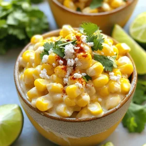 Fresh corn is key to this dish. I love using 4 ears of sweet corn. Husk them carefully, removing all the silk. Fresh corn gives the best flavor and crunch. The sauce makes this corn special. You need: - 1/2 cup mayonnaise - 1/2 cup sour cream - 1 teaspoon chili powder - 1 tablespoon freshly squeezed lime juice - 1/4 teaspoon smoked paprika - 1/4 teaspoon garlic powder - Salt, to taste Mix these together for a creamy, spicy sauce. The lime juice adds a nice zing, while the spices bring warmth. Toppings make the dish pop. You will want: - 1 cup crumbled cotija cheese, plus extra for topping - Fresh cilantro, chopped (for garnish) - Lime wedges (for serving) Cotija cheese adds a salty kick. The cilantro gives freshness. And lime wedges let you add more flavor at serving time. For the full recipe, check out the instructions later. Start by filling a large pot with salted water. Bring the water to a rolling boil. Carefully add the husked corn to the pot. Cook the corn for about 5 to 7 minutes. The corn should be tender but still crisp. Once cooked, use tongs to remove the corn from the pot. Place the corn on a plate to cool slightly. While the corn cools, grab a mixing bowl. In it, combine the mayonnaise and sour cream. Add the lime juice, chili powder, smoked paprika, garlic powder, and a pinch of salt. Whisk these ingredients together until smooth. This sauce will add rich flavor to your dish. Once the corn is cool enough to handle, hold each ear upright on a cutting board. Use a sharp knife to cut the kernels off the cob. Place the kernels in a large mixing bowl. Pour the sauce over the corn and stir gently. Make sure every kernel gets coated. Fold in half of the crumbled cotija cheese. Now, it’s time to serve! Scoop the corn mixture into individual cups or small bowls. Top each serving with the remaining cotija cheese. Add a light sprinkle of chili powder and a bit of chopped cilantro. For extra flavor, serve with lime wedges on the side. Squeeze fresh lime juice over the corn for a tasty kick. Enjoy this delightful Mexican street corn in a cup! For the complete recipe, check the Full Recipe section. To get the best texture for Mexican street corn in a cup, use fresh corn. Fresh corn has a sweet crunch that frozen corn can’t match. Boil the corn for just 5-7 minutes. This keeps it tender without turning mushy. After cooking, let the corn cool before cutting. This helps you slice the kernels off easily. To boost flavor, use a mix of lime juice and spices. The lime juice adds brightness, while chili powder gives a nice kick. Don't skip the smoked paprika; it adds a deep, warm flavor. Taste your sauce before mixing it with the corn. Adjust salt and spices to fit your taste. For a fun look, serve your corn in colorful cups. This makes each serving look festive. Top each cup with extra cotija cheese and a sprinkle of chili powder. Add fresh cilantro for color and flavor. Place lime wedges on the side so guests can squeeze fresh juice over their corn. This small touch makes a big difference! {{image_4}} You can make your Mexican street corn in a cup even heartier by adding protein. Grilled shrimp or chicken works great. Simply cook your protein before mixing it with the corn. For a spicy twist, try adding chorizo. Just cook it in a pan, then mix it in. This adds flavor and makes your dish more filling. While cotija cheese is traditional, you can swap it out for other cheeses. Feta cheese adds a salty bite. If you want a creamier texture, try queso fresco. For a stronger flavor, consider using Parmesan. Each cheese gives a unique twist to the classic recipe. For a vegetarian option, skip any meat and load up on veggies. Grilled bell peppers and zucchini add great taste. You can also mix in black beans for extra protein. This keeps the dish filling and tasty while staying meat-free. Enjoy your custom creations! After you enjoy your Mexican street corn in a cup, store any leftovers in the fridge. Use an airtight container to keep it fresh. The dish stays tasty for up to three days. Just remember to keep the toppings separate to maintain their crunch. To reheat, use a microwave-safe bowl. Heat the corn for about one minute. Stir it halfway through to warm evenly. If you want, add a splash of lime juice to freshen it up. Avoid reheating more than once to keep the flavors bright. You can freeze the corn mixture if you have more than you need. Place it in freezer bags, removing as much air as you can. It stays good for up to three months. When ready to eat, thaw it in the fridge overnight. Then, reheat as mentioned above. Just know that the texture may change a bit after freezing. Mexican street corn, or elote, is a popular dish in Mexico. It features grilled corn on the cob, coated with creamy sauces and spices. The flavors come from lime, chili powder, and cotija cheese. In this recipe, we serve the corn in a cup, making it easy to enjoy. You get all the tasty flavors without the mess of eating from the cob. Yes, you can make this recipe ahead of time. Prepare the corn and sauce separately. Keep them in airtight containers in the fridge. When you're ready to serve, mix them together. This method keeps the corn fresh and the sauce flavorful. However, it's best to add toppings just before serving. That way, they stay crisp and bright. If you cannot find cotija cheese, try using feta cheese or Parmesan. Feta has a similar crumbly texture. Parmesan adds a salty, savory flavor. Both options will work well in this recipe. You can also use vegan cheese if you prefer a dairy-free option. Just ensure it has a good flavor to match the dish. This article covered how to make tasty Mexican street corn. We explored fresh corn, sauces, and various toppings. I shared step-by-step instructions for preparing corn and making the sauce. You learned tips for texture, flavor, and presentation. Variations like adding protein or different cheeses offer more options. Finally, I explained how to store leftovers and answered common questions. Enjoy making this fun dish and share it with friends!