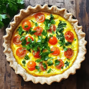 - 1 pre-made 9-inch pie crust - 6 large eggs - 1 cup whole milk For this quiche, I use a pre-made pie crust. It saves time and gives a nice crunch. Next, I add large eggs and whole milk. These create a rich and creamy base that holds everything together. - 1 cup cooked turkey bacon, chopped into bite-sized pieces - 1 cup cherry tomatoes, halved - 1 cup fresh spinach, chopped - 1 cup shredded cheddar cheese The flavor comes from turkey bacon, cherry tomatoes, fresh spinach, and cheddar cheese. Turkey bacon gives a smoky taste. Cherry tomatoes add sweetness, while spinach brings freshness. Cheddar cheese melts wonderfully, making the quiche extra tasty. - 1 teaspoon garlic powder - 1 teaspoon onion powder - Salt and pepper to taste Seasoning is key for a great quiche. I use garlic powder and onion powder for depth. Adding salt and pepper enhances all the flavors. This blend makes every bite delicious. You can check the [Full Recipe] for more details on this savory dish. - Preheat the oven to 375°F (190°C). - Fit the pie crust into the pie dish. To start, you need to preheat your oven. This step is key to getting that perfect, fluffy texture in your quiche. Next, take your pre-made pie crust and carefully fit it into a 9-inch pie dish. Press it gently against the sides to make it even. Set it aside while you prepare the filling. - Whisk eggs and whole milk. - Incorporate garlic powder, onion powder, salt, and pepper. In a large mixing bowl, break open six large eggs. Pour in one cup of whole milk. Whisk them together until the mixture is smooth. This will be the base of your quiche. Now, add one teaspoon of garlic powder and one teaspoon of onion powder. Don't forget to season with salt and pepper to taste. Stir well to mix in all the flavors. - Fold in bacon, tomatoes, spinach, and cheese. - Pour the mixture into the crust. Now comes the fun part! Gently fold in the cooked turkey bacon, halved cherry tomatoes, chopped spinach, and shredded cheddar cheese. Make sure everything is evenly mixed. Then, pour this mixture into the prepared pie crust. Use a spatula to spread the ingredients evenly. This helps them cook nicely. - Bake for 35-40 minutes. - Check for doneness with a toothpick. Place your quiche in the preheated oven. Bake it for about 35 to 40 minutes. You want it to puff up and turn golden brown. To check if it’s done, insert a toothpick into the center. If it comes out clean, your quiche is ready. Enjoy this savory dish, and for the full recipe, be sure to check the details provided earlier. Getting the egg and milk ratio right is key. I use six large eggs and one cup of whole milk. This mix gives the quiche a creamy texture. Too much milk will make it runny, while too few eggs can lead to a dry quiche. After baking, let the quiche cool for about ten minutes. Cooling makes slicing much easier. If you cut it right away, it may fall apart. For sides, I love serving my quiche with a fresh green salad. The crispness of the salad complements the rich quiche. Another great option is fruit. Try fresh berries or sliced melons for a sweet touch. When it comes to seasonings, fresh herbs like basil or chives can really enhance the flavors. A sprinkle of smoked paprika can add a nice depth too. Serve each slice on a colorful plate for a fun look. Garnish with extra cherry tomato halves and a sprig of parsley. This adds color and makes it more appealing. For a pop of color, consider using a bright salad alongside the quiche. The mix of green, red, and yellow will catch the eye. It makes a simple meal look fancy with little effort. You can find the full recipe to create this beautiful dish and impress your guests! {{image_4}} You can make a crustless BLT quiche easily. Just skip the pie crust. Grease your pie dish with oil or butter. Then, pour your filling directly into the dish. Bake it the same way as the regular quiche. The crustless version is lighter and gluten-free. It saves time, too. You won’t have to roll out dough or worry about a soggy crust. Plus, it keeps the focus on the tasty filling. You can mix things up with different proteins. Try using ham or crispy pancetta instead of turkey bacon. Each protein adds its own flavor. You can also change up the veggies. Bell peppers add sweetness, while zucchini offers a mild taste. Feel free to get creative and use what you have on hand. If you want a low-fat quiche, use skim milk instead of whole milk. You can also reduce the amount of cheese. This keeps the quiche tasty without all the fat. For a gluten-free option, look for a gluten-free pie crust. Many stores offer these now. You can even make your own with almond flour or oat flour. This way, everyone can enjoy your quiche! For the full recipe, check out the detailed instructions above. To store leftover quiche, let it cool completely. This helps keep moisture in check. Place it in an airtight container. A glass or plastic container works great. Make sure to wrap it tightly with plastic wrap too. This keeps the flavors fresh. Reheat your quiche in the oven for the best texture. Preheat the oven to 350°F (175°C). Place the quiche in the oven for about 15-20 minutes. If you're in a hurry, you can use the microwave. Heat it for 1-2 minutes, but keep an eye on it. The crust may lose its crunch in the microwave. To freeze quiche, wrap it well in plastic wrap and then in foil. It keeps well for about 2-3 months. When you’re ready to eat, take it out of the freezer. Place it in the fridge to thaw overnight. For reheating, follow the same oven method as before. This ensures your quiche tastes just as good as fresh. To keep your quiche from being watery, control the moisture in your ingredients. Use dry turkey bacon and pat it with a towel to absorb grease. For vegetables, like spinach and tomatoes, squeeze out excess water before adding them. This simple step prevents sogginess. Baking the quiche properly also helps. A preheated oven allows the egg mixture to set quickly, locking in flavors without extra moisture. Yes, you can prepare your quiche the night before. To do this, assemble your quiche as normal. Cover it tightly with plastic wrap or foil and refrigerate. This way, the flavors meld together overnight. When ready to bake, remove it from the fridge and let it sit for about 15 minutes. This helps it cook evenly. Bake according to the instructions in the Full Recipe for a delicious breakfast or brunch! If you want an alternative to turkey bacon, try regular bacon for a richer flavor. For a vegetarian option, use mushrooms or tempeh. Both add great texture and taste to your quiche. You could also use smoked tofu for a unique twist. Each of these options brings its own flavor, so choose what you like best. You can tell your quiche is done when it’s puffed and golden on top. Insert a toothpick into the center; it should come out clean. If it has some egg mixture on it, bake for a few more minutes and check again. It’s important to let it cool for about 10 minutes after baking. This resting time makes slicing easier and helps the filling set. BLT quiche is a tasty dish that mixes flavors and textures. We covered key ingredients like pie crust, eggs, milk, turkey bacon, and veggies. The step-by-step guide helps you bake it perfectly, while tips on storing and reheating keep it fresh for later. You can even switch up the ingredients for new twists. Remember, cooking is about experimenting. Enjoy your time in the kitchen, and don’t be afraid to make it your own!