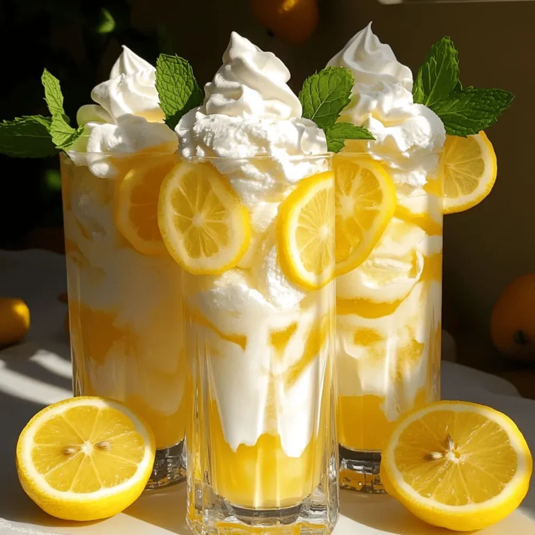 To make this refreshing drink, you need: - 1 cup creamy vanilla ice cream - 1 cup refreshing lemonade (your choice of store-bought or homemade) - 1 tablespoon vibrant lemon zest - 1 tablespoon freshly squeezed lemon juice These basic ingredients create a smooth and creamy base. The ice cream adds richness, while the lemonade gives that bright, tart flavor. You can tweak the sweetness to your liking. If you want it sweeter, add: - 1 tablespoon granulated sugar (optional; adjust based on the sweetness of your lemonade) This ingredient can make a big difference. Taste your drink after blending. If it needs more sweetness, mix in some sugar and blend again. Presentation matters! For a beautiful finish, use: - Whipped cream (for a luscious topping) - Slices of lemon (for a bright touch) - Fresh mint leaves (for color and aroma) These garnishes not only make your frosted lemonade look great but also enhance the flavor. Enjoy your creation with a fun straw for extra flair! To start, gather your ingredients. You will need: - 1 cup creamy vanilla ice cream - 1 cup refreshing lemonade - 1 tablespoon vibrant lemon zest - 1 tablespoon freshly squeezed lemon juice - 1 tablespoon granulated sugar (optional) - Whipped cream for topping - Slices of lemon and fresh mint leaves for garnish First, scoop the ice cream into your blender. Next, add the lemonade, lemon zest, and lemon juice. If you like it sweeter, sprinkle in some sugar. Blend all the ingredients on high speed. You want a smooth and creamy mixture. Stop blending if you see any ice chunks. Taste your frosted lemonade. If it needs more sweetness, add more sugar. Blend briefly to mix it in well. Pour your frosted lemonade into tall glasses. Fill them generously to showcase the creamy color. Top each glass with a fluffy dollop of whipped cream. For a fun touch, add a slice of lemon on the rim. Finish with a mint leaf for a pop of green. This drink is not just tasty; it looks great too! For more details, check out the Full Recipe. To get the best flavor, use high-quality vanilla ice cream. It adds creaminess and richness. Fresh lemonade enhances the taste, so try making your own if you can. The lemon zest brings a bright, zesty kick. Blend until smooth and creamy, with no chunks. This step ensures your frosted lemonade is delightful with every sip. One common mistake is using too much ice. It can make your drink watery and less flavorful. Also, don’t skip the lemon zest. It truly makes a difference in flavor. If your lemonade is already sweet, skip the added sugar to avoid making it too sweet. Lastly, remember to taste your blend before serving. Adjust sweetness if needed for a perfect balance. You can easily customize your frosted lemonade. Try different ice cream flavors, like lemon or strawberry, for a twist. You can also use flavored lemonade, such as raspberry or peach. For a fruity touch, add fresh fruits like strawberries or blueberries. Experiment with herbs too; mint adds a refreshing vibe. Your frosted lemonade can be unique and fun! {{image_4}} You can switch up the ice cream flavor for fun. Chocolate ice cream adds a rich twist. Strawberry ice cream gives a fruity kick. Try mint chocolate chip for a cool surprise. Each flavor changes the drink but keeps it creamy and delicious. You don’t have to stick with regular lemonade. Try pink lemonade for a sweet twist. Use sparkling lemonade for some fizz. You can even make a berry lemonade for a burst of flavor. These options let you create a drink that feels fresh and new. Adding fruits can make your frosted lemonade special. Blend in fresh strawberries or blueberries for color and taste. You can also add a splash of vanilla extract for extra flavor. A few basil leaves can add a surprising note. Each addition personalizes your drink and makes it your own. If you have extra frosted lemonade, store it in an airtight container. This keeps it fresh and tasty. Place it in the freezer if you want to save it for later. Just remember to cover it well to avoid freezer burn. If you plan to enjoy it soon, keep it in the fridge for up to two days. Just make sure it’s sealed tight. To refresh frozen frosted lemonade, let it sit at room temperature for about 10-15 minutes. This helps soften it a bit. You can also blend it again for a smoother texture. Add a splash of lemonade if it feels too thick. This brings back its creamy delight and flavor. Frosted lemonade tastes best when fresh, but it can last up to a week in the freezer. However, it may lose some taste after a few days. For the best flavor, consume it within three days if stored in the fridge. Always check the texture and taste before enjoying. If it’s too icy or bland, blend it again to enhance the flavor. For the full recipe, refer to the earlier section. You can make frosted lemonade without a blender by using a whisk. Start by mixing the vanilla ice cream and lemonade in a large bowl. Use a whisk to combine them until smooth. This method may take a little more effort. You might not get the same creamy texture, but it will still taste great! Yes, you can use sugar-free ice cream! It will still give you that creamy base. Just keep in mind that the flavor may change slightly. You might want to add a bit more sugar or sweetener to balance the taste. Adjust it to your liking to ensure it remains refreshing. If you don’t have lemon, you can use lime juice instead. Lime will give a similar tartness but with a different flavor. Another option is to use bottled lemonade if you have it. This will change the taste, but it can still be delicious. Just remember to adjust any added sugar to keep it balanced. This blog post covered everything you need to make a Chick-Fil-A copycat frosted lemonade. You learned about the ingredients, preparation steps, and tips to get the best flavor and texture. We explored fun variations, storage tips, and answered common questions. Now, you can create your own delicious drink at home. Enjoy the refreshing taste and feel free to experiment with flavors. Happy blending!