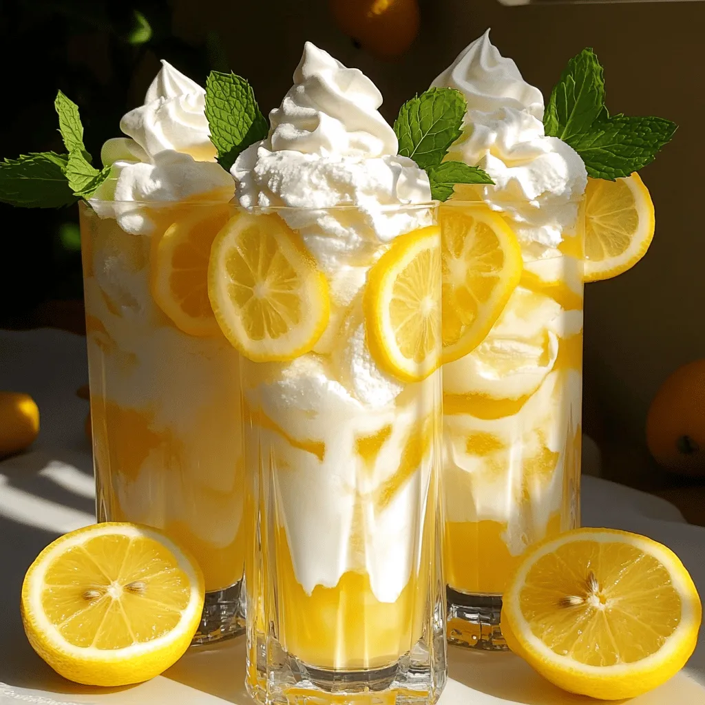 To make this refreshing drink, you need: - 1 cup creamy vanilla ice cream - 1 cup refreshing lemonade (your choice of store-bought or homemade) - 1 tablespoon vibrant lemon zest - 1 tablespoon freshly squeezed lemon juice These basic ingredients create a smooth and creamy base. The ice cream adds richness, while the lemonade gives that bright, tart flavor. You can tweak the sweetness to your liking. If you want it sweeter, add: - 1 tablespoon granulated sugar (optional; adjust based on the sweetness of your lemonade) This ingredient can make a big difference. Taste your drink after blending. If it needs more sweetness, mix in some sugar and blend again. Presentation matters! For a beautiful finish, use: - Whipped cream (for a luscious topping) - Slices of lemon (for a bright touch) - Fresh mint leaves (for color and aroma) These garnishes not only make your frosted lemonade look great but also enhance the flavor. Enjoy your creation with a fun straw for extra flair! To start, gather your ingredients. You will need: - 1 cup creamy vanilla ice cream - 1 cup refreshing lemonade - 1 tablespoon vibrant lemon zest - 1 tablespoon freshly squeezed lemon juice - 1 tablespoon granulated sugar (optional) - Whipped cream for topping - Slices of lemon and fresh mint leaves for garnish First, scoop the ice cream into your blender. Next, add the lemonade, lemon zest, and lemon juice. If you like it sweeter, sprinkle in some sugar. Blend all the ingredients on high speed. You want a smooth and creamy mixture. Stop blending if you see any ice chunks. Taste your frosted lemonade. If it needs more sweetness, add more sugar. Blend briefly to mix it in well. Pour your frosted lemonade into tall glasses. Fill them generously to showcase the creamy color. Top each glass with a fluffy dollop of whipped cream. For a fun touch, add a slice of lemon on the rim. Finish with a mint leaf for a pop of green. This drink is not just tasty; it looks great too! For more details, check out the Full Recipe. To get the best flavor, use high-quality vanilla ice cream. It adds creaminess and richness. Fresh lemonade enhances the taste, so try making your own if you can. The lemon zest brings a bright, zesty kick. Blend until smooth and creamy, with no chunks. This step ensures your frosted lemonade is delightful with every sip. One common mistake is using too much ice. It can make your drink watery and less flavorful. Also, don’t skip the lemon zest. It truly makes a difference in flavor. If your lemonade is already sweet, skip the added sugar to avoid making it too sweet. Lastly, remember to taste your blend before serving. Adjust sweetness if needed for a perfect balance. You can easily customize your frosted lemonade. Try different ice cream flavors, like lemon or strawberry, for a twist. You can also use flavored lemonade, such as raspberry or peach. For a fruity touch, add fresh fruits like strawberries or blueberries. Experiment with herbs too; mint adds a refreshing vibe. Your frosted lemonade can be unique and fun! {{image_4}} You can switch up the ice cream flavor for fun. Chocolate ice cream adds a rich twist. Strawberry ice cream gives a fruity kick. Try mint chocolate chip for a cool surprise. Each flavor changes the drink but keeps it creamy and delicious. You don’t have to stick with regular lemonade. Try pink lemonade for a sweet twist. Use sparkling lemonade for some fizz. You can even make a berry lemonade for a burst of flavor. These options let you create a drink that feels fresh and new. Adding fruits can make your frosted lemonade special. Blend in fresh strawberries or blueberries for color and taste. You can also add a splash of vanilla extract for extra flavor. A few basil leaves can add a surprising note. Each addition personalizes your drink and makes it your own. If you have extra frosted lemonade, store it in an airtight container. This keeps it fresh and tasty. Place it in the freezer if you want to save it for later. Just remember to cover it well to avoid freezer burn. If you plan to enjoy it soon, keep it in the fridge for up to two days. Just make sure it’s sealed tight. To refresh frozen frosted lemonade, let it sit at room temperature for about 10-15 minutes. This helps soften it a bit. You can also blend it again for a smoother texture. Add a splash of lemonade if it feels too thick. This brings back its creamy delight and flavor. Frosted lemonade tastes best when fresh, but it can last up to a week in the freezer. However, it may lose some taste after a few days. For the best flavor, consume it within three days if stored in the fridge. Always check the texture and taste before enjoying. If it’s too icy or bland, blend it again to enhance the flavor. For the full recipe, refer to the earlier section. You can make frosted lemonade without a blender by using a whisk. Start by mixing the vanilla ice cream and lemonade in a large bowl. Use a whisk to combine them until smooth. This method may take a little more effort. You might not get the same creamy texture, but it will still taste great! Yes, you can use sugar-free ice cream! It will still give you that creamy base. Just keep in mind that the flavor may change slightly. You might want to add a bit more sugar or sweetener to balance the taste. Adjust it to your liking to ensure it remains refreshing. If you don’t have lemon, you can use lime juice instead. Lime will give a similar tartness but with a different flavor. Another option is to use bottled lemonade if you have it. This will change the taste, but it can still be delicious. Just remember to adjust any added sugar to keep it balanced. This blog post covered everything you need to make a Chick-Fil-A copycat frosted lemonade. You learned about the ingredients, preparation steps, and tips to get the best flavor and texture. We explored fun variations, storage tips, and answered common questions. Now, you can create your own delicious drink at home. Enjoy the refreshing taste and feel free to experiment with flavors. Happy blending!