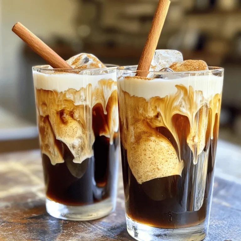 To make a delicious Cinnamon Maple Nitro Cold Brew, gather these main ingredients: - 1 cup coarsely ground coffee - 4 cups cold water - 1 tablespoon ground cinnamon - 3 tablespoons pure maple syrup Next, you’ll need some equipment to prepare the brew perfectly: - Nitro coffee infuser or whipped cream dispenser - Fine mesh sieve or cold brew coffee maker - Mixing bowl or pitcher - Ice cubes and glasses for serving For a special touch, consider these optional garnishes: - Cinnamon sticks - Ground cinnamon for dusting With these ingredients and tools ready, you can create a refreshing drink. Using high-quality coffee will enhance the flavor. Opt for a cold brew blend to get the best taste. The maple syrup adds a sweet touch, while cinnamon gives warmth. Enjoy the process of making this unique drink! For the full recipe, check the section above. To start, gather your ingredients. You need coarsely ground coffee and cold water. I like to use a cold brew blend for the best taste. In a large bowl or pitcher, combine 1 cup of coffee with 4 cups of cold water. Stir gently to mix. Make sure all the coffee grounds get wet. Next, cover the bowl with a lid or plastic wrap. Place it in the fridge and let it steep for 12 to 24 hours. The longer it sits, the stronger the flavor. Once your cold brew is ready, it's time to add some flavor. In a small bowl, whisk together 1 tablespoon of ground cinnamon and 3 tablespoons of pure maple syrup. This mix will give a warm, sweet taste to your brew. Slowly pour this mixture into your cold brew. Stir well to ensure the flavors blend nicely. Now, let's make it special! Pour the flavored cold brew into your nitro coffee infuser or whipped cream dispenser. Follow the instructions for your device to add nitrogen. This step will make your drink creamy and foamy. Fill tall glasses with ice cubes. Next, carefully pour the nitro cold brew over the ice. Enjoy the smooth flow and rich texture. For an extra touch, add a cinnamon stick to each glass for garnish. It looks great and adds aroma. For detailed recipe instructions, check out the Full Recipe. To make the best Cinnamon Maple Nitro Cold Brew, focus on the grind size. Use coarsely ground coffee. This helps avoid bitterness. A steeping time of 12 to 24 hours works well. Adjust the time based on how strong you want your coffee. For sweetness, add pure maple syrup. Start with three tablespoons, and taste as you go. You can always add more if you like it sweeter. For great presentation, use clear glassware. This showcases the drink's creamy texture. Consider a tall glass, which adds elegance. Garnish each drink with a cinnamon stick. Not only does it look nice, but it also adds extra flavor. A light dusting of ground cinnamon on top is a nice touch too. Avoid over-steeping the coffee. Steeping too long can make the brew bitter. Stick to the 12 to 24-hour range for best results. Also, be careful with cinnamon. Using too much can overpower the drink. Start with one tablespoon, and adjust if needed. This way, you maintain a balanced flavor. {{image_4}} You can make your drink sweeter by swapping maple syrup for honey or agave. Both options add a unique taste. Honey gives a floral note that blends well. Agave is milder and won’t overpower your drink. Each sweetener changes the flavor. Try them out to find your favorite! Want to change things up? Add a splash of vanilla extract or a pinch of nutmeg. Vanilla brings a warm, sweet aroma that pairs nicely with cinnamon. Nutmeg adds a spicy kick that enhances the overall flavor. You can also mix in dairy or non-dairy milk. Almond or oat milk adds creaminess without the dairy. Coconut milk offers a tropical twist. You can enjoy this recipe hot too! Just brew your coffee with hot water instead of cold. Use the same coffee and cinnamon mixture. Mix it all in a mug, and enjoy the warm flavors. This way, you can sip on a cozy cinnamon maple brew anytime you want. To keep your cinnamon maple nitro cold brew fresh, store it in the fridge. Use an airtight container to prevent any strange smells. This way, your drink stays tasty for days. The shelf life of this cold brew is about one week. After that, its flavor will fade, and you won’t enjoy it as much. You can make cold brew concentrate ahead of time. Just mix the coffee and water as per the full recipe. Store this concentrate in the fridge for easy access. When you want a drink, mix it with your favorite milk or cream. If you have infused cold brew left over, keep it in an airtight jar. It lasts for up to a week in the fridge. Don’t toss those used coffee grounds! They can be repurposed in many ways. Mix them into your garden soil for better plants. You can even use them as a natural scrub for your skin. The options are endless when you get creative with what’s left! Nitro cold brew has a smooth and creamy texture. The nitrogen bubbles make it feel rich. This drink has less acidity than regular cold brew. Many find it easier on the stomach. Nitro cold brew also has a beautiful frothy top. This adds to the visual appeal. The main difference between nitro and regular cold brew is how they are served. Regular cold brew has a flat look and taste. Nitro cold brew uses nitrogen gas, which adds texture and froth. You get a unique taste experience with each sip. Nitro cold brew is also served cold, making it refreshing for warm days. Yes, you can find pre-made versions in stores. Brands like Starbucks and Stumptown offer this flavor. You might also find it in local coffee shops. Check the refrigerated section for ready-to-drink options. These can be a quick fix when you’re in a hurry. This recipe is quite simple and fun. Beginners can definitely try it. The most common challenge is steeping time. You need to wait 12 to 24 hours for the best flavor. Here are some tips: - Use coarsely ground coffee for a smoother brew. - Make sure all coffee grounds are wet when steeping. - Strain the coffee well to avoid grittiness. Don’t rush through the steps. Enjoy the process, and you will get great results. This recipe is naturally gluten-free and can be vegan. The ingredients are all plant-based. Use pure maple syrup for sweetness. If you want a sweeter drink, add more syrup. For dairy-free options, skip the cream. You can use almond milk or oat milk instead. Check labels to ensure all ingredients are vegan. You can easily boost your nitro cold brew with superfoods. Adding a scoop of collagen powder can help support skin and joints. You can also mix in protein powder for an energy boost. Try adding a sprinkle of cinnamon or a dash of turmeric. These spices add flavor and have health benefits. They may help with inflammation and digestion. For the full recipe, refer to the instructions earlier. Enjoy your delicious creation! You learned how to make a delicious Cinnamon Maple Nitro Cold Brew. We covered the main ingredients, useful equipment, and step-by-step instructions for brewing at home. Remember to avoid common mistakes, adjust flavors to fit your taste, and explore fun variations. Nitro cold brew is easy to make, and it can be customized for any diet. Enjoy your drink fresh or save some for later. You now have all the tools to impress yourself—and others—with this tasty treat. Start brewing today!