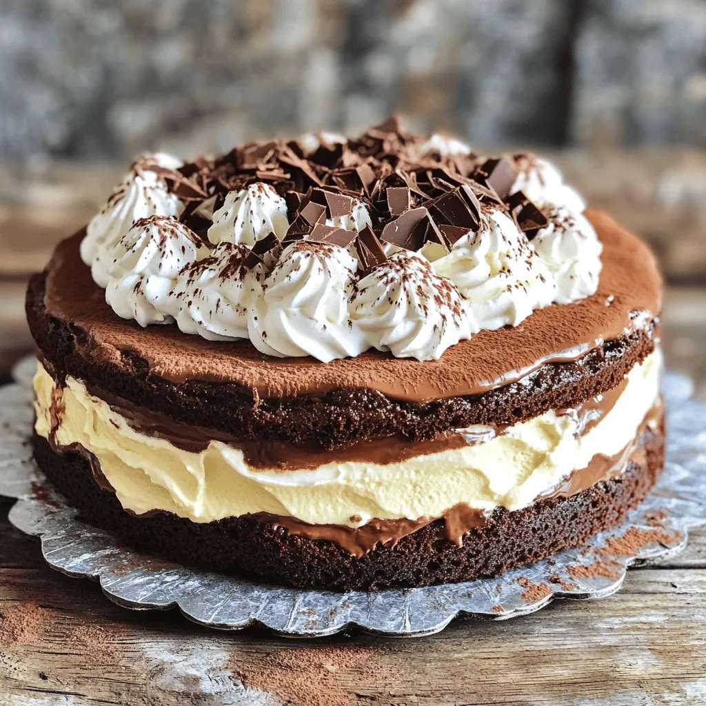 This Chocolate Tres Leches Cake uses simple ingredients. Each one works together to create a rich flavor. - 1 cup all-purpose flour - 1/2 cup unsweetened cocoa powder - 1 1/2 teaspoons baking powder - 1/2 teaspoon baking soda - 1/4 teaspoon salt - 1/2 cup unsalted butter, softened - 1 cup granulated sugar - 3 large eggs, at room temperature - 1 teaspoon vanilla extract - 1/2 cup buttermilk, at room temperature - 1 cup sweetened condensed milk - 1 cup evaporated milk - 1 cup whole milk - 1 cup heavy cream, chilled - 2 tablespoons powdered sugar (for whipped cream) - Chocolate shavings or cocoa powder for garnish (optional) These ingredients create a soft cake soaked in a sweet milk mixture. The heavy cream topping adds a light and airy touch. Using room temperature ingredients helps everything mix well. I recommend using fresh milk for the best taste. For a unique twist, sprinkle chocolate shavings on top before serving. Enjoy making this delicious treat! For the complete recipe, check the [Full Recipe]. Start by preheating your oven to 350°F (175°C). Grab a 9x13 inch baking pan. Grease it with butter to make sure your cake won’t stick. Dust the pan lightly with flour. This quick step helps the cake come out clean and perfect. In a medium bowl, sift together the all-purpose flour, cocoa powder, baking powder, baking soda, and salt. This helps mix everything well. In a large bowl, use an electric mixer to beat the softened butter and sugar until it is light and fluffy. This takes about 3-5 minutes. Then, add the eggs one at a time. Mix well after each egg. Finally, stir in the vanilla extract. Slowly fold the dry ingredients into the wet mixture. Alternate with the buttermilk. Start and finish with the dry mix. Be gentle; mix until you see no flour streaks. Pour the batter into your prepared pan. Smooth the top with a spatula. Bake for 30-35 minutes. Check if it’s done by inserting a toothpick into the center; it should come out clean. Let it cool for 10 minutes, then turn it out onto a wire rack. In a separate bowl, mix the sweetened condensed milk, evaporated milk, and whole milk. Whisk this mixture until blended. This will soak into your cake, making it rich and moist. Once the cake is cool, poke holes in the top with a fork. Pour the tres leches mixture evenly over the cake. This helps the cake absorb the milk. Cover it with plastic wrap and let it soak for at least one hour. This step is key for flavor. In a large bowl, beat the chilled heavy cream with powdered sugar until stiff peaks form. Spread this whipped cream over the soaked cake. For a nice touch, sprinkle chocolate shavings or cocoa powder on top. Refrigerate the cake for at least 2 hours before serving. This waiting time mixes the flavors and makes each bite delicious. For the full recipe, check the details in the earlier sections. To get a moist cake, follow a few simple steps. Start by using room temperature ingredients. This helps the batter mix well. Next, do not overmix the batter. Mix until just combined. Overmixing adds air, which can dry the cake out. Finally, bake the cake just until a toothpick comes out clean. If you bake too long, the cake will dry out. Soaking the cake properly is key. First, let the cake cool completely before soaking it. This helps the cake absorb the milk mixture better. Use a fork to poke holes all over the top of the cake. This allows the milk to seep in. Then, pour the tres leches mixture evenly over the cake. Let it sit for at least one hour. For best results, cover it with plastic wrap and refrigerate. This ensures the cake soaks up all the flavor. Whipped cream adds a light touch to the cake. Start by chilling your mixing bowl and beaters. This keeps the cream cold and helps it whip better. Beat the heavy cream until it forms stiff peaks. This means it should hold its shape when you lift the whisk. Add the powdered sugar gradually for sweetness. Spread the whipped cream gently over the soaked cake. For a fun twist, add chocolate shavings or a sprinkle of cocoa powder on top. For the complete recipe, check the Full Recipe section. {{image_4}} You can make a gluten-free version of this cake easily. Just swap the all-purpose flour for a gluten-free flour blend. Look for a blend that works well for baking. This change keeps the cake moist and delicious. You may also add a pinch of xanthan gum to help the texture. To create a vegan chocolate tres leches cake, replace the eggs with flax eggs. Mix 1 tablespoon of ground flaxseed with 2.5 tablespoons of water for each egg. For the milk mixture, use coconut milk, almond milk, or any plant-based milk. Use coconut cream instead of heavy cream for topping. This way, you keep the rich flavor while going dairy-free. You can also play with flavors to make this cake unique. For a minty twist, add mint extract to the batter and whipping cream. Just a teaspoon will do. If you love coffee, add espresso powder to the batter for a rich, coffee flavor. You can also fold in chocolate chips for more texture and taste. Each variation brings a new fun experience to this classic dessert. For the full recipe, check the source to get all the details you need. To keep your Chocolate Tres Leches Cake fresh, always store it in the fridge. Use an airtight container to prevent it from drying out. If you have not yet topped it with whipped cream, store the cream separately. This keeps the cake moist and the cream fluffy. When stored properly, the cake lasts about 3 to 5 days in the fridge. The flavors will continue to blend, making each bite even better. Always check for any signs of spoilage, like a strange smell or changes in texture. You can freeze the cake if you want to keep it longer. Wrap it tightly in plastic wrap, then place it in a freezer-safe bag. This way, it can last up to 3 months in the freezer. When you're ready to enjoy it, let it thaw in the fridge overnight. Add the whipped cream topping just before serving for the freshest taste. For the complete recipe, you can refer to the Full Recipe section. Yes, you can! This cake is great for planning ahead. You can bake the cake, soak it, and then chill it in the fridge. It tastes even better after a day. Just cover it well so it stays fresh. Tres leches cake is soaked in three types of milk. Regular cake usually has no soaking. Tres leches is moist and rich. Regular cake is often lighter. The extra milk makes tres leches creamy and sweet. To keep the cake from being too soggy, let it cool completely first. After soaking, cover the cake and chill it. Serve it within a few days. This way, it stays moist without getting overly wet. Yes, you can use cake mix. Just follow the package instructions for baking. Make sure to adjust the milk mixture. This way, you get the rich flavor of tres leches without starting from scratch. You can use sweetened condensed milk, evaporated milk, and whole milk. If you want, you can try alternatives like almond milk or oat milk. Each choice will give a different taste, but they will still work well. For the full recipe, check out the Heavenly Chocolate Tres Leches Cake recipe above! In this post, we covered the essential steps to make a Chocolate Tres Leches Cake. You learned about the key ingredients and how to mix them. We detailed how to bake the cake and prepare the soaking mix. You got tips on keeping your cake moist and explored tasty variations. Finally, we discussed storing leftovers to enjoy later. Baking is fun and rewarding. Try this recipe to impress friends and family. Enjoy every delicious bite!