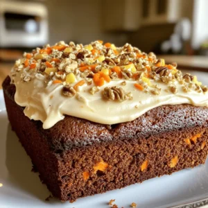 For the dry mix, gather these items: - 1 ½ cups all-purpose flour - 1 teaspoon baking powder - 1 teaspoon baking soda - ½ teaspoon salt - 1 teaspoon ground cinnamon - ½ teaspoon ground nutmeg - ¼ teaspoon ground ginger These ingredients help create the loaf's structure and flavor. The spices add warmth and depth. Next, collect these wet items: - 1 cup granulated sugar - ½ cup packed brown sugar - 1 cup vegetable oil - 3 large eggs - 1 teaspoon vanilla extract These components bring moisture and sweetness. The combination of sugars gives a rich taste. Now, let's spice it up with these add-ins: - 2 cups finely shredded carrots (approximately 4 medium carrots) - ½ cup crushed pineapple, well-drained - ½ cup chopped walnuts (optional) These add-ins bring texture and flavor. The carrots keep the loaf moist, while the pineapple adds a touch of sweetness. If you like crunch, toss in the walnuts. For the full recipe, you can explore the step-by-step instructions in [Full Recipe]. - Preheat the oven to 350°F (175°C). - Prepare your 9x5-inch loaf pan. Use non-stick spray or line it with parchment paper. This helps the loaf come out easily after baking. - In a medium bowl, combine the dry ingredients. Whisk together the flour, baking powder, baking soda, salt, and spices. Set this mixture aside for later. - In a large bowl, mix the sugars and oil. Beat them together until smooth. - Add the eggs one at a time to the sugar mixture. Mix well after each addition. Stir in the vanilla extract. - Gradually blend the dry ingredients with the wet ingredients. Stir gently until just combined. Avoid overmixing to keep your loaf tender. - Carefully fold in the finely shredded carrots, well-drained crushed pineapple, and chopped walnuts if you’re using them. Make sure they are evenly spread throughout the batter. - Pour the batter into your prepared loaf pan. Use a spatula to smooth the top. - Place the loaf pan in the oven. Bake for 50-60 minutes. Check for doneness by inserting a toothpick in the center. It should come out clean. If the top browns too fast, cover it loosely with aluminum foil. Use freshly grated carrots for the best flavor and moisture. Fresh carrots add a sweet crunch. You can also adjust the sugar based on your taste. If you prefer a sweeter cake, add a bit more sugar. If you want it less sweet, cut back. Mixing just until combined keeps the cake tender and moist. If you overmix, the loaf can turn out dense. When you add dry ingredients to the wet mix, stir gently. The batter should look slightly lumpy; that’s okay! To get a smooth cream cheese frosting, start with room temperature cheese and butter. Cold ingredients can lead to lumps. Beat the cream cheese and butter until creamy. Gradually add powdered sugar to avoid a cloud of sugar. Remember to mix until smooth, and then add a pinch of salt for flavor. For the full recipe, check out the [Full Recipe]. {{image_4}} You can easily change the flavor of your carrot cake loaf with different add-ins. If you want to swap nuts, try using raisins or shredded coconut instead. Both options add a sweet, chewy texture that pairs well with the spices. You can also adjust spices for a unique flavor. Add a little more cinnamon for warmth or some cardamom for a fragrant twist. This way, you can create a taste that fits your mood. If you need gluten-free options, consider almond or oat flour. Both flours work well and keep the loaf moist. For vegan substitutions, use flax eggs instead of regular eggs. Just mix one tablespoon of ground flaxseed with three tablespoons of water for each egg. You can also replace the cream cheese with a vegan cream cheese spread. These small changes keep the cake delicious while meeting your dietary needs. Pair your carrot cake loaf with a warm cup of coffee or tea. The rich flavors balance perfectly with a hot drink. To make your loaf look fancy, arrange slices on a beautiful platter. You can sprinkle chopped walnuts on top and add edible flowers for color. This makes your dessert not just tasty but also a feast for the eyes. For a fun touch, serve it with a scoop of vanilla ice cream for a delightful contrast. Make sure to check out the Full Recipe for more details on creating this delicious treat! To keep your carrot cake loaf fresh, store it in the fridge. Place it in an airtight container. This helps keep moisture in and prevents it from drying out. The cream cheese frosting also needs special care. To keep the frosting fresh, cover it with plastic wrap. This stops air from making it hard or crusty. You can freeze the carrot cake loaf both ways. First, freeze it before frosting. Wrap it in plastic wrap and then foil. This helps keep the cake moist. If you already frosted it, freeze the loaf on a plate. Once frozen, wrap it tightly. To thaw the loaf, place it in the fridge overnight. This helps keep the texture nice and soft. The carrot cake loaf can last about three days at room temperature. Keep it in a cool, dry place. If you see any mold or smell a sour scent, it’s best to throw it away. Always trust your senses when checking if food is safe to eat. Enjoy your delicious treat while it's fresh! For the full recipe, check the complete guide. Baking a carrot cake loaf takes about 50-60 minutes at 350°F (175°C). To test for doneness, insert a toothpick into the center. If it comes out clean, your loaf is ready. If the top browns too quickly, cover it with foil. This tip helps keep the top soft and moist. Yes, you can prepare this loaf ahead of time. You can mix the dry ingredients and store them in an airtight container. The wet ingredients can also be combined a day before. Just keep them in the fridge. Bake the loaf when you are ready. It keeps well and tastes fresh. If you need a dairy-free option, use vegan cream cheese. Another choice is to blend silken tofu with a bit of vanilla and powdered sugar. This gives you a smooth frosting that still tastes great. You can also try coconut cream for a tropical twist. Yes, this carrot cake loaf is great for kids. It contains nutritious carrots and pineapple, which add vitamins. The loaf is moist and flavorful, making it appealing to young eaters. Just be sure to watch for any nut allergies if you use walnuts. To check if the loaf is done, look for a golden brown top. You can also gently press the top; it should spring back. Use a toothpick to test the center. If it comes out clean, your carrot cake loaf is perfect. These cues help ensure a delicious result. This blog post covered all the essential steps to make a delicious carrot cake loaf. We explored the key ingredients, from dry and wet components to tasty add-ins. I shared tips to keep your cake moist and flavorful, along with ways to customize your loaf. Lastly, we discussed storage and FAQs to help you perfect your baking. Embrace your baking journey and enjoy each slice of your creation!