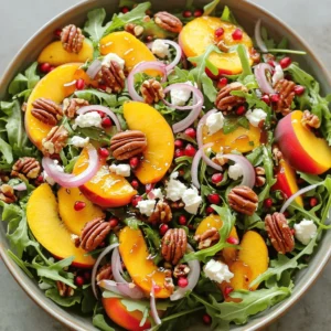 To make Millionaire Peach Salad, you will need fresh and tasty ingredients. Here’s the list: - Fresh peaches - Salad greens - Feta cheese - Candied pecans - Red onion - Pomegranate seeds - Olive oil, balsamic vinegar, and honey - Seasoning: salt and pepper Fresh peaches are key. Choose ripe, juicy ones for the best flavor. The salad greens give a nice crunch. I love using arugula and mixed greens for variety. Feta cheese adds creaminess, while candied pecans provide a sweet, crunchy touch. Red onion adds a sharp taste. Pomegranate seeds bring a burst of sweetness and color. For the dressing, mix olive oil, balsamic vinegar, and honey for balance. Finally, season with salt and pepper to enhance every bite. Check out the Full Recipe for exact measurements and tips! - Start by washing the peaches well under cold water. - Pat them dry with a clean towel. - Slice the peaches into wedges. Set them aside. - Next, grab a large mixing bowl. - Add fresh arugula or baby spinach leaves. - Toss in assorted mixed greens like romaine or kale. - Gently mix the greens with the peach slices. - Make sure the peaches are spread evenly among the greens. - Sprinkle crumbled feta cheese on top of the salad. - Add the crunchy candied pecans for texture. - Include thin slices of red onion for a sharp taste. - Finally, scatter pomegranate seeds over the salad for color. - In a small bowl, whisk together extra virgin olive oil, balsamic vinegar, honey, salt, and pepper. - Mix until the ingredients are well combined. - Just before serving, drizzle the dressing over the salad. - Toss gently to coat all the ingredients. - Taste and adjust seasoning if needed. Enjoy this fresh and vibrant Millionaire Peach Salad! For the complete recipe, refer to the Full Recipe. To choose perfect peaches, look for a few key signs. Ripe peaches feel slightly soft when you press them gently. Their skin should be smooth and free of blemishes. Check for a sweet scent, which means they are ready to eat. A nice golden color is also a good sign. Avoid peaches with green spots, as they may not ripen well. Millionaire Peach Salad works well with many dishes. You can serve it alongside grilled chicken or fish for a complete meal. It also pairs nicely with a light pasta dish. For a fun twist, try serving it with tacos or a charcuterie board. The flavors mix well and make each bite exciting. You can adjust the salad's sweetness and acidity easily. If you want it sweeter, add more honey to the dressing. For a tangier taste, increase the balsamic vinegar. Taste the dressing before adding it to the salad. This way, you ensure it has the perfect balance for your palate. Enjoy experimenting with different flavors to make it your own. {{image_4}} You can easily change parts of this salad. Try using different greens like kale, romaine, or mixed baby greens. They all add unique flavors and textures. If you want a nutty crunch, swap candied pecans for walnuts or almonds. You can also use goat cheese or blue cheese instead of feta. These changes can make the salad special and fit your taste. Seasonal fruits can change the flavor of this salad. In spring, add fresh strawberries or blueberries. In summer, try ripe plums or cherries. In fall, diced apples or pears work nicely. Each fruit brings its own sweetness and charm to the dish. You can enjoy a new taste experience with each season! If you want a gluten-free version, this salad is already great! Just ensure all your ingredients, especially the nuts and dressings, are certified gluten-free. For a vegan option, skip the feta cheese and use avocado for creaminess. You can also use a plant-based dressing instead of honey. These simple swaps make the salad fit for everyone. For the full recipe, check the Millionaire Peach Salad recipe above. To keep your Millionaire Peach Salad fresh, store it in an airtight container. Place the salad in the fridge. This will help maintain the crispness of the greens and the sweetness of the peaches. If possible, keep the dressing separate to prevent sogginess. The salad will stay fresh for up to two days. If you want to prep this salad in advance, wash and slice the peaches ahead of time. Store them in a sealed bag with a bit of lemon juice to stop browning. You can also prepare the greens and toppings separately. This way, you can easily mix and dress the salad on busy days. Millionaire Peach Salad tastes best when served cold. If you have leftovers, enjoy them straight from the fridge. This salad does not need reheating, as it loses its fresh crunch when warmed. For the best flavor, serve it cold and enjoy the mix of sweet and savory notes. You can use several creamy options. Here are a few ideas: - Goat cheese: It has a similar tangy flavor. - Cream cheese: It adds a rich, smooth texture. - Ricotta: This cheese is soft and light. - Cotija: It offers a salty and crumbly bite. These options help keep your salad tasty and creamy. Yes, you can prepare parts of the salad in advance. I recommend these tips: - Wash and slice peaches but keep them in lemon juice. - Make the dressing a day early. Store it in the fridge. - Mix the greens but wait to add toppings until serving. This way, your salad stays fresh and crunchy. You can store the salad for about 1 to 2 days. Use these guidelines: - Keep the dressing separate until you serve. - Store the salad in an airtight container. - Check for freshness before eating. Discard if it looks wilted. Following these tips helps maintain the best taste. This blog post explored making a delicious Peach Salad. We covered all the ingredients, preparation steps, and assembling the dish. Remember to pick ripe peaches for the best taste. You can customize the salad with different ingredients for your liking. Store leftovers properly or prep in advance for busy days. Enjoy your healthy, tasty salad! Experiment with flavors and enjoy every bite.