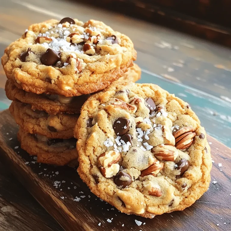 - 1 cup unsalted butter, softened to room temperature - 1 cup packed light brown sugar - 1/2 cup granulated sugar - 2 large eggs - 1 teaspoon pure vanilla extract - 2 cups all-purpose flour - 1 teaspoon baking soda - 1/2 teaspoon salt - 1 1/2 cups quick-cooking oats - 1 cup semi-sweet chocolate chips - 1 cup chopped pecans or walnuts - 1/2 cup sweetened shredded coconut - 1/2 cup toffee bits (optional) When I think of Texas Cowboy Cookies, I think of a mix of flavors and textures. These cookies have a soft, chewy center and a crispy outside. You need butter for richness and sugars for sweetness. The eggs bring moisture and help the cookies rise. Vanilla adds a lovely flavor that makes you want more. For the dry part, flour is key. It gives structure to your cookies. Baking soda helps them puff up a bit. Salt might seem small, but it enhances all the flavors. Oats add a nice chewiness that makes these cookies unique. Now, let’s talk about the fun part—add-ins! Chocolate chips bring sweetness and melt in your mouth. Nuts add crunch and flavor. Coconut gives a tropical twist, while toffee bits can add a sweet crunch if you want. You can find the full recipe for Texas Cowboy Cookies, and you’ll be ready to bake in no time! - Preheat your oven to 350°F (175°C) and line a baking sheet with parchment paper. This step helps the cookies not stick and makes cleanup easy. - In a large bowl, cream together 1 cup of softened unsalted butter, 1 cup of packed light brown sugar, and 1/2 cup of granulated sugar. Use a mixer to blend until light and fluffy. This creates a nice airy texture. - Next, add 2 large eggs, one at a time. Mix well after each egg. Then, stir in 1 teaspoon of pure vanilla extract for flavor. - In another bowl, combine 2 cups of all-purpose flour, 1 teaspoon of baking soda, and 1/2 teaspoon of salt. Whisk until well mixed. - Gradually add this dry mixture to the wet ingredients. Mix on low speed until just combined. Be careful not to overmix. - Now, it’s time to fold in the fun stuff! Add 1 1/2 cups of quick-cooking oats, 1 cup of semi-sweet chocolate chips, 1 cup of chopped pecans or walnuts, and 1/2 cup of sweetened shredded coconut. If you like, add 1/2 cup of toffee bits. Use a spatula to mix until everything is evenly distributed. - Using a large tablespoon or cookie scoop, drop heaping tablespoons of cookie dough onto the prepared baking sheet. Make sure to space them about 2 inches apart so they have room to spread. - Bake the cookies in the preheated oven for 10 to 12 minutes. Keep an eye on them! Look for golden brown edges and soft centers. - After baking, let the cookies cool on the baking sheet for about 5 minutes. This helps them set. Then transfer them to a wire rack to cool completely. This ensures a nice chewy texture. For the Full Recipe, refer to the above ingredient list. Enjoy making these Texas Cowboy Cookies, and share them with friends! To make Texas Cowboy Cookies shine, start with room temperature ingredients. This helps them mix better. Softened butter blends well with sugar, creating a fluffy texture. Avoid overmixing the dough. Gently combine your ingredients until just mixed. This keeps your cookies chewy and tender. Every oven behaves differently. You may need to adjust the baking time. Keep a close eye on your cookies as they bake. Use proper spacing on the baking sheet. Place cookies about 2 inches apart. This prevents them from merging into one big cookie. Make your cookies look great when serving. Stack them on a rustic wooden board. A sprinkle of sea salt on top adds a nice touch. If you want to give them as gifts, wrap them in clear cellophane. Tie with twine for a charming presentation. {{image_4}} You can swap nuts if allergies are a concern. Try using sunflower seeds or pumpkin seeds instead of pecans or walnuts. They add crunch and flavor without risk. You can also change the type of chocolate you use. Dark chocolate chips give a deep taste, while white chocolate chips add sweetness. You can even mix them for a fun twist. To make your cookies stand out, add spices like cinnamon or nutmeg. Just a pinch can boost the flavor. It gives a warm touch that makes each bite special. Dried fruits can also enhance the cookie's taste. Try adding cranberries or raisins. They bring a tangy sweetness that pairs well with chocolate. If you want a healthier option, consider using coconut sugar or honey. These sweeteners add flavor and can be better for your health. You can adjust the sugar levels to fit your taste. If you like it less sweet, cut back on the sugars. You can still enjoy the chewy delight of Texas Cowboy Cookies. For the Full Recipe, check out the complete guide above. To keep your Texas Cowboy Cookies fresh, you should store them properly. The best method is to use an airtight container. This keeps cookies soft and chewy. Plastic bags can also work, but they may not keep cookies as fresh. If you choose bags, push out as much air as you can before sealing. Place a piece of bread in the container to help keep cookies moist. You can freeze cookie dough for a later treat. Simply scoop the dough onto a baking sheet. Freeze the dough balls for a few hours until hard. Then, place them in a freezer bag. When you want cookies, take out the dough and let it thaw in the fridge. Bake as per the Full Recipe, adding a couple of minutes to the baking time if baking from frozen. At room temperature, your cookies will stay fresh for about a week. If you store them in an airtight container, they will last longer. Look for signs of spoilage, like a dry or hard texture. If cookies smell off or show mold, they should be thrown away. Always check before enjoying your delightful treat! Texas Cowboy Cookies are big, chewy treats filled with flavor. They mix oats, chocolate, nuts, and sometimes coconut. These cookies reflect cowboy culture, made to be hearty and satisfying. The origins come from Texas, where cowboys needed energy for long days. You can taste their spirit in every bite! Yes, you can make Texas Cowboy Cookies gluten-free. Use gluten-free all-purpose flour instead of regular flour. You can also check if your oats are certified gluten-free. This way, you can enjoy the same great taste without the gluten. Look for golden edges on your cookies. The centers should be set but soft. This usually takes about 10 to 12 minutes in the oven at 350°F. Keep an eye on them to avoid overbaking. Remember, they will firm up a bit as they cool. Absolutely! Texas Cowboy Cookies are versatile. You can swap chocolate chips for butterscotch or peanut butter chips. Dried fruits, like cranberries, add a nice twist. Experiment with your favorite mix-ins for fun, new flavors. To keep your cookies fresh, store them in an airtight container. This helps retain their chewiness. You can also layer parchment paper between cookies to avoid sticking. If you want to keep them longer, freeze them. Just thaw before enjoying! This blog covered how to make delicious Texas Cowboy Cookies. We outlined the key ingredients, step-by-step instructions, and tips for perfect baking. We also discussed flavor variations and storage methods to keep your cookies fresh. Remember to enjoy the process and have fun with different add-ins. Customize these cookies for any occasion and watch them delight everyone. With practice, you can master these treats and share them with friends. Happy baking!