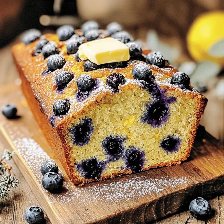To make Maine Blueberry Bread, you need the right ingredients. Here’s what you will need: - 1 ½ cups all-purpose flour - ½ teaspoon baking soda - 1 teaspoon baking powder - ½ teaspoon salt - 1/3 cup unsalted butter, softened - ½ cup granulated sugar - 1 large egg, at room temperature - 1 teaspoon pure vanilla extract - ½ cup plain Greek yogurt - 1 cup fresh or frozen blueberries - Zest of 1 lemon - 2 tablespoons fresh lemon juice These ingredients come together to create a soft, flavorful bread. The blueberries add sweetness, while the lemon gives a nice zing. You can customize your Maine Blueberry Bread with some fun add-ins. Here are a few ideas: - Chopped nuts, like walnuts or pecans - A sprinkle of cinnamon for warmth - Chocolate chips for a sweet twist - A handful of oats for texture Feel free to mix and match these options to suit your taste. Before you start, gather your tools to make the process smooth. You will need: - A 9x5-inch loaf pan - Mixing bowls (one large and one medium) - An electric mixer or whisk - A spatula for mixing - Measuring cups and spoons Having these items ready will help you stay organized and focused. For the full recipe, check the details provided earlier. First, preheat your oven to 350°F (175°C). This sets the stage for baking. Next, grab a 9x5-inch loaf pan. Grease it with butter or line it with parchment paper. This helps the bread come out easily later. In a medium bowl, whisk together the flour, baking soda, baking powder, and salt. Mix these dry ingredients well and set them aside for now. In another large bowl, cream the softened butter and sugar using an electric mixer. Beat this mixture for 3-4 minutes until it is light and fluffy. Then, add the egg, vanilla extract, lemon zest, and lemon juice. Mix until everything is combined well. Now, add the Greek yogurt to this mix and blend until smooth. Gradually add the dry ingredient mixture to the wet mixture. Stir gently until just combined. Be careful not to overmix; this keeps the bread soft. Finally, fold in the blueberries. Make sure they are evenly spread throughout the batter. Pour the batter into your prepared loaf pan. Smooth the top with a spatula to ensure it rises evenly. Place the loaf pan in the oven and bake for 50-60 minutes. To check if it’s done, insert a toothpick into the center. If it comes out clean, your bread is ready. Once baked, take the loaf out of the oven. Let it cool in the pan for about 10 minutes. After that, transfer the bread to a wire rack to cool completely. When you are ready to serve, slice the bread. For a tasty touch, add a pat of butter or a sprinkle of powdered sugar on top. This blueberry bread pairs perfectly with tea or coffee, making it a wonderful treat for breakfast or a snack. Enjoy your Maine Blueberry Bread! For the complete recipe, be sure to check the [Full Recipe]. When making Maine blueberry bread, avoid overmixing the batter. This can make the bread tough. Also, don’t skip the lemon juice. It brightens the flavor and balances the sweetness. If using frozen blueberries, do not thaw them. This keeps the batter from turning blue. For a soft and moist texture, use room temperature ingredients. This includes the butter, egg, and yogurt. They mix better and create a fluffy bread. Make sure your oven is preheated to 350°F (175°C). Baking at the right temperature is key for even cooking. You can add a pinch of cinnamon or nutmeg for warmth. A bit of cardamom can also bring a unique twist. Pure vanilla extract adds depth to the flavor. Feel free to experiment with different spices to find your favorite mix. For a citrusy kick, try adding a bit more lemon zest. For the full recipe, check the earlier sections. {{image_4}} You can swap blueberries for other fruits. Try raspberries, blackberries, or strawberries. Each fruit brings a unique taste. For a tropical twist, use diced mango or pineapple. These fruits change the flavor but keep the bread moist and delicious. To make this recipe gluten-free, use a gluten-free flour blend. Make sure it has xanthan gum to help with texture. Also, check that your baking powder and baking soda are gluten-free. These small changes will let you enjoy this bread without gluten. Nuts and chocolate can add flavor and texture. Walnuts or pecans work well in this bread. Just chop them coarsely and fold them into the batter. If you love chocolate, try adding chocolate chips. They melt and create sweet pockets in each slice. For the full recipe, check out the Maine Blueberry Bread section above. Store leftover Maine blueberry bread at room temperature. Wrap it in plastic wrap or foil. This keeps it fresh for up to three days. If you want to keep it longer, consider freezing. To freeze Maine blueberry bread, slice it first. Wrap each slice in plastic wrap. Place the wrapped slices in a freezer-safe bag. This method allows you to take out one slice at a time. The bread can last in the freezer for up to three months. Reheat blueberry bread for the best taste. Use a toaster oven or microwave. For a toaster oven, set it to 350°F (175°C) and heat for about 10 minutes. If using a microwave, warm a slice for 15-20 seconds. Enjoy it warm for a cozy flavor. You can buy Maine blueberries at local farms, farmers' markets, or grocery stores. Many stores offer fresh blueberries during the summer months. You can also find frozen Maine blueberries year-round in the freezer section. Online retailers may offer them as well, so check for local delivery options. Maine blueberries are unique due to their intense flavor and vibrant color. They grow wild in the state’s unique climate and soil. This gives them a sweet, tangy taste that stands out. Maine blueberries are also smaller than cultivated ones, making them more flavorful. Additionally, their high antioxidant levels make them a healthy choice. Fresh blueberries should be firm and plump. Look for a deep blue color with a hint of white bloom. Avoid any berries with wrinkles or soft spots. If they are still attached to the stem, that’s a good sign they are fresh. Smelling them can also help; they should have a sweet, fruity aroma. Yes, you can use other types of yogurt. Greek yogurt gives a rich texture, but you can use regular yogurt. Non-dairy options like almond or coconut yogurt work too. Just keep in mind that the flavor may change slightly. Choose a plain yogurt to maintain the taste of the bread. To make Maine blueberry bread vegan, substitute the egg with flaxseed meal or applesauce. For the butter, use a plant-based alternative like coconut oil or vegan butter. Ensure your yogurt is dairy-free. These swaps keep the bread moist and delicious while making it suitable for a vegan diet. You can still enjoy the same great flavor! Making Maine Blueberry Bread is fun and easy. We covered key ingredients, optional add-ins, and the right tools to use. I shared step-by-step instructions, common mistakes to avoid, and tips for great texture. You can even try different fruits or make it gluten-free. Lastly, I explained how to store extras and answered some questions about blueberries. Enjoy baking and sharing this delicious bread with friends!