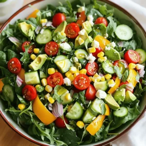 For a truly garden-fresh summer salad, start with vibrant ingredients. Here’s what you’ll need: - 2 cups mixed baby greens (a blend of arugula, spinach, and kale) - 1 cup cherry tomatoes, halved - 1 cucumber, peeled and diced - 1 bell pepper (either red or yellow), chopped into bite-sized pieces - 1 cup corn kernels (freshly cooked or canned) - 1 ripe avocado, diced - ¼ red onion, finely sliced - ¼ cup feta cheese, crumbled - 2 tablespoons fresh basil, finely chopped Using fresh produce gives your salad a crisp taste. Each item adds color and nutrients. The greens serve as a base. The tomatoes and peppers add sweetness. The corn brings crunch. You’ll love the creamy avocado and salty feta! You can personalize your salad easily. Here are some tasty add-ins: - Grilled chicken or shrimp for protein - Quinoa for extra fiber and texture - Sliced olives for a briny kick - Nuts or seeds for crunch These add-ins make your salad more filling. Choose what you like best! You can mix and match based on your mood or what you have at home. A great dressing ties everything together. For this salad, you need: - 2 tablespoons extra virgin olive oil - 1 tablespoon balsamic vinegar - Sea salt and freshly cracked black pepper, to taste This simple dressing is light and bright. The olive oil adds richness. The balsamic vinegar gives it a tangy kick. Adjust the salt and pepper to make it just right for you. For the full recipe, check out the details above! First, wash your mixed baby greens. Make sure to dry them gently. This helps keep the salad crisp. Once dry, place them in a large salad bowl. This creates a great base for your salad. Next, layer the halved cherry tomatoes on top of the greens. Then, add the diced cucumber and chopped bell pepper. These veggies bring color and crunch to the dish. Don't forget the sweet corn kernels! They add a nice texture and a touch of sweetness. Now, it’s time to add the creamy avocado. Dice it and gently fold it into the salad. This keeps the avocado intact. Then, add the thinly sliced red onion for a bit of bite. Sprinkle crumbled feta cheese over the top for a salty flavor. The fresh basil adds a lovely aroma. For the dressing, mix olive oil and balsamic vinegar in a small bowl. Season it with salt and pepper. Whisk until well combined. Drizzle this dressing over your salad. Toss everything gently to coat. Finally, taste it. Adjust salt and pepper for your perfect flavor. Enjoy your fresh salad! You can find the full recipe [here](#). To make your salad shine, use bright bowls. Serve it in individual portions for a fancy touch. Add a sprinkle of extra feta on top. A few fresh basil leaves also make a great garnish. For a special look, drizzle balsamic reduction over each serving. This adds both flavor and visual appeal. You can boost the flavor in many ways. Try adding nuts like walnuts or almonds for crunch. You might also include fruits, such as sliced strawberries or juicy peaches. Fresh herbs like cilantro or mint can add a new twist. For a bit of spice, sprinkle in some red pepper flakes. Just remember, balance is key! One common mistake is over-dressing the salad. Too much dressing can drown the fresh flavors. Start with a little, and add more if needed. Another mistake is cutting veggies too small. Larger pieces keep the crunch and texture. Finally, don’t forget to taste before serving. Adjust seasoning to suit your taste buds. {{image_4}} You can easily adjust this salad for special diets. For a vegan version, skip the feta cheese. Instead, use tofu or nuts for a protein boost. If you want a gluten-free option, all ingredients are already safe. Just be sure to check any packaged items for hidden gluten. You can swap ingredients based on the season. In summer, use ripe peaches instead of tomatoes. In fall, try roasted squash in place of corn. These swaps keep the salad fresh and exciting all year. Feel free to mix and match what’s in your garden or local market. Want to make your salad more fun? Add sliced radishes for a peppery crunch. Nuts like almonds or walnuts add a great texture. You could also toss in herbs like dill or cilantro for a different flavor. Don't shy away from experimenting. Each add-on can change the taste and feel of your dish. Check out the Full Recipe for more ideas and inspiration! To keep your garden fresh summer salad tasty, store it right. Use an airtight container. This helps avoid moisture loss. You can keep it in the fridge for up to three days. If you plan to enjoy it later, store the dressing separately. This keeps the greens crisp and fresh. Wash your vegetables before storage. After washing, dry them well to avoid sogginess. You can wrap herbs like basil in a damp paper towel. This helps keep them fresh for longer. For tomatoes, store them at room temperature. This keeps their taste and texture just right. This salad is best enjoyed cold. If you want to warm it up, just use a quick microwave blast. Heat for only a few seconds to avoid mushy greens. When serving, toss the salad gently to mix the flavors. You can add more feta or basil for a fresh touch. For the full recipe, check out the detailed steps above. The best summer vegetables for salad include tomatoes, cucumbers, and bell peppers. You can also use zucchini, radishes, and corn. They add color and crunch. Fresh herbs like basil and cilantro enhance the flavor. Choose veggies that are in season for the best taste. Yes, you can make this salad ahead of time. Prepare the salad without the dressing. Store it in the fridge for up to a day. When you are ready to eat, add the dressing. This keeps the salad fresh and crisp. A light vinaigrette works well with summer salad. You can use olive oil and balsamic vinegar. Lemon juice also adds a nice touch. For a creamier option, try a yogurt-based dressing. These dressings bring out the flavors of the fresh vegetables. For the full recipe, check out the Garden Fresh Summer Salad Delight. In this blog post, we explored how to make a fresh summer salad. We started with the best ingredients and optional add-ins. Then, we covered easy steps to prepare the base and mix in tasty veggies. I shared tips for great presentation and flavor boosts. We also discussed how to adapt this salad for diets and seasons. Lastly, we highlighted storage tips to keep everything fresh. Enjoy experimenting with your salad to make it your own. You have all the tools for success!