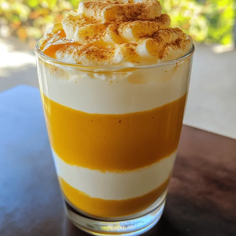 To make the ultimate pumpkin cold foam, you need a few key ingredients. Here’s what you’ll need: - 1 cup heavy cream - 1/2 cup pumpkin puree - 1/4 cup powdered sugar - 1 teaspoon vanilla extract - 1 teaspoon pumpkin pie spice - Pinch of salt - 1/2 cup milk (dairy or non-dairy) These ingredients work together to create a rich and tasty foam that brings fall to your cup. While the basic recipe is great, you might want to spice things up. Here are some fun add-ins: - A splash of maple syrup for sweetness - A dash of cinnamon for extra warmth - A hint of nutmeg for a cozy flavor Feel free to mix and match these to find your perfect taste! Sometimes, you might not have all the ingredients on hand. Here’s what you can use instead: - Instead of heavy cream, you can use coconut cream for a dairy-free option. - If you don’t have pumpkin pie spice, blend cinnamon, nutmeg, and ginger. - For a lower sugar option, use a sugar substitute like stevia. These swaps can keep your foam delicious while fitting your needs. For the full recipe, check the earlier section! To start, gather your ingredients. You need heavy cream and pumpkin puree. In a big bowl, mix the heavy cream and pumpkin puree well. Use a whisk or an electric mixer. Keep mixing until it looks smooth and creamy. This step creates the base for your foam. It should feel thick but light. Now it’s time to whip the mixture. Add powdered sugar, vanilla extract, pumpkin pie spice, and a pinch of salt to the bowl. Stir everything together until it blends well. Start whipping on medium speed. You want soft peaks to form. This takes about 4-5 minutes. Don't overwhip; you want it airy, not stiff. While the pumpkin mix is resting, froth your milk. You can use a milk frother, a French press, or just a whisk. Whisk vigorously until the milk gets frothy and doubles in size. This gives your drink a nice texture. Pour the frothed milk into a glass, leaving room for the foam. Now you have the base and froth ready. You can create your ultimate pumpkin cold foam drink following the full recipe. Enjoy making this fun treat! One common mistake is overwhipping the cream. This makes the foam too stiff. Aim for soft peaks, which give a light and airy texture. Another mistake is not using enough pumpkin puree. Too little will make the flavor weak. Always measure carefully to get that perfect pumpkin taste. Lastly, avoid skipping the pinch of salt. It balances sweetness and enhances the flavor. To whip the cream, a hand mixer or electric mixer works best. If you want a workout, use a whisk. For frothing milk, a milk frother is ideal. A French press can also froth well. If you don’t have either, whisking by hand will do. Just be sure to whisk vigorously to get that nice foam. Pumpkin cold foam pairs well with many drinks. Try it on top of a spiced latte for a warm treat. It also tastes great with coffee or chai. For a fun twist, add a splash of vanilla or caramel syrup. Nutmeg and cinnamon can boost the fall flavors too. Don't be afraid to experiment and find your perfect match! {{image_4}} You can switch up your pumpkin foam with different flavors. Try adding chocolate or caramel for a sweet twist. A dash of maple syrup brings a cozy vibe. You can also add a touch of espresso for a coffee kick. Each option gives a unique taste that can surprise your guests. If you want to make this foam dairy-free, use coconut cream instead of heavy cream. Almond milk or oat milk works well for the frothed milk. Substitute powdered sugar with a vegan sweetener, like agave nectar. This way, everyone can enjoy the creamy goodness of pumpkin foam. You can balance the sweetness of the pumpkin foam with spice. Add extra pumpkin pie spice for a warm flavor. For a bolder taste, try cayenne pepper or ginger. This contrast makes your foam exciting and layered. Sweet and spicy together create a rich experience that makes each sip special. To store leftover foam, place it in an airtight container. This keeps it fresh and safe. Make sure to cool the foam first. It is best to use it within three days for the best flavor and texture. You can use stored foam in many ways. It works great on coffee, hot chocolate, or even pancakes. Just remember, the flavor is best within the first day or two. If it sits longer, it may lose some of its yummy taste. If your foam needs a little love, gently rewhip it to bring back its fluff. Use a hand mixer or whisk for this task. Avoid overheating it, as foam can lose its airy texture when too warm. Just a light whip will help revive it nicely. Enjoy your Ultimate Pumpkin Cold Foam as a treat! Ultimate Pumpkin Cold Foam is a light and creamy topping for drinks. It combines pumpkin puree, cream, and spices. This foam adds a delicious fall flavor to your beverages. It is perfect for coffee, tea, or even a dessert drink. The blend of flavors makes it a seasonal favorite. To make your cold foam thicker, whip the cream longer. Aim for medium to stiff peaks. This means it should hold its shape well when you scoop it. Avoid overwhipping, as that can turn it into butter. You can also use less milk when frothing. This helps keep it thick and rich. Yes, you can use store-bought pumpkin puree. It saves time and effort. Just make sure to choose a brand with no added sugar or spices. This way, you control the sweetness and flavor of your cold foam better. It works great for this recipe and tastes just as good. You can top many drinks with pumpkin cold foam. It pairs well with lattes, iced coffee, or chai tea. It also tastes great on hot chocolate or even smoothies. Get creative and try it on your favorite drink. It adds a delightful fall twist to any beverage! In this article, we explored how to make the ultimate pumpkin cold foam. We covered essential ingredients, optional add-ins, and substitutions. You learned step-by-step instructions for preparation and tips to avoid common mistakes. We also discussed exciting variations and safe storage practices to keep your foam fresh. Now, you can enjoy a rich and creamy drink topped with pumpkin cold foam. With these methods, your drinks can be both fun and delicious. I hope you try this at home!
