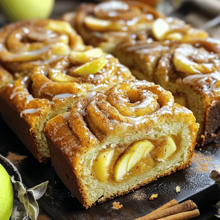 To make Cinnamon Roll Apple Fritter Bread, you need these key items: - 2 cups all-purpose flour - 1 tablespoon baking powder - 1/2 teaspoon salt - 1 teaspoon ground cinnamon - 1/2 cup granulated sugar - 1/2 cup packed brown sugar - 1/2 cup unsalted butter, melted - 1 large egg - 1 cup milk - 2 medium apples (preferably Granny Smith), peeled, cored, and diced - 1 teaspoon vanilla extract - 1/2 cup chopped walnuts (optional) To enhance the flavor, you can consider these options: - 1/2 teaspoon nutmeg for warmth - 1/4 cup raisins for added sweetness - A pinch of ginger for spice If you run out of something, here are some swaps: - Use whole wheat flour instead of all-purpose for a healthier twist. - Swap granulated sugar with coconut sugar for a different taste. - Use almond milk instead of regular milk for a dairy-free version. Feel free to explore these options to make your Cinnamon Roll Apple Fritter Bread just right for you! For the complete recipe, check the Full Recipe. First, set your oven to 350°F (175°C). Grease a 9x5 inch loaf pan well. This helps the bread slide out easily after baking. A good coating of butter or cooking spray works best. While the oven heats, you can move on to mixing the ingredients. In a medium bowl, whisk together the dry ingredients. This includes the flour, baking powder, salt, and ground cinnamon. Mix them until they look uniform. In another large bowl, combine the granulated sugar, brown sugar, and melted butter. Stir until smooth. Next, add in the egg, milk, and vanilla extract. Mix this well until you see no lumps. Now, slowly add the dry mixture to the wet one. Stir gently until they blend. It’s okay to have small lumps; they will bake out. Now, fold in the diced apples and any walnuts you want. Make sure they are evenly spread in the batter. In a small bowl, mix the cinnamon sugar topping. Use this mix to create layers in your batter. Pour half the batter into your loaf pan. Then sprinkle half of the cinnamon sugar on top. Add the rest of the batter next, topping it with the remaining cinnamon sugar. To give it a nice look, take a knife and swirl it gently through the batter. This creates a beautiful marbled effect. Now, place the pan in the oven and bake for 50 to 60 minutes. The bread is ready when a toothpick comes out clean. After baking, let the bread cool in the pan for about 10 minutes. Then, transfer it to a wire rack to cool down completely. Enjoy this flavorful treat! For the full recipe, check out the details above. To keep your bread moist, use fresh apples. I like Granny Smith for their tartness. Dice them small to blend well. Also, do not overmix the batter. A few lumps are fine. This helps to keep the bread soft. Lastly, let the bread cool in the pan for ten minutes. This step helps lock in moisture before transferring it to a wire rack. Swirling cinnamon sugar creates beautiful layers. Pour half of the batter first in the loaf pan. Sprinkle half of the cinnamon sugar mix evenly over it. Then, add the rest of the batter. Top with the remaining cinnamon sugar. Use a knife to swirl gently. Don't mix it too much. You want distinct layers, not a uniform mix. A light hand works best here! This bread tastes great when warm. You can slice it and serve it plain. For extra flavor, drizzle a glaze made of powdered sugar and milk on top. A sprinkle of cinnamon or apple slices adds a nice touch. Pair it with coffee or tea for a cozy treat. Enjoy it as breakfast or a sweet snack! You can even toast slices for a crispy twist. {{image_4}} You can mix in other fruits for unique flavors. Pears, peaches, or even berries work well. Just chop them into small pieces. Make sure they are ripe for the best taste. Each fruit adds its own twist, making your bread even more special. If you want a nut-free option, simply skip the walnuts. You can replace them with other nuts too. Pecans or almonds add a nice crunch. If you prefer a smoother texture, go without nuts. The bread will still be delicious and moist. You can turn this bread into muffins for a fun twist. Just use a muffin tin instead of a loaf pan. Fill each cup about halfway with batter. Bake for 20-25 minutes. This makes a great grab-and-go treat. You can also shape the dough into rolls for a different look. The flavor stays the same but offers new ways to enjoy it. For the full recipe, check out the complete guide. To keep your leftover Cinnamon Roll Apple Fritter Bread fresh, wrap it well. Use plastic wrap or aluminum foil to cover the bread. You can also place it in an airtight container. This way, it stays moist and tasty. Store it at room temperature for up to three days. If you want to keep it longer, consider freezing it. To freeze this delightful bread, first let it cool completely. Then, wrap it tightly in plastic wrap. After that, place it in a freezer-safe bag or container. Be sure to remove as much air as possible. This bread can last in the freezer for about three months. When you’re ready to enjoy it again, just thaw it in the fridge overnight. To bring back the warm, fresh taste, reheat the bread in the oven. Preheat your oven to 350°F (175°C). Place the bread on a baking sheet and cover it with foil. Heat for about 10 to 15 minutes. If you prefer, you can use the microwave. Heat a slice for about 15-20 seconds. This quick method gives you a warm treat without drying it out. Enjoy your delicious Cinnamon Roll Apple Fritter Bread! Yes, you can make this bread ahead of time. Bake it and let it cool. Wrap it tightly in plastic wrap or foil. Store it in the fridge for up to three days. You can also freeze it for longer storage. Just cut it into slices for easy thawing. If your bread turns out dry, try adding a simple syrup. Mix equal parts water and sugar in a small pot. Heat it until the sugar dissolves. Brush this syrup on top of the bread. This will add moisture and sweetness. Cinnamon Roll Apple Fritter Bread lasts about three days at room temperature. Keep it in an airtight container to stay fresh. If you freeze it, it can last for up to three months. Just make sure to wrap it well to avoid freezer burn. In this blog post, we explored the ingredients, steps, and tips for making Cinnamon Roll Apple Fritter Bread. We discussed how to mix flavors, achieve a moist texture, and tried different fruit options. Each part helps you create a delicious treat, tailored to your taste. Remember to store leftovers properly and consider variations for fun. With this guide, you can enjoy this delightful bread fresh or saved for later. Happy baking!