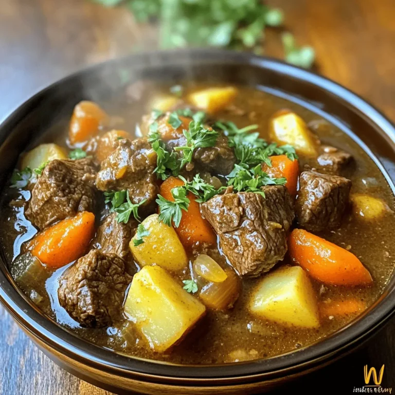 To make a hearty Instant Pot beef stew, you need fresh and tasty ingredients. Here’s what you will need: - 2 pounds beef chuck, cut into 1-inch cubes - 1 tablespoon olive oil - 1 large onion, finely chopped - 2 cloves garlic, minced - 4 medium carrots, sliced into rounds - 3 medium potatoes, peeled and diced into 1-inch cubes - 2 cups beef broth - 1 tablespoon tomato paste - 1 teaspoon dried thyme - 1 teaspoon dried rosemary - 1 bay leaf - Salt and freshly ground black pepper to taste - 2 tablespoons cornstarch (optional, for thickening) - Fresh parsley, chopped (for garnish) These ingredients bring great flavor and comfort to your dish. Each one plays a key role. For example, beef chuck gives the stew a rich taste. Onions and garlic add depth. Carrots and potatoes give it heartiness. Don’t skip the herbs; they add wonderful notes to every bite. You will find that using quality ingredients makes a big difference. Fresh veggies and good beef will elevate your stew. Remember, you can always adjust the seasonings to fit your taste. If you want to explore more, check out the Full Recipe for step-by-step instructions. - Prep time: 15 minutes - Cook time: 35 minutes - Total time: 1 hour - Servings: 6 With just an hour, you can create a warm and filling meal for your family or friends. Enjoy the process! Set your Instant Pot to “Sauté” and pour in the olive oil. Let it heat until it shimmers. Add the beef cubes in a single layer. Sear them until browned, about 5-7 minutes. This step seals in flavor. Once browned, remove the beef and set it aside on a plate. In the same pot, add the finely chopped onion and minced garlic. Cook them for 2-3 minutes until the onion is soft. You will smell a rich aroma that adds depth to your stew. Pour a splash of beef broth into the pot. Use a wooden spoon to scrape up the browned bits stuck to the bottom. This step is key for enhancing the stew’s flavor. Now, return the seared beef to the pot. Add the sliced carrots, diced potatoes, the remaining beef broth, tomato paste, dried thyme, dried rosemary, and the bay leaf. Don’t forget to add a pinch of salt and pepper. Stir everything until well mixed. Close the lid tightly on the Instant Pot. Make sure the steam release valve is set to “Sealing.” Select the “Manual” function. Adjust the cooking time to 35 minutes at high pressure. When the cooking time is up, let the Instant Pot naturally release pressure for 10 minutes. This helps make the beef tender. After that, carefully quick-release any remaining pressure by turning the valve to “Venting.” If you want a thicker stew, mix 2 tablespoons of cornstarch with cold water to make a slurry. Stir this into the warm stew. Set the Instant Pot back to “Sauté” for 5 minutes. Stir often until the stew thickens to your liking. Before serving, remember to remove the bay leaf. Garnish the stew with freshly chopped parsley for color. Ladle it into bowls while hot. Enjoy this hearty meal! Check the [Full Recipe] for more details. Browning meat is key. It builds flavor and color. When you sear beef, you create a nice crust. This adds a rich taste to your stew. Make sure to do this step well. For seasoning, use salt and pepper early. This helps to boost the flavor. Add herbs like thyme and rosemary for aroma. If you love a kick, throw in some paprika. Pair your beef stew with sides that shine. Mashed potatoes work great. They soak up all the stew's goodness. You can also serve it with green beans or a fresh salad. Bread is a must! Choose crusty bread for dipping. Sourdough or baguette are fantastic options. They bring texture and enhance the meal. Want to deepen the taste? Try adding red wine. A splash of wine gives a rich layer to your stew. If you prefer, soy sauce works too. It adds umami that makes flavors pop. Don’t forget about extra veggies! Mushrooms, peas, or bell peppers can brighten your stew. They add nutrition and color. Chop them up and toss them in before cooking. For the full recipe, check out the details above. Happy cooking! {{image_4}} You can use chicken or pork in your stew. For chicken, use boneless thighs or breasts. Cut them into bite-sized pieces. Sear them just like you do with beef. Chicken cooks faster, so reduce the cooking time to 25 minutes. For pork, use shoulder or loin. Cut into 1-inch cubes and follow the same steps as beef. Both meats will soak up the rich flavors of your stew. To make a vegetarian stew, skip the meat entirely. Use hearty vegetables like mushrooms, butternut squash, or lentils. Replace beef broth with vegetable broth for a lighter taste. You can add beans for protein and texture. Cook it just like the beef stew. This version is still rich and filling, perfect for anyone. You can change the taste by using different herbs and spices. Instead of thyme and rosemary, try basil and oregano for an Italian twist. Or, add cumin and coriander for a warm, earthy flavor. For a touch of heat, add red pepper flakes or a splash of hot sauce. Each change gives you a new dish to enjoy. To refrigerate beef stew, let it cool first. Pour the stew into a container. Seal it tightly with a lid. Store it in the fridge for up to three days. If you want to enjoy it later, use the freezer. To freeze beef stew, follow these steps. Cool the stew completely first. Then, transfer it to freezer-safe bags or containers. Remove as much air as possible to avoid freezer burn. Label the bags with the date. You can freeze it for up to three months. To reheat, let it thaw in the fridge overnight. Heat it in the microwave or on the stove until hot. In the fridge, beef stew lasts about three days. If you freeze it, it can last for three months. After that, the quality may decline. Be sure to check for any off smells or changes in texture before eating. When stored correctly, the stew stays flavorful and comforting. Yes, you can skip browning the meat. However, your stew may lack flavor. Browning adds depth and richness. It creates a lovely crust and enhances the dish. If you skip this step, consider adding more spices. If your stew is too thick, add more beef broth. Start with half a cup and stir well. You can also use water if needed. Another option is to add more veggies. They will release moisture as they cook. You can use frozen beef, but adjust the cooking time. Increase the time to 45 minutes for frozen chunks. This allows the meat to cook through properly. Make sure to add a few extra minutes if pieces are large. The beef is tender when it falls apart easily. You can check by using a fork. If it shreds easily, it's done. Aim for a melt-in-your-mouth texture for the best stew. Yes, this recipe is great for meal prep. You can make it ahead and store leftovers. It keeps well in the fridge for about three days. You can also freeze it for up to three months. Just reheat before serving. Check out the Full Recipe for more details. This blog post covered delicious Instant Pot beef stew. You learned the key ingredients, simple steps, and expert tips. I emphasized the importance of browning the beef for flavor. You can customize the recipe with different proteins or vegetables too. Stored correctly, it lasts well and is perfect for meals later. Enjoying this hearty dish brings warmth and satisfaction. I hope you try this recipe and share it with friends. Your kitchen adventures await!