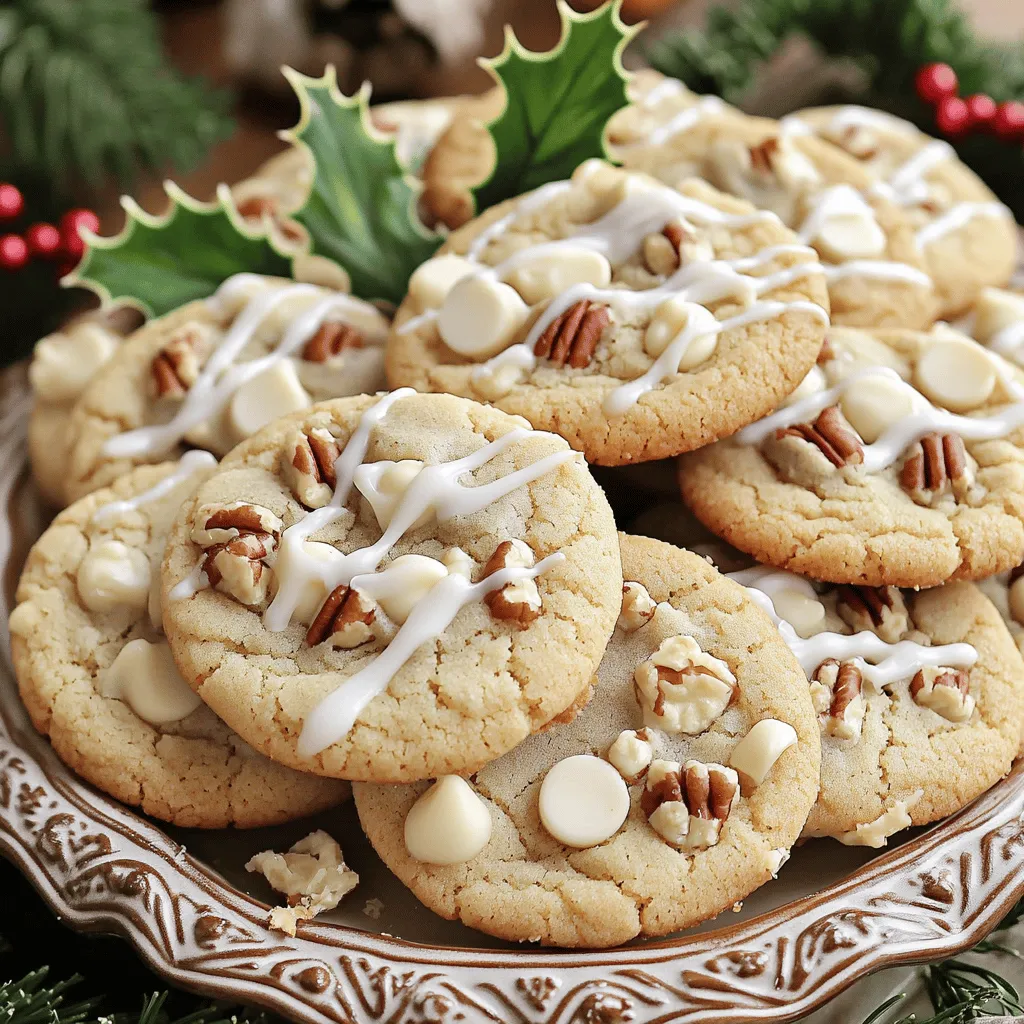 To make these cookies, you need a few key items. Gather the following ingredients: - 1 cup unsalted butter, softened to room temperature - 3/4 cup packed brown sugar - 1/4 cup granulated sugar - 1/2 cup pure maple syrup - 2 large eggs - 2 teaspoons pure vanilla extract - 2 1/2 cups all-purpose flour - 1 teaspoon baking powder - 1/2 teaspoon baking soda - 1/4 teaspoon fine sea salt - 1 cup white chocolate chips - 1/2 cup chopped pecans (optional but recommended) - 1 teaspoon ground cinnamon These ingredients work together to create the rich, sweet flavor and chewy texture of the cookies. You can make these cookies your own by adding a few fun extras. Consider these options: - Chopped dried cranberries for a fruity twist - A sprinkle of sea salt on top for contrast - Orange zest for a bright, citrusy flavor - Mini marshmallows for a fluffy surprise Feel free to mix and match! These add-ins bring new flavors and textures to your cookies. Sometimes, you might not have everything on hand. Here are some easy swaps: - Use coconut oil instead of butter for a dairy-free option. - Substitute maple syrup with honey for a different sweetness. - Swap white chocolate chips for dark or milk chocolate if preferred. - Use gluten-free flour to make these cookies gluten-free. These substitutions still keep the spirit of the recipe while catering to your needs. For the full recipe, check the details above! Gather your ingredients first. You need: - 1 cup unsalted butter, softened - 3/4 cup packed brown sugar - 1/4 cup granulated sugar - 1/2 cup pure maple syrup - 2 large eggs - 2 teaspoons pure vanilla extract - 2 1/2 cups all-purpose flour - 1 teaspoon baking powder - 1/2 teaspoon baking soda - 1/4 teaspoon fine sea salt - 1 cup white chocolate chips - 1/2 cup chopped pecans (optional) - 1 teaspoon ground cinnamon Make sure your butter is soft. This helps it mix well. Preheat your oven to 350°F (175°C) and line two baking sheets with parchment paper. In a large bowl, mix the softened butter, brown sugar, and granulated sugar. Beat this mix until it is light and fluffy, about 2-3 minutes. Next, add in the maple syrup, eggs, and vanilla extract. Mix until everything is smooth. In another bowl, sift the flour, baking powder, baking soda, sea salt, and cinnamon. This helps mix them evenly. Slowly add the dry mix into the wet mix. Stir gently until just combined. Be careful not to overmix; this keeps your cookies soft. Now, fold in the white chocolate chips and chopped pecans if you choose to use them. Make sure they are spread evenly in the dough. Using a cookie scoop or a tablespoon, drop rounded balls of dough onto the prepared baking sheets. Leave about 2 inches between each ball to allow for spreading. Bake the cookies for 10-12 minutes. Watch closely! You want the edges to turn a light golden brown. The centers should look slightly underbaked, as they will firm up while cooling. After baking, let the cookies cool on the sheets for 5 minutes. This helps them keep their shape. Then, transfer the cookies to a wire rack to cool completely. For a festive touch, melt a bit more white chocolate. Drizzle it over the cooled cookies if you like. This step is fun but not needed. Enjoy your White Chocolate Maple Christmas Cookies! To get the right texture in your cookies, start with room temperature butter. This helps the sugars blend well. Cream the butter and sugars until light and fluffy. Mix the wet and dry ingredients just until you see no dry flour. Overmixing can make them tough. One common mistake is not measuring flour correctly. Spoon flour into your measuring cup and level it off. Avoid opening the oven too soon while baking. This can cause your cookies to flatten. Always check for the light golden edges and slightly soft centers. Once your cookies cool, you can make them look festive. Melt some white chocolate and drizzle it over the top. For a fun touch, add sprinkles or crushed pecans. You can even use edible glitter for extra sparkle. Arrange them on a decorated platter for a holiday treat that looks as good as it tastes! For the complete recipe, check out the Full Recipe section. {{image_4}} You can add fun flavors to these cookies. Try mixing in some crushed peppermint candies for a refreshing twist. Chopped dried cranberries can give a fruity zing. You might also enjoy adding a hint of orange zest, which brightens the flavor. Each of these additions makes your cookies unique and festive. While white chocolate shines in this recipe, you can switch it up. Dark chocolate chips offer a richer taste. Semi-sweet chocolate provides a nice balance if you prefer something less sweet. You can even use milk chocolate for a creamier texture. Feel free to mix and match different chocolates for a delightful surprise. If you need a gluten-free version, this recipe can easily adapt. Replace all-purpose flour with a gluten-free blend. Make sure it contains xanthan gum, which helps with texture. Check that all your other ingredients are gluten-free too. This way, everyone can enjoy these delicious cookies without worry! Best Practices for Storing Cookies To keep your White Chocolate Maple Christmas Cookies fresh, follow these steps. First, let the cookies cool completely on a wire rack. Once they are cool, place them in an airtight container. This helps prevent them from drying out. You can layer the cookies with parchment paper to avoid sticking. Store the container in a cool, dry place. This method keeps the cookies soft and tasty. How to Freeze for Later Use Freezing cookies is a great way to save some for later. Start by cooling the cookies completely. Then, place them in a single layer on a baking sheet. Freeze them for about two hours. Once frozen, transfer the cookies to a freezer-safe bag or container. Be sure to remove as much air as possible. You can freeze these cookies for up to three months. When you want to eat them, just thaw at room temperature for a few hours. Shelf Life of Baked Cookies Baked White Chocolate Maple Christmas Cookies have a good shelf life. When stored properly, they stay fresh for about a week. If you keep them in the fridge, they can last a bit longer, about ten days. However, for the best taste, enjoy them within the first few days. The mix of white chocolate and maple flavors shines best when fresh. For the full recipe, check out the earlier section. Yes, you can use dark chocolate. Dark chocolate gives a rich flavor. It adds a nice contrast to the sweet maple taste. If you love dark chocolate, go ahead and swap it in. Just keep in mind, the cookies will taste different. The sweetness will be less, but the flavor will still be great! To make your cookies chewy, use more brown sugar. Brown sugar has more moisture, which helps. Also, try chilling the dough before baking. This step keeps the cookies thicker and chewier. Bake them just until the edges are golden. The centers should look soft. They will harden as they cool. Even baking starts with a good oven. Always preheat it well to 350°F (175°C). Use two baking sheets, but bake one at a time. This helps the heat circulate. Space the cookie dough balls about 2 inches apart. This allows them to spread evenly. Rotate the sheets halfway through baking for even results. These white chocolate maple Christmas cookies are easy and fun. We covered essential ingredients, optional add-ins, and substitutions. You learned step-by-step how to mix and bake. I shared tips to get the right texture and avoid mistakes. We also explored fun variations, storage methods, and answered common questions. I hope you feel ready to bake. Enjoy the process and have fun with flavors! You’ll impress everyone with your tasty cookies. Happy baking!