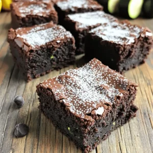 - Grated zucchini (approximately 1 medium-sized) - 1 cup all-purpose flour - ½ cup unsweetened cocoa powder - ½ cup granulated sugar - ½ cup packed brown sugar - 2 large eggs - ½ cup vegetable oil Zucchini is the star of this recipe. It adds moisture, making the brownies soft and fudgy. I love using about one medium-sized zucchini, grated. This amount will give you the right texture without making the brownies too wet. Next, we need flour and cocoa powder. The flour gives structure, while cocoa powder adds a rich chocolate flavor. These two ingredients work together for a perfect balance of taste and texture. Sugar is essential for sweetness. I use both granulated and brown sugar. Granulated sugar gives a nice crunch, while brown sugar adds depth and moisture. Eggs are crucial in binding the ingredients and providing lift, making the brownies fluffy. Lastly, vegetable oil adds richness and keeps the brownies soft. - Dark chocolate chips - Additional toppings or mix-ins Dark chocolate chips are an optional treat. They add extra chocolatey goodness to each bite. If you want some crunch, consider adding nuts or even shredded coconut. You can also top the brownies with a sprinkle of sea salt or powdered sugar for a touch of elegance. For the full recipe, refer to the section above. First, preheat your oven to 350°F (175°C). This step is key for even baking. Next, take a 9x9 inch baking pan. Lightly grease it or line it with parchment paper. This makes it easier to remove the brownies later. In a medium bowl, combine the following dry ingredients: - 1 cup all-purpose flour - ½ cup unsweetened cocoa powder - 1 teaspoon baking powder - ½ teaspoon baking soda - ½ teaspoon salt Whisk these together until well mixed. This helps to blend the flavors and ensures the brownies rise nicely. In a large bowl, whisk together these wet ingredients: - ½ cup granulated sugar - ½ cup packed brown sugar - 2 large eggs - ½ cup vegetable oil - 1 teaspoon vanilla extract Mix until smooth and creamy. This will create a rich base for your brownies. Now, carefully fold the grated zucchini into the wet mixture. Make sure it’s evenly spread throughout. Then, gradually add the dry mixture. Stir gently until just combined. Avoid overmixing, as this can make your brownies dense. Pour the brownie batter into your prepared pan. Spread it evenly for uniform baking. Bake in your preheated oven for 25-30 minutes. To check for doneness, insert a toothpick in the center. If it comes out with a few moist crumbs, they are ready! Let the brownies cool in the pan for about 15 minutes. After that, transfer them to a wire rack. This helps them cool completely and set the texture. Once fully cooled, cut them into squares for serving. Enjoy your delicious zucchini brownies! For the full recipe, check out the details above. To make light and fluffy brownies, avoid overmixing your batter. After adding the dry ingredients to the wet mix, stir gently. This keeps the brownies soft. When you overmix, air gets trapped, and they can become dense. Just mix until you see no dry flour. Trust me, this simple step makes a big difference! Boost the flavor of your brownies with spices or extracts. Try adding a pinch of cinnamon or nutmeg for warmth. You can also use almond or peppermint extract for a unique twist. These small additions can elevate your brownies into something special. Experiment with what you like! Garnishing your brownies can make them look and taste better. Lightly dust the top with powdered sugar for a sweet touch. You might also serve them with a scoop of vanilla ice cream. The cold ice cream pairs well with warm brownies. Add fresh berries on the side for a pop of color and flavor. Enjoy these little extras to make your dessert shine. For the complete recipe, check out [Full Recipe]. {{image_4}} You can make your zucchini brownies even better with a few swaps. Instead of regular flour, try whole wheat flour. This change adds fiber and nutrients. You can also use alternative sweeteners like honey or maple syrup. These options cut down on refined sugars while keeping the taste sweet. Want to mix it up? Add some fun flavors! Chopped nuts like walnuts or pecans add crunch. Dried fruits, such as cranberries or raisins, give a nice chew. If you love chocolate, try using milk or white chocolate chips instead of dark chocolate. Each option creates a unique twist on the classic recipe. If you prefer plant-based meals, you can still enjoy these brownies. Replace the eggs with flaxseed meal or applesauce. For oil, use coconut oil or unsweetened applesauce. This way, you create a delicious vegan treat without losing flavor. You can find the full recipe to get started on these delightful variations. To keep your zucchini brownies fresh, store them in an airtight container. This will help prevent them from drying out. If you have leftover brownies, place a piece of parchment paper between layers. This keeps them from sticking together. Make sure to store them at room temperature for the best taste. Freezing is a great way to save zucchini brownies for later. First, let the brownies cool completely. Then, cut them into squares. Wrap each square in plastic wrap. After that, place them in a freezer-safe bag or container. Label the bag with the date. When you want to eat one, take a brownie out and let it thaw in the fridge overnight. You can also warm it in the microwave for about 15 seconds. Zucchini brownies last about 3 days at room temperature. If refrigerated, they can stay fresh for up to a week. However, for the best flavor and texture, enjoy them within the first few days. Keeping them in the fridge helps maintain their moisture and taste. For a delicious treat, don’t forget to check out the Full Recipe! Yes, you can use frozen zucchini. Just remember to thaw it first. After thawing, squeeze out extra water using a clean cloth. This step helps keep your brownies from getting too soggy. Frozen zucchini works well and keeps the flavor intact. To check for doneness, look for a shiny top. The edges should pull away from the pan slightly. You can also gently press the center; it should spring back. For a more precise test, use a toothpick. If it comes out with a few moist crumbs, your brownies are ready. Yes, you can make egg-free brownies! Replace each egg with 1/4 cup of unsweetened applesauce or 1/4 cup of mashed banana. You can also use flaxseed meal. Mix one tablespoon of flaxseed with three tablespoons of water. Let it sit for five minutes before using. These substitutes keep your brownies moist and tasty. Leftover zucchini has many uses. You can add it to soups and salads for extra crunch. You can also make zucchini fritters or stir-fry it with your favorite veggies. Grate it into pasta sauces or bake it in muffins. You can even freeze it for future recipes. Zucchini brownies bring joy with tasty flavors and fun textures. We explored key ingredients, from fresh zucchini to eggs and cocoa. You learned simple steps for mixing and baking that ensure success. Tips helped perfect your texture and flavor, while variations showed how to customize your treat. Storage info means you can enjoy these brownies longer. Remember, these healthy delights are versatile and easy. Enjoy making them for friends and family; they will love your tasty creations!