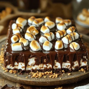 To make this tasty s'mores sheet cake, you need a few key ingredients. Here’s what you’ll need: - 1 box of chocolate cake mix - 3 large eggs - 1 cup of water - 1/3 cup of vegetable oil - 1 cup of mini marshmallows - 1 cup of graham cracker crumbs - 1 cup of semi-sweet chocolate chips - 1 cup of sweetened condensed milk - 1 teaspoon of vanilla extract - A pinch of salt - Extra mini marshmallows for topping - Chocolate sauce for drizzling These ingredients blend together to create a rich, chocolatey flavor with a classic s'mores twist. While the main ingredients are perfect, a few optional ingredients can take your cake to the next level. You might want to add: - Chopped nuts for crunch - A sprinkle of cinnamon for warmth - Additional graham cracker crumbs for texture These ingredients can add depth and make your cake unique. If you have dietary needs or preferences, don't worry! You can easily swap out some ingredients. Here are some ideas: - Use a gluten-free cake mix for a gluten-free option. - Substitute eggs with unsweetened applesauce for a vegan version. - Use almond milk instead of water for a nutty flavor. These simple swaps can help everyone enjoy your s'mores sheet cake! For the full recipe, check the earlier section. First, set your oven to 350°F (175°C). This temperature helps the cake rise well. While the oven heats, take a 9x13 inch baking pan. Grease it well with cooking spray or butter. This step is key to keep the cake from sticking. In a large bowl, mix the chocolate cake mix, eggs, water, and vegetable oil. Use a whisk or an electric mixer to blend these until smooth. Be sure there are no lumps. Next, gently fold in the mini marshmallows, graham cracker crumbs, chocolate chips, sweetened condensed milk, vanilla extract, and a pinch of salt. Use a spatula for this. Mix carefully, so you don’t break the marshmallows. Pour the batter into your prepared baking pan. Spread it out evenly. This helps the cake cook evenly. Place the pan in the oven and bake for 30-35 minutes. To check if it’s done, insert a toothpick into the center. If it comes out clean, your cake is ready. When done, take the cake out and sprinkle extra mini marshmallows on top. Return it to the oven for another 5 minutes. This will toast the marshmallows and make them puff up. After baking, let the cake cool in the pan on a wire rack. Once cool, drizzle chocolate sauce over the top for a sweet finish. Enjoy your S’mores Sheet Cake! For the full recipe, check the earlier sections. To get a soft, moist cake, mix the batter gently. Overmixing can make it tough. Use a spatula to fold in the ingredients. This keeps air in the batter. The result is a light and fluffy texture. Ensure your oven temperature is right. An oven thermometer helps with this. Bake your cake just until a toothpick comes out clean. This will keep it from drying out. One common mistake is not greasing the pan well. This can cause the cake to stick. Always use cooking spray or butter. Another mistake is leaving the cake in too long. If you see the edges pulling away, it’s time to check. Also, don’t forget to let it cool before slicing. Cutting too soon can lead to crumbling. You can boost the flavor with fun toppings. Extra mini marshmallows add deliciousness. Toast them for a campfire feel. Drizzling chocolate sauce gives a rich touch. Crushed graham crackers can add crunch. For a twist, try adding nuts or caramel. These small changes can make your cake stand out. Check out the Full Recipe for more ideas on how to serve it! {{image_4}} You can make this cake gluten-free with a simple swap. Use a gluten-free chocolate cake mix instead of the regular one. Many brands offer tasty mixes that work great. Be sure to check the label for gluten-free certification. This way, everyone can enjoy a slice without worry! To make this cake vegan, swap the eggs for flax eggs. Mix one tablespoon of ground flaxseed with three tablespoons of water for each egg. Let it sit for a few minutes until it thickens. Use a plant-based chocolate cake mix and substitute the vegetable oil with coconut oil. Replace the sweetened condensed milk with a vegan version found in stores. These changes keep the flavor while making it vegan-friendly. You can easily change the flavor of your S’mores sheet cake. Try adding different types of chocolate chips, like dark or white chocolate. For a fruity twist, mix in some chopped strawberries or raspberries. You can also use peanut butter chips for a rich and nutty flavor. These fun swaps can make your cake even more exciting! For the full recipe, check out the delicious details. To keep your S’mores Sheet Cake fresh, first let it cool. Once cool, cover it with plastic wrap or foil. This helps keep the moisture in. You can also store it in an airtight container. Place it in the fridge if you want it to last longer. Properly stored, it stays good for up to five days. If you want to save some for later, freezing works great. Start by cutting the cake into squares. Wrap each square in plastic wrap tightly. Then, place the wrapped pieces in a freezer bag. Squeeze out the air before sealing. This helps prevent freezer burn. You can freeze the cake for up to three months. To reheat your S’mores Sheet Cake, first take it out of the fridge or freezer. If frozen, let it thaw in the fridge overnight. For reheating, place a square on a microwave-safe plate. Heat it for about 15-20 seconds. This warms it without drying it out. For a crispy top, pop it in the oven at 350°F for about 5 minutes. Enjoy it warm with a drizzle of chocolate sauce. S’mores Sheet Cake lasts about three to four days when stored properly. Keep it in an airtight container at room temperature. If you want it to last longer, you can refrigerate it. However, the texture may change slightly. Always check for freshness before enjoying leftovers. Yes, you can use other cake mixes. A vanilla or red velvet mix can work well. Just remember that the flavor will change a bit. Each cake mix offers a unique taste, so feel free to experiment. You might find a new favorite! To make homemade marshmallow topping, you need just a few simple ingredients. Start with: - 1 cup of granulated sugar - 1/4 cup of water - 1/4 cup of light corn syrup - 2 large egg whites - A pinch of salt - 1 teaspoon of vanilla extract 1. In a saucepan, mix sugar, water, and corn syrup. Heat until the sugar dissolves. 2. Whip the egg whites in a bowl until soft peaks form. 3. Slowly pour the hot sugar mixture into the egg whites. Continue to whip until fluffy and cool. 4. Add salt and vanilla, then whip for another minute. Spread this topping over your cake for a delightful twist! S’mores sheet cake combines simple ingredients and fun steps to create a delicious treat. We covered the key ingredients, tips for perfecting your bake, and creative variations. Don’t forget to explore gluten-free and vegan options for everyone. Enjoy your cake fresh or store it for later. With these steps, you'll wow friends and family at any gathering. Baking this cake is easy and fun. Try it out and savor every sweet bite!