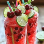 To make the perfect cherry lime soda slushies, you need just a few main ingredients. Here’s what you will need: - 2 cups fresh or frozen cherries, pitted - 1/2 cup freshly squeezed lime juice - 1/2 cup granulated sugar - 1 1/2 cups sparkling water - 2 cups ice cubes These ingredients combine to create a sweet and tangy treat. The cherries give it a vibrant color and rich flavor. The lime juice adds a zesty kick that balances the sweetness. Garnishes can make your slushies look even more fun. Here are some ideas: - Lime slices - Fresh cherries Adding these garnishes makes your slushies pop. They also add a nice touch for presentation. You only need a few simple tools to make these slushies: - Blender - Mixing bowl - Spatula - Tall glasses Using these tools will help you blend and serve your slushies with ease. You can find the full recipe to guide you through the process. Start with your ingredients. You need fresh or frozen cherries, lime juice, sugar, sparkling water, and ice cubes. Gather two cups of cherries. The cherries should be pitted for easy blending. Next, measure half a cup of fresh lime juice. This juice adds a zesty flavor that wakes up the drink. Then, grab half a cup of granulated sugar. This will sweeten your slushie perfectly. Place the pitted cherries, lime juice, and sugar in a blender. Blend this mixture on high until it is smooth. You want a uniform texture with no lumps. Next, add the ice cubes. Blend again, but this time pulse it gently. You want your slushie to have a slushy feel, with small ice chunks. This gives it a nice texture. When your slushie is ready, transfer it to a large bowl. Now, carefully fold in the sparkling water. Use a spatula and be gentle. This keeps the bubbles in your drink. Taste it! If you want it sweeter, add more sugar or cherries. Blend briefly to mix it in, then it’s time to serve. Use a spoon to fill tall glasses. Let it mound at the top for a fun look. Finally, garnish each glass with a lime slice and a few fresh cherries. Serve it right away with a straw. Enjoy your cherry lime soda slushies! This refreshing summer treat is sure to please everyone. For more details, refer to the Full Recipe. To make your cherry lime soda slushies just right, focus on blending. Start with the cherries, lime juice, and sugar. Blend until smooth. Then, add ice and pulse. You want small ice chunks for a fun texture. If it’s too smooth, it won’t have that slushy bite. Taste your slushie mix before serving. If it’s not sweet enough, add more sugar or cherries. Blend briefly to mix. The lime juice gives a nice tang, but you can balance it with sweetness. Find what works for you! Serve your slushies right after making them. This keeps them cold and fresh. Use tall glasses for a great look. Mound the slushie at the top for fun. Garnish with lime slices and cherries. This adds color and makes it even more inviting. {{image_4}} You can easily add more fruit to your Cherry Lime Soda Slushies. Try mixing in strawberries, blueberries, or raspberries. Just toss them into the blender with the cherries. You will get a tasty twist on the classic flavor. Each fruit brings its own unique taste and color. This makes your slushies even more fun and delicious. If you choose to add fruit, keep the same amounts. The blend will still taste amazing! For a fun adult drink, consider adding a splash of alcohol. Vodka or rum works well in this slushie. Just add about one ounce per glass. Blend it in with the other ingredients for a smooth mix. This adds a nice kick for summer parties. Always drink responsibly and know your limits. This twist makes Cherry Lime Soda Slushies a great choice for a warm night. If you want to cut sugar, try different sweeteners. Honey, agave syrup, or stevia can replace granulated sugar. Start with a smaller amount and taste as you go. This helps you find the right sweetness for you. Each sweetener will add its own flavor, so experiment! This way, you can enjoy a slushie that fits your diet without losing fun. If you have leftover slushies, store them in an airtight container. This helps keep the flavor and texture fresh. Place the container in the fridge. Use the slushies within one day for the best taste. If they sit longer, they may lose their icy vibe. You can freeze slushies for later. Pour the slushie into ice cube trays. Once frozen, pop the cubes into a bag. This way, you can enjoy a quick treat anytime. Just remember to use the frozen slushies within three months for the best flavor. To serve frozen slushies, blend them again with a splash of sparkling water. This helps bring back the slushy texture. You can also add more lime juice or sugar to adjust the taste. Blend until you reach your desired consistency. Enjoy your refreshing drink just like when you first made it! Yes, you can use canned cherries. However, canned cherries often have extra syrup. This can make your slushie too sweet. Drain the cherries well and rinse them to reduce the extra sugar. This way, your slushie stays bright and tasty. This slushie is already non-alcoholic. You simply blend the cherries, lime juice, sugar, and sparkling water. You can serve it to kids and adults alike. If you want a twist, add some flavored soda instead of sparkling water. For parties, serve the slushies in tall glasses with colorful straws. You can also add fun garnishes like lime slices and fresh cherries. Set up a slushie bar where guests can add their own toppings. This makes it interactive and exciting! You can prepare the slushie mixture ahead of time. Just store it in the fridge until you are ready to serve. When it’s time, blend it again with ice to refresh it. This keeps it cold and slushy. You can easily adjust the sweetness. After blending, taste the mixture. If it needs more sweetness, add extra sugar or cherries. Blend again briefly to mix it in. Always start with a little, then add more if needed. You can mix other fruits into your slushie. Try strawberries, raspberries, or even mango. Each fruit gives a unique flavor. Just keep the cherry base for a refreshing twist. This slushie can be a healthy treat. It uses fresh fruit and natural sugar. You can also use less sugar if you like. This makes it a fun, cool drink without too many calories. You learned how to make tasty cherry lime soda slushies from scratch. We covered the main ingredients, tools, and step-by-step instructions. Tips helped you get the best slushy texture and flavor. You also saw fun variations and storage advice for your leftovers. Now, you can enjoy refreshing slushies anytime. Remember to try different fruits or sweeteners for a twist. Happy slushying!