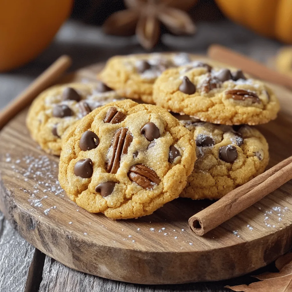 - 1 cup pumpkin puree - 1/2 cup unsalted butter, softened - 1 cup brown sugar and 1/2 cup granulated sugar These ingredients form the base of your chewy pumpkin spice cookies. Pumpkin puree provides moisture and flavor. Softened butter helps create that melt-in-your-mouth texture. Mixing brown and granulated sugar gives sweetness and a lovely depth. - 1/2 cup chocolate chips - 1/2 cup chopped pecans or walnuts If you want to elevate your cookies, consider adding chocolate chips. They bring a rich sweetness that pairs well with pumpkin spice. Chopped pecans or walnuts add a nice crunch and nutty flavor. Feel free to mix and match based on your taste. - 2 cups all-purpose flour - 1 teaspoon baking soda, baking powder, pumpkin spice, and sea salt All-purpose flour is your main structure builder. Baking soda and baking powder help the cookies rise and stay soft. Pumpkin spice adds warmth and that classic fall flavor. Sea salt enhances the sweetness and balances the spices. For the full recipe, check out the details above. Each ingredient plays a key role in creating these irresistibly soft treats! - Preheat your oven to 350°F (175°C). This step ensures even baking. - Line a baking sheet with parchment paper. This helps the cookies not stick. - In a large bowl, cream together softened butter and both sugars. - Use an electric mixer for the best results. Mix until light and fluffy. - Next, add the pumpkin puree, egg, and vanilla extract. - Beat well until everything is smooth and combined. - In a separate bowl, whisk together the flour, baking soda, baking powder, pumpkin spice, and salt. - Gradually add this dry mix to the wet ingredients. Stir gently and avoid overmixing. - Use a tablespoon or cookie scoop to portion the dough onto the lined baking sheet. - Leave enough space between each cookie to allow for spreading. - Bake in the preheated oven for 10-12 minutes. The edges should be golden brown. - The centers might look a bit soft but will set as they cool. For the full recipe, refer to the earlier sections. Enjoy the process! To make your cookies chewy, do not overmix the dough. Mix just until the flour disappears. Overmixing makes cookies tough. The right baking time and temperature are key. Bake at 350°F (175°C) for 10-12 minutes. Watch for golden edges and soft centers. They will harden as they cool. You can use homemade pumpkin puree or canned. Homemade puree adds a fresh taste. Canned options are quick and easy. Also, try different spices. While pumpkin spice is great, adding a pinch of cardamom or allspice can elevate the flavor. Experiment until you find your favorite blend. For a stunning display, stack your cookies on a rustic platter. This adds charm to your table. To make them look even nicer, dust with powdered sugar. Add some cinnamon sticks beside the cookies for a cozy touch. These small details impress guests and enhance enjoyment. For the full recipe, check the complete instructions above. {{image_4}} You can make fun swaps for your chewy pumpkin spice cookies. One easy change is to use coconut oil instead of butter. This makes the cookies dairy-free and adds a light coconut flavor. If you want a vegan option, replace the egg with flax eggs. To make a flax egg, mix one tablespoon of ground flaxseed with three tablespoons of water. Let it sit for five minutes to thicken. This keeps your cookies soft and chewy, just like the original recipe. Want to add more flavor? Try adding dried fruits like cranberries or raisins. They bring a sweet chewiness that pairs well with pumpkin spice. For a fresh twist, you can also add a hint of citrus zest. A little orange or lemon zest brightens the cookies and gives them a fun taste. These small changes can make your cookies stand out during the fall season. Frosting can take your cookies to another level. Cream cheese frosting pairs perfectly with the warm spices in these cookies. To make it, mix cream cheese with powdered sugar and a splash of vanilla. If you want something lighter, consider a simple glaze. Just mix powdered sugar with a bit of milk until smooth. Drizzle it over the cookies for added sweetness. These frosting options make each bite even more delightful. To keep your chewy pumpkin spice cookies fresh, use an airtight container. This helps lock in moisture. Store them at room temperature, away from sunlight. A cool, dry place works best. To maintain their soft and chewy texture, place a slice of bread in the container. The cookies absorb moisture from the bread, keeping them soft. You can also wrap each cookie in plastic wrap for extra protection. Freezing cookies is easy and a great way to save them for later. First, let the cookies cool completely. Then, arrange them in a single layer on a baking sheet. Freeze them for about one hour. This step prevents them from sticking together. After freezing, transfer the cookies to a freezer-safe bag. Remove as much air as possible before sealing. They can last for up to three months in the freezer. When you're ready to eat them, thaw cookies at room temperature. For a warm treat, pop them in the microwave for about 10-15 seconds. Chewy pumpkin spice cookies last about a week at room temperature. Store them in an airtight container to keep them fresh. Look out for signs of spoilage. If they become hard or dry, they may be past their prime. Also, check for any off smells or mold. If you see or smell anything unusual, it’s best to throw them away. These tips will help you enjoy your chewy pumpkin spice cookies even longer! For the full recipe, check out the [Full Recipe]. You can use pumpkin pie filling, but it is not the same. Pumpkin puree is pure pumpkin with no added sugar or spices. Pumpkin pie filling has sugar and spices mixed in. If you use it, cut back on the sugar in your recipe. It may make your cookies sweeter than you want. To reduce sweetness, cut down on the sugar. You can use 3/4 cup of brown sugar instead of 1 cup. You can also skip the granulated sugar. Another option is to add more pumpkin puree. This can balance the sweetness while keeping the texture. To reheat your cookies, use the oven for the best results. Preheat your oven to 350°F (175°C). Place the cookies on a baking sheet. Heat them for about 5 minutes. This keeps them soft and chewy. You can also use the microwave. Heat them for 10-15 seconds. This works, but they may not be as chewy. Enjoy your chewy pumpkin spice cookies warm! These chewy pumpkin spice cookies are simple to make with the right ingredients. Start with pumpkin puree, butter, and sugars for the best taste. Follow the steps to create a delightful treat and use my tips for the perfect chewy texture. Experiment with flavors to make your cookies unique. Store them well to keep that freshness. Enjoy sharing these cookies, as they are sure to impress!
