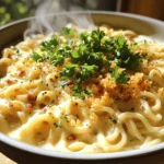 - 200g ramen noodles - 150g pancetta or guanciale, diced - 2 large eggs The key to this dish starts with the ramen noodles. They add a lovely texture. We use 200g of fresh ramen noodles. You can also use dried noodles if needed. Next, we have the pancetta or guanciale. I prefer guanciale for its rich flavor, but pancetta works great too. You need about 150g, diced into small pieces. Finally, the eggs bind everything together, giving a creamy texture. - 1 cup heavy cream - 1 cup grated Parmesan cheese - 2 cloves garlic, minced For the creamy sauce, use 1 cup of heavy cream. This gives the dish its rich base. Add in 1 cup of grated Parmesan cheese for a salty kick. The cheese melts beautifully into the sauce. Don't forget 2 cloves of minced garlic. Garlic adds depth and a warm aroma. - Fresh black pepper, to taste - Salt, to taste - Fresh parsley, chopped (for garnish) Seasoning is crucial. I recommend using fresh black pepper to taste. It adds a nice heat. You will also need salt to enhance the flavors. Finally, chop some fresh parsley for garnish. It adds color and freshness to the dish. For the full recipe, check out the details provided earlier. To cook ramen noodles properly, I follow the package instructions. I boil water in a pot and add the noodles. I cook them for about 3-4 minutes until they are tender. Then, I drain the noodles but save a small cup of the pasta water. This water helps adjust the sauce later, making it creamy. For crispy pancetta, I heat olive oil in a large skillet over medium heat. I add the diced pancetta and sauté it for 5-7 minutes. The pancetta should turn golden brown and crisp up nicely. Next, I add minced garlic to the skillet. I cook it for just one minute, stirring all the time. This way, the garlic does not burn and turn bitter. Now, I whisk together two large eggs, one cup of heavy cream, and one cup of grated Parmesan cheese in a bowl. I make sure the mixture is smooth. Season with fresh black pepper and a pinch of salt to boost the flavors. This creamy sauce makes the dish rich and tasty. For the full recipe, check out the instructions again. To get that perfect creamy texture, you must mix the egg and cream well. Whisk the eggs, cream, and cheese together until smooth. This will help avoid scrambling the eggs when you add them to the hot noodles. When you mix the sauce with the ramen, keep the heat low. Slowly pour the egg mixture while tossing the noodles. If the sauce seems thick, add a little reserved pasta water. This will make it silky and rich. Using fresh ingredients can greatly change the taste. Fresh pancetta or guanciale adds a deeper flavor. Look for high-quality meat for the best results. When buying pancetta, choose one that is thick-cut and well-marbled. Guanciale is even better, but it can be harder to find. If you can’t get either, good bacon can work too, but it will change the taste slightly. Serve your creamy carbonara ramen right after mixing. This dish tastes best hot and fresh. Once you finish mixing, transfer it to bowls quickly. To know if it’s ready, check if the noodles are coated well and warm. You want to see a glossy sauce, not clumpy or dry. For the best experience, add a sprinkle of fresh parsley right before serving from the [Full Recipe]. This adds color and freshness to your dish. {{image_4}} You can add fresh spinach or green peas to your ramen bowls. They bring color and nutrition. - Spinach: Add it just before serving. It wilts quickly and adds a nice touch. - Peas: Stir them in while cooking the pancetta. They cook fast and add sweetness. Other vegetables can also work. Try sliced mushrooms for umami, or julienned carrots for crunch. If you want a different meat, consider bacon or turkey. They both give a distinct taste. - Bacon: Use it for a smoky flavor. Cook until crispy, just like the pancetta. - Turkey: A leaner choice that still adds great flavor. For a meatless option, use mushrooms or tofu. They absorb flavors well and make the dish hearty. Want some heat? Red pepper flakes are a great start. Add them based on your spice level. - Mild: Start with a pinch. You can always add more later. - Spicy: Use a teaspoon or more for a real kick. You can also try other spices. Fresh herbs like basil or thyme add freshness. Garlic powder or onion powder can boost flavor too. For the complete experience, check the Full Recipe. To keep your Creamy Carbonara Ramen Bowls fresh, store them in the fridge. Use airtight containers to prevent moisture loss. It’s best to eat leftovers within 2-3 days for the best taste. Make sure to cool the dish to room temperature before sealing it up. This helps keep the flavors intact. When reheating, do so gently. Use a skillet over low heat to warm the noodles. Add a splash of cream or pasta water to keep it creamy. Stir often to avoid burning. Never microwave it directly, as it can make the sauce clumpy. You can freeze this dish, but it’s not ideal. The cream may separate when thawed. If you choose to freeze, do so in portions. Use freezer-safe containers and label them. When ready to eat, thaw in the fridge overnight. Then, reheat gently, adding a bit of cream to restore its smooth texture. Yes, you can. To make a vegetarian version, swap the pancetta for mushrooms. Use shiitake or cremini for a rich taste. You can also add spinach or peas for extra color and flavor. Another great option is to use smoked tofu for a protein boost. Parmesan cheese is the classic choice. Its salty and nutty flavor works well. Pecorino Romano is another good option. It’s sharper and adds a nice kick. You can mix both cheeses for a layered taste. To keep your sauce smooth, add pasta water gradually. Start with a small splash and mix it in. This helps create a creamy texture without clumping. Stir quickly to combine and avoid scrambling the eggs. The total time for Creamy Carbonara Ramen Bowls is about 30 minutes. Prep time takes around 10 minutes. Cooking the dish takes about 20 minutes. This quick recipe is perfect for busy nights. Pair this dish with garlic bread for a crunchy side. A fresh green salad also works well. You can add a light vinaigrette to balance the rich flavors. For a fun twist, try pickled vegetables for a tangy contrast. In this article, we explored how to create delicious Creamy Carbonara Ramen Bowls. We covered the main ingredients, including ramen noodles, pancetta, eggs, and a rich sauce made from cream and Parmesan. You learned step-by-step instructions for cooking the noodles, preparing the pancetta, and making the creamy sauce. Remember, using fresh ingredients can greatly enhance the dish's flavor. Try out the variations and tips for success. Enjoy your creamy creation and make it your own!