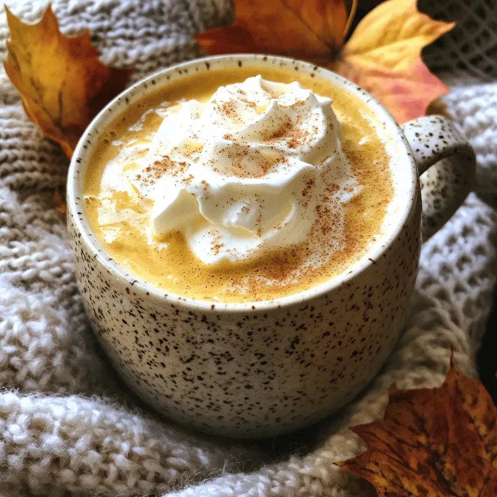 - Canned pumpkin puree - Milk (dairy or non-dairy options) - Water - Brown sugar - Vanilla extract - Pumpkin pie spice - Ground cinnamon - Ground nutmeg - Sea salt For this easy pumpkin spice sauce, you will need specific amounts of each ingredient: - 1 cup canned pumpkin puree - 1 cup milk (your choice of dairy or non-dairy) - 1/2 cup water - 1/4 cup packed brown sugar - 1 teaspoon pure vanilla extract - 1 teaspoon pumpkin pie spice - 1/2 teaspoon ground cinnamon - 1/4 teaspoon ground nutmeg - A pinch of sea salt When picking ingredients, focus on quality. Choose organic pumpkin puree for the best flavor. For milk, you can use almond, oat, or soy milk. Each type brings a unique taste. If you want it sweeter, try using more brown sugar or adding maple syrup. This recipe allows for fun swaps to suit your taste! To kick things off, you need to mix some simple ingredients. Start by taking a medium saucepan. In this pan, combine 1 cup of canned pumpkin puree, 1/2 cup of water, and 1/4 cup of packed brown sugar. Stir these together well. Place the saucepan on medium heat. Keep stirring until the mixture blends well and starts to simmer softly. This will take a few minutes. Once it bubbles gently, you know it's ready for the next step. Now comes the fun part! Lower the heat and gradually pour in 1 cup of milk. You can use dairy milk or any non-dairy option you like. Stir gently, but keep stirring constantly. This helps prevent the milk from scorching on the bottom. After that, add 1 teaspoon of pure vanilla extract, 1 teaspoon of pumpkin pie spice, 1/2 teaspoon of ground cinnamon, 1/4 teaspoon of ground nutmeg, and a pinch of sea salt. Mix everything well. Let the mixture heat through for about 5 minutes. It should be steamy but not boiling. When your latte mixture is ready, it's time to make it smooth. You have two choices here. If you have an immersion blender, use it right in the saucepan. This is quick and easy. If you prefer a traditional blender, carefully transfer the mixture to it. Be cautious of the hot steam! Blend until you have a lump-free texture. Having a smooth sauce is key for a rich latte experience. This step ensures your drink feels creamy and delightful. For the full recipe and more tips, check the Full Recipe section. To make your pumpkin spice sauce shine, you can adjust the spices. Add more pumpkin pie spice if you love that warm flavor. If you prefer a bit of heat, try adding a touch of ground ginger. You can also play with sweeteners. If you want it sweeter, add more brown sugar or try maple syrup. Taste as you go, and make it your own! Store your pumpkin spice sauce in an airtight container. It keeps well in the fridge for up to one week. When you're ready to enjoy your latte, just reheat the sauce. You can use a microwave or a small saucepan on low heat. Stir it well before adding it to your coffee. This way, you get all the cozy flavors every time! {{image_4}} You can change up the sweetness of your pumpkin spice sauce. Maple syrup adds a lovely depth of flavor. Honey works well too, giving a nice floral note. For those mindful of calories, try using stevia or monk fruit. These low-calorie options let you enjoy the taste without the extra sugar. If you prefer plant-based options, many milks suit this sauce. Almond, oat, or coconut milk all blend well. Each brings a unique taste and creaminess. To keep it vegan, use non-dairy milk and skip any dairy toppings. Make sure your pumpkin pie spice and vanilla are also vegan-friendly. Enhance your latte with fun toppings. Whipped cream adds a creamy texture and sweetness. A sprinkle of cinnamon or nutmeg on top looks pretty too. You can even drizzle some caramel or chocolate syrup for extra flair. Pair your latte with seasonal treats like pumpkin muffins or ginger cookies. These snacks complement the flavors beautifully. Each serving of this pumpkin spice sauce has about 90 calories. The main nutrients are: - Carbohydrates: 19 grams - Fats: 2 grams - Proteins: 2 grams The carbs mainly come from the pumpkin puree and brown sugar. The fats come from the milk you choose. If you use whole milk, the fat content will be higher. You can make this sauce healthier with a few simple swaps. Here are some ideas: - Low-sugar options: Use less brown sugar or choose a sugar substitute like stevia. This change can cut calories and sugar intake without losing flavor. - Caloric comparisons with store-bought versions: Many store-bought pumpkin spice sauces can have over 100 calories per serving. Plus, they often include preservatives and artificial flavors. Making your own sauce gives you control over ingredients and keeps it fresh. With these tips, you can enjoy a delicious pumpkin spice latte that is also good for you! You can store the pumpkin spice sauce in the fridge for up to one week. Make sure to keep it in an airtight container. This keeps it fresh and tasty for your next latte. Yes, you can freeze the pumpkin spice sauce! Pour it into ice cube trays or small containers. Freeze until solid, then transfer to a zip-top bag. It will stay good for up to three months. When you want some, just thaw it in the fridge overnight. To serve the sauce in a latte, heat it first. Then, mix it with freshly brewed coffee or espresso. Start with about 1/4 cup of sauce for each cup of coffee. Stir well to combine. For a fun touch, top with whipped cream and a sprinkle of cinnamon. Enjoy your cozy drink! In this post, we explored making a delicious pumpkin spice sauce. We covered key ingredients, measurements, and detailed step-by-step instructions for preparation. I shared tips on achieving the best flavor and easy variations to suit your taste. Remember, this sauce can elevate your favorite drinks and treats. Enjoy experimenting with different sweeteners and serving ideas. With this guide, you can create a tasty, homemade sauce that beats store-bought options. Happy cooking!