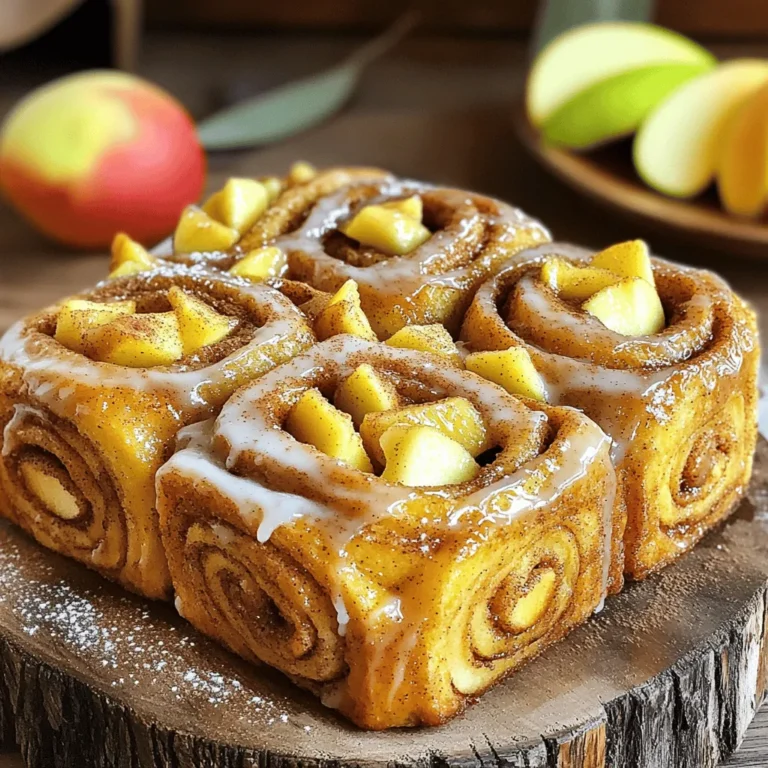 To make Cinnamon Roll Apple Fritter Bread, you need fresh and simple ingredients. Here’s the list: - 2 cups all-purpose flour - 1 tablespoon baking powder - 1/2 teaspoon salt - 1/2 cup granulated sugar - 1 teaspoon ground cinnamon - 1/2 cup unsalted butter, melted - 1 cup milk - 2 large eggs - 2 medium apples, peeled and diced (preferably Granny Smith or Honeycrisp) - 1 teaspoon vanilla extract - 1/2 cup brown sugar - 1/2 cup powdered sugar (for glaze) - 2 tablespoons milk (for glaze) These ingredients blend to create a soft, sweet bread. The apples add a juicy bite, while the spices give warmth. I love using Granny Smith or Honeycrisp apples for their tartness. This balance of flavors makes every slice a treat. For the glaze, powdered sugar and milk mix to create a sweet topping. This glaze is optional but adds a nice touch. You can find the Full Recipe for exact measurements and instructions. Enjoy the process of gathering these ingredients. It sets the stage for a delicious baking adventure! 1. Preheat your oven to 350°F (175°C). Prepare a 9x5 inch loaf pan by greasing it with butter or lining it with parchment paper. This will help with easy removal later. 2. In a large mixing bowl, whisk together the all-purpose flour, baking powder, salt, granulated sugar, and ground cinnamon. Mix until there are no lumps. 3. In another bowl, mix the melted butter, milk, and eggs. Stir until blended well. Add the vanilla extract for extra flavor. 1. Gradually add the wet mixture into the dry ingredients. Stir gently until just combined. It’s okay to have a few lumps; this keeps the bread tender. 2. Now, gently fold in the diced apples. Make sure they are evenly coated in the batter. 1. Pour half of the batter into the prepared loaf pan. Smooth it out evenly. Sprinkle half of the brown sugar and cinnamon mixture over this layer. 2. Pour the rest of the batter on top. Add the remaining brown sugar mixture over the last layer. 3. Take a knife and swirl through the batter. This will create a nice marbled effect. 4. Bake in the oven for 50-60 minutes. Test for doneness by inserting a toothpick into the center; it should come out clean. While the bread cools, you can prepare the glaze to make it even more special. Check the Full Recipe for all the details! To make the best Cinnamon Roll Apple Fritter Bread, avoid overmixing the batter. Overmixing can make the bread tough. Mix just until you see no dry flour. A few lumps are fine and help keep the bread tender. Choosing the right apples is key for flavor. I love using Granny Smith or Honeycrisp apples. They add a nice tartness and help balance the sweet glaze. Diced apples should be evenly spread in the batter. This way, every bite is full of apple goodness. For the perfect glaze, whisk together powdered sugar and milk until smooth. If it’s too thick, add more milk. If it’s too thin, add more powdered sugar. The goal is a drizzly consistency that coats the top without pooling. When applying the glaze, use a spoon or a small pitcher. Start from the center and work your way out. This method keeps the glaze neat and prevents a mess on your plate. To serve, slice the bread into thick pieces. Arrange them on a decorative plate for an inviting look. You can also stack them slightly for a charming display. For garnishing, sprinkle some ground cinnamon on top. Adding a few fresh apple slices not only looks good but adds a pop of color. Serve the bread warm for the best taste and texture. It enhances the lovely layers and flavors of this treat. {{image_4}} You can make this bread even more tasty. Try adding nuts like walnuts or pecans. Nuts give a nice crunch and flavor. They also add healthy fats. You can mix in raisins or cranberries for a sweet twist. These dried fruits add chewiness and extra sweetness. Both options create a fun and unique flavor. If you need gluten-free options, use a gluten-free flour blend. Many blends work well for baking. For dairy-free needs, switch the butter for coconut oil. You can also use almond milk instead of regular milk. These changes keep the bread tasty and friendly for different diets. This bread pairs well with coffee or tea. The warm flavors mix nicely with your drink. It’s also great with a scoop of ice cream or yogurt. The creaminess balances the sweet bread. You can enjoy it for breakfast or dessert. Check out the Full Recipe for more ideas on how to enjoy this treat. To keep your Cinnamon Roll Apple Fritter Bread fresh, store it at room temperature. Wrap it in plastic wrap or keep it in an airtight container. This will help maintain its moistness and flavor. If your home is warm, you might want to refrigerate it. Just be aware that the bread can dry out in the fridge. If you want to save some for later, freezing is a great option. Slice the bread into pieces. Wrap each slice in plastic wrap and then place them in a freezer bag. This way, you can enjoy a piece whenever you crave it. When you're ready to eat, let the slices thaw at room temperature or pop them in the microwave for a few seconds. Cinnamon Roll Apple Fritter Bread stays fresh for about three days at room temperature. In the fridge, it can last up to a week. For the best taste, eat it within three to four days. If frozen, the bread keeps well for about three months. Just remember to label your bag with the date. Enjoy it warm or at room temperature for a delightful treat! How can I ensure my Cinnamon Roll Apple Fritter Bread is moist? To keep your bread moist, use room temperature ingredients. Make sure the butter is melted but not hot. Adding apples helps too, as they provide extra moisture. Also, avoid overbaking. Check it with a toothpick. If it comes out clean, it's done. Can I use other fruits instead of apples? Yes! You can swap apples for pears or peaches. Just make sure to chop them small. Each fruit brings its unique flavor. Experiment and find what you love! What to do if my bread is not rising properly? If your bread isn’t rising, check your baking powder. It should be fresh. If not, it won’t work well. Also, avoid overmixing your batter. This can make the bread dense. Many readers suggest adding nuts for crunch. Walnuts or pecans work great. Some like to sprinkle cinnamon sugar on top before baking. This gives a sweet crust. Others share their favorite variations. Some use a mix of apples and berries. This adds a fun twist. They also love to glaze their bread with extra sweetness. Try different flavors to find your favorite! In this post, we explored creating delicious Cinnamon Roll Apple Fritter Bread. We reviewed ingredients, step-by-step instructions, and tips for baking success. We also shared fun variations and storage tips. This recipe is easy to customize for your taste, whether you want nuts, different fruits, or dietary changes. Remember to store your bread properly to keep it fresh. I hope you enjoy making and sharing this delightful treat!