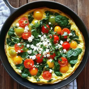 - 6 large eggs - 1/2 cup milk - 1 cup fresh spinach, chopped - 1/2 cup cherry tomatoes, halved - 1/2 cup bell pepper, diced - 1/4 cup red onion, finely chopped - 1/2 cup feta cheese, crumbled - 2 tablespoons extra-virgin olive oil - Salt and pepper, to taste - Fresh herbs (such as basil or parsley), for garnish Each ingredient plays a key role in our frittata. The eggs provide a rich base. Milk adds creaminess and helps the frittata rise. Fresh spinach brings in nutrients and a vibrant green color. Cherry tomatoes add sweetness and juiciness, while bell peppers offer crunch and flavor. Red onion gives a mild bite, and feta cheese adds a salty kick. Olive oil helps cook the veggies, while salt and pepper enhance all the flavors. Fresh herbs on top finish it off beautifully. You can customize your frittata with other tasty veggies. Consider adding: - Mushrooms - Zucchini - Broccoli - Asparagus These options add variety and nutrition. You can also swap cheeses for a different taste. Try: - Cheddar cheese for a sharp flavor - Goat cheese for creaminess - Mozzarella for a melty texture Feel free to get creative! Mixing and matching ingredients makes your frittata unique. For the full recipe, check out the Morning Sunshine Frittata . 1. Preheat your oven to 350°F (175°C) to get it ready for baking. 2. Grab an oven-safe skillet and place it on the stove. Add 2 tablespoons of extra-virgin olive oil and heat it over medium heat. 3. While the oil heats, prepare your vegetables. Chop 1 cup of fresh spinach, halve 1/2 cup of cherry tomatoes, dice 1/2 cup of bell pepper, and finely chop 1/4 cup of red onion. 4. Once the oil is hot, add the red onion and bell pepper to the skillet. Sauté them for about 3-4 minutes. Stir often until the onion turns soft and slightly clear. 5. Next, add the spinach and halved cherry tomatoes to the skillet. Sauté them for about 2 more minutes. The spinach should wilt, and the tomatoes should soften. 1. In a large mixing bowl, crack 6 large eggs and add 1/2 cup of milk. Whisk them together well until smooth. Add salt and pepper to taste. 2. Carefully pour the egg mixture over the sautéed vegetables in the skillet. Use a spatula to gently mix everything. 3. Next, sprinkle 1/2 cup of crumbled feta cheese evenly over the top of the mixture. This adds a nice flavor as it melts. 4. Let the frittata cook on the stovetop for 2-3 minutes. You will see the edges start to set. 5. Now, transfer the skillet into your preheated oven. Bake for 15-20 minutes. It’s ready when the center is firm and the top is lightly golden. 6. After baking, take the skillet out and let the frittata cool for a few minutes. Slice it into wedges and garnish with fresh herbs for a bright finish. This method gives you a frittata that is both quick and healthy, perfect for breakfast or brunch. For the full recipe, check out the details provided above! To make a great frittata, focus on the texture and flavor. Start with fresh eggs. They make a big difference. Whisk them well with milk. This adds creaminess. Season your mix with salt and pepper for taste. Use a non-stick or cast-iron skillet for cooking. It helps prevent sticking and allows even cooking. Preheat your skillet with olive oil before adding vegetables. This step enhances the flavor and gives them a nice sautéed texture. Be mindful of the heat; medium is best. One common mistake is overcooking the eggs. Keep an eye on the frittata in the oven. It should be just set in the center. If you let it cook too long, it becomes rubbery. Another mistake is mixing vegetables that do not cook well together. For example, hard veggies like carrots take longer than soft ones like spinach. Use a mix of veggies that have similar cooking times to ensure even doneness. This way, each bite remains flavorful and tender. These tips will help you master your frittata. For more details, check the Full Recipe. {{image_4}} You can change the taste of your frittata with herbs and spices. Try adding Italian seasoning for a classic touch. Smoked paprika gives it a warm flavor. For a fresh twist, add basil or parsley right before serving. You can also make sweet frittatas! Use fruits, like berries or bananas, and a touch of cinnamon. This can be a fun way to enjoy breakfast or brunch. If you're looking for vegan or dairy-free options, use a tofu scramble instead of eggs. Crumbled tofu mixed with spices can mimic the texture of eggs well. For a gluten-free choice, just ensure all your ingredients are free from gluten. Most vegetables and cheeses work well and keep the frittata delicious. For more details on how to create your frittata, check the Full Recipe. To keep your frittata fresh, refrigerate it. Let it cool to room temperature first. - Storage Tips: - Wrap the frittata tightly in plastic wrap or aluminum foil. - Place it in an airtight container to avoid drying out. I like to use glass containers. They seal well and help you see what’s inside. Leftover frittata stays good for about 3 to 4 days in the fridge. When you want to eat it, you can reheat it in the oven or microwave. You can also freeze frittata for later. This is great if you want to make it ahead of time. - Instructions for Freezing: - Cut the frittata into wedges. - Wrap each wedge in plastic wrap, then place them in a freezer bag. - Squeeze out the air and seal the bag. For best quality, eat frozen frittata within 2 to 3 months. To thaw, move it to the fridge overnight. - Thawing and Reheating Tips: - Reheat in the oven at 350°F (175°C) for about 10-15 minutes. - You can also microwave it for 1-2 minutes, but the oven keeps it crispier. Now, you can enjoy your frittata anytime! For the full recipe, check out the Morning Sunshine Frittata. A frittata lasts about 3 to 4 days in the fridge. To keep it fresh, store it in an airtight container. This helps prevent moisture loss and keeps flavors strong. Always let it cool before sealing it up. If you notice any off odors or colors, it's best to toss it. Yes, you can make a frittata in advance. Prepare it the night before and store it in the fridge. Just reheat it before serving. You can warm it in the oven at 350°F for about 10 minutes. This keeps it fluffy and tasty. Serving a frittata is fun and easy! Cut it into wedges and place it on a nice plate. You can add a side of fresh fruit or a simple green salad. For extra flavor, drizzle with a little olive oil or serve with salsa. Enjoy it warm or at room temperature for any meal! This guide has covered everything you need to make a great breakfast frittata. We explored essential ingredients, preparation steps, and tips for success. Don't forget customization options, like adding your favorite veggies or cheeses. Storage advice ensures leftovers stay tasty. You can even get creative with flavors and options for special diets. Enjoy cooking and make your frittata unique! With practice, you'll master this delicious dish that can please anyone.