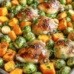 - 4 bone-in, skin-on chicken thighs - 2 cups Brussels sprouts, halved - 1 large sweet potato, peeled and diced into cubes - 1 red onion, peeled and cut into wedges - 1 cup baby carrots, trimmed - 1 teaspoon sea salt - 1/2 teaspoon freshly ground black pepper - 1 teaspoon garlic powder - 1 teaspoon dried thyme - 3 tablespoons pure maple syrup - 1 tablespoon balsamic vinegar - 1/2 cup low-sodium chicken broth Gather these ingredients before you start cooking. The chicken thighs give great flavor and texture. The fresh veggies add color and nutrition. The seasonings bring out the best in each ingredient. Maple syrup and balsamic vinegar provide a sweet and tangy kick. Together, these ingredients create a dish that warms your heart. For the full recipe, check out One Pan Harvest Chicken and Maple Veggies. - Preheat your oven to 400°F (200°C). This step is key for even cooking. - Pat the chicken thighs dry with paper towels. This helps the skin get crispy. - Rub each thigh with olive oil. Then, season them with sea salt, black pepper, garlic powder, and thyme. - Take a large, oven-safe skillet and place the chicken thighs skin-side up in the center. - Surround the chicken with halved Brussels sprouts, sweet potato cubes, onion wedges, and baby carrots. This helps all the flavors blend. - Drizzle pure maple syrup and balsamic vinegar over the veggies. This adds sweetness and tang. Pour chicken broth into the pan and gently toss the vegetables. - Bake in the oven for 30-35 minutes. The chicken should reach 165°F (75°C) inside. The veggies should be fork-tender. - For crispy skin, switch to broil and cook for another 3-5 minutes. Keep an eye on it to avoid burning. This One Pan Harvest Chicken and Maple Veggies recipe is simple yet packed with flavor. Enjoy your meal! For the complete recipe, check out the Full Recipe section. To get that delicious roast, always preheat your oven. A hot oven helps the chicken cook evenly. I recommend using a meat thermometer. This tool ensures your chicken reaches 165°F (75°C) safely. It also keeps the chicken juicy and tender. Adjusting seasoning can make a big difference. If you like spice, add some paprika or cayenne pepper. You can also swap dried thyme for rosemary or oregano. Each herb brings its own unique taste to the dish. Feel free to experiment with what you have on hand. For a stunning plate, serve the dish straight from the skillet. This method gives a rustic, homey feel. If you prefer individual plates, arrange the chicken and veggies nicely. A drizzle of extra maple syrup adds shine and color. Don’t forget to sprinkle fresh parsley on top. It brightens the dish and adds a fresh touch. {{image_4}} You can switch up the veggies in this dish. Try using: - Cauliflower florets - Butternut squash, diced - Green beans, trimmed - Zucchini, sliced These options add new flavors and textures. Choose seasonal vegetables for freshness. In fall, use root veggies like parsnips or turnips. In summer, go for bell peppers and zucchini. Using what's in season helps your dish taste great and supports local farms. If you want to change the protein, there are many choices. Use: - Bone-in chicken breasts - Pork chops, bone-in - Turkey thighs You can even make it vegetarian or vegan! Swap chicken for hearty options like: - Chickpeas, drained and rinsed - Firm tofu, cubed and pressed - Tempeh, sliced These proteins will soak up the delicious flavors of the dish. For a different taste, you can alter the sweeteners. Instead of maple syrup, try: - Honey - Agave nectar - Brown sugar Each sweetener brings a unique touch. Want some heat? Add spices like: - Red pepper flakes - Paprika - Chili powder These changes will make your dish stand out and keep your taste buds excited. For the full recipe, check the details above. To store leftovers, let the dish cool first. Place the chicken and veggies in an airtight container. This helps keep them fresh. Store in the fridge for up to three days. For best taste, eat them within this time. To reheat, use the oven or microwave. If using the oven, preheat to 350°F (175°C). Cover the dish with foil to keep moisture in. Heat for about 15-20 minutes or until hot. If using a microwave, place in a safe dish and heat in short bursts. Stir between bursts to ensure even warmth. You can prepare this meal in advance for busy days. Start by chopping the veggies a day before. Store them in the fridge in a sealed bag. This keeps them fresh and ready to go. If you want to freeze the dish, cook it first. Let it cool completely, then place it in a freezer-safe container. It can stay in the freezer for up to three months. When ready to eat, thaw in the fridge overnight. Reheat as described above. In the fridge, this dish lasts about three days. Look for signs of spoilage like a sour smell or strange colors. If you notice any changes, it’s best to toss it. Always trust your senses when it comes to food safety. Cooking One Pan Harvest Chicken and Maple Veggies takes about 50 minutes. This includes 15 minutes for prep and 35 minutes to cook. You will love how fast it comes together! The chicken thighs cook until they reach 165°F (75°C). This ensures they are safe to eat and juicy. The veggies will be tender and full of flavor. You can use frozen chicken, but there are some things to think about. First, frozen chicken takes longer to cook. Be sure to add extra time to your cooking. You can also thaw the chicken in the fridge overnight for best results. This helps the chicken cook evenly. Always check the internal temperature to be sure it is safe. To reheat leftovers, I suggest using the oven or microwave. If you use the oven, preheat it to 350°F (175°C). Place the chicken and veggies in a dish, cover with foil, and heat for about 20 minutes. If you choose the microwave, heat in short bursts. Stir the food in between to keep it moist and tasty. Enjoy your delicious meal again! This blog post shared a tasty One Pan Harvest Chicken and Maple Veggies recipe. We discussed key ingredients, like bone-in chicken thighs and fresh vegetables. You learned simple steps to prepare and cook the dish, plus tips for getting it just right. We looked at variations, storage, and reheating methods. Now you can enjoy a delicious meal without the hassle. Try this recipe and make it your own!