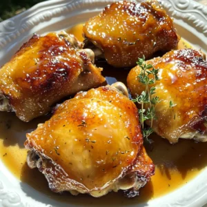 - 4 bone-in, skin-on chicken thighs - 1/2 cup pure maple syrup - 1/4 cup Dijon mustard - 3 cloves garlic, minced - 1 tablespoon apple cider vinegar - 1 teaspoon dried thyme - Salt and pepper to taste - 1 cup chicken broth - 1 tablespoon olive oil - Fresh thyme sprigs for garnish The key to great flavor in Slow Cooker Maple Dijon Chicken Thighs lies in the ingredients. Each one plays a role in making the dish special. First, let’s talk about the chicken. I prefer using bone-in, skin-on thighs. They stay juicy and tender as they cook. The skin also adds a wonderful crunch when seared. Now, let’s move to the sauce. Maple syrup gives a sweet touch. It balances perfectly with the tangy Dijon mustard. I also add minced garlic. It gives the dish a nice, bold flavor. Apple cider vinegar adds a bit of zest. Dried thyme brings a warm, earthy note. Don’t forget the salt and pepper. These basics enhance every bite. Chicken broth is key to keeping everything moist. It also makes the sauce richer. Lastly, olive oil helps with searing. It creates a beautiful golden crust on the chicken. When you gather these ingredients, you set the stage for a delicious meal. Each item works together to create a flavor boost that keeps you coming back for more. To start, I dry the chicken thighs well with a paper towel. This step helps the skin get nice and crispy when cooked. Next, I season both sides with salt and pepper. This simple seasoning boosts the chicken's flavor. Then, I heat olive oil in a large skillet over medium-high heat. I add the chicken thighs skin-side down. I sear them for about 4-5 minutes until the skin turns golden brown. Flipping the chicken, I sear the other side for another 2-3 minutes. This adds so much flavor to the dish. In a large mixing bowl, I combine the marinade ingredients. I add pure maple syrup, Dijon mustard, minced garlic, apple cider vinegar, dried thyme, and chicken broth. I whisk these together until they blend into a smooth sauce. Whisking well ensures all the flavors mix perfectly. Now, I transfer the seared chicken thighs to the slow cooker. I pour the maple Dijon sauce over the chicken, making sure each piece gets coated well. Then, I cover the slow cooker with its lid. For cooking times, I set it to low for 6-7 hours or high for 3-4 hours. This slow cooking makes the chicken tender and juicy. I check the internal temperature to make sure it reaches 165°F (75°C). To get a great sear on chicken, heat your skillet over medium-high heat. When the oil shimmers, it’s ready. Place the chicken thighs skin-side down gently in the pan. This step helps the skin crisp up nicely. Sear for about 4-5 minutes. You want the skin to turn golden brown. After that, flip the chicken and sear for another 2-3 minutes. This timing ensures a perfect texture. After cooking, you might want a thicker sauce. To do this, transfer the leftover sauce to a saucepan. Bring it to a gentle boil over medium heat. Stir it occasionally until it reduces to your preferred thickness. If you want a quicker method, add a cornstarch slurry. Mix equal parts cornstarch and water, then stir it into the sauce. Heat until thickened. For an elegant meal, presentation matters. Serve the chicken on a rustic wooden board. Drizzle the thickened sauce over the chicken. Add fresh thyme sprigs for a nice touch. Pair your dish with roasted vegetables or creamy mashed potatoes. This adds color and makes the meal complete. {{image_4}} You can easily swap bone-in chicken thighs for boneless ones. Boneless thighs cook faster and stay moist. If you prefer a lighter option, skinless thighs also work well. Just adjust cooking time accordingly. For sweeteners, you can use honey or agave instead of maple syrup. Each option brings a unique flavor. Honey adds floral notes, while agave keeps it mild. Do some taste tests to find your favorite! Adding spices is a great way to boost flavor. Try paprika for a smoky kick or cayenne for some heat. A pinch of each can transform the dish. You can also add fresh herbs, like rosemary, for extra aroma. Don’t forget vegetables! Throw in chopped onions, bell peppers, or carrots. They add depth and sweetness while cooking. The veggies soak up the sauce, becoming tender and tasty. You can make this dish in an Instant Pot for a quick meal. Sear the chicken, then add the sauce and set it to pressure cook for about 10-12 minutes. It’s fast and flavorful! For an oven-baked version, preheat your oven to 375°F. Sear the chicken as usual, then place it in a baking dish. Pour the sauce over it and cover with foil. Bake for about 30-35 minutes or until cooked through. You still get that rich maple Dijon flavor! To store your Maple Dijon Chicken Thighs, first let them cool down. Then, place them in an airtight container. This keeps them juicy and safe. Store the chicken in the fridge. It lasts about three to four days. For longer storage, freeze the chicken. Wrap it tightly in plastic wrap and then in foil. This method prevents freezer burn. Frozen chicken can last up to three months. When it’s time to enjoy your leftovers, reheat them gently. Use the microwave, oven, or stovetop. If using a microwave, place the chicken on a plate. Cover it with a damp paper towel. This helps keep the chicken moist. For the oven, preheat it to 350°F (175°C). Place the chicken in a baking dish. Add a splash of broth to keep it juicy. Heat for about 20 minutes or until warm. On the stovetop, use a skillet over low heat. Add a bit of water or broth, then cover. This method keeps the chicken tender. Cooked chicken lasts in the fridge for three to four days. Always check for signs of spoilage, like a bad smell or slimy texture. If you notice these, throw it away. When frozen, chicken remains safe for three months. However, for best taste, eat it sooner. Use a permanent marker to label your containers with dates. This helps you track how long the chicken has been stored. Yes, you can use skinless chicken thighs. However, the skin adds flavor and moisture. Skin-on thighs keep the meat juicy as they cook. Skinless thighs may dry out without that protective layer. The sauce will still taste great, but you may want to add oil for moisture. For the best texture, cook chicken on low for 6-7 hours. If you are short on time, use the high setting for 3-4 hours. Both methods will tenderize the chicken well. Just ensure the internal temperature reaches 165°F (75°C) for safety. You can serve this dish with various sides. Roasted vegetables make a great match. Try carrots, broccoli, or Brussels sprouts for color. Additionally, grains like rice or quinoa pair perfectly. They soak up the flavorful sauce and enhance the meal. This blog post covered how to make delicious Maple Dijon Chicken Thighs. You learned about the main ingredients needed, like chicken, maple syrup, and Dijon mustard. I shared step-by-step instructions for preparing and cooking the dish. Tips for searing and thickening your sauce were also included. Lastly, we explored variations and storage tips to help you enjoy this meal for longer. Remember, with simple tweaks and proper storage, you can savor this dish again. Enjoy your cooking!