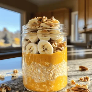 - 1 cup rolled oats - 1 cup almond milk - 1/2 cup canned pumpkin puree - 2 tablespoons chia seeds - 2 tablespoons almond butter These main ingredients create a hearty base for your overnight oats. Rolled oats provide fiber and keep you full. Almond milk adds creaminess without dairy. Canned pumpkin puree gives a rich flavor and color. Chia seeds offer a boost of nutrients and help thicken the mixture. Almond butter adds a nutty taste and healthy fats. - 1 tablespoon maple syrup or honey - 1 teaspoon pumpkin spice mix - 1/2 teaspoon pure vanilla extract - Pinch of sea salt Sweeteners and flavorings are key to your oats' taste. Maple syrup or honey adds sweetness. Pumpkin spice mix brings warmth and fall vibes. Pure vanilla extract enhances overall flavor. A pinch of sea salt balances the sweetness and adds depth. - Sliced bananas - Chopped nuts (walnuts or pecans) - Seeds (pumpkin or sunflower) Toppings elevate your overnight oats. Sliced bananas add natural sweetness and creaminess. Chopped nuts offer crunch and extra protein. Seeds like pumpkin or sunflower boost nutrition and texture. Feel free to mix and match to find your favorite combinations! - Combine ingredients in a mixing bowl: Grab a medium bowl and add the rolled oats, almond milk, canned pumpkin puree, chia seeds, almond butter, maple syrup, pumpkin spice mix, vanilla extract, and a pinch of sea salt. - Mix thoroughly until well combined: Use a whisk or spoon to blend everything together. Make sure the oats soak up the creamy pumpkin mixture. - Evenly divide the mixture into jars: Take your jars or airtight containers and scoop the mixture in. Make sure each jar has a fair share. - Secure lids and refrigerate overnight: Put the lids on tightly and place the jars in the fridge. Let them chill for at least four hours or overnight for the best texture. - Stir the mixture before serving: When morning comes, take the jars out of the fridge. Give each jar a good stir to mix everything well. - Adjust consistency with almond milk if needed: If the oats are too thick, add a splash of almond milk. Stir until you reach your desired creaminess. - Add toppings before enjoying: Top your oats with sliced bananas, chopped nuts, or seeds. Enjoy them cold or warm them up in the microwave for a cozy breakfast! Using high-quality almond milk is key. It gives your oats a rich, creamy base. Look for unsweetened almond milk to avoid extra sugar. Brands that use real almonds often taste better. Choosing the right pumpkin puree is also important. Always pick pure pumpkin puree, not pie filling. The filling has added sugar and spices. Pure pumpkin gives a fresh taste and is healthier. If you want sweeter oats, add more maple syrup or honey. Start with a tablespoon and taste. You can always add more if needed. For creamier oats, try blending your almond milk with the almond butter before mixing. This creates a smoother texture. These oats last about three days in the fridge. Just keep them in airtight containers. For meal prep, make several jars at once. This saves time during busy mornings and ensures a healthy breakfast is always ready. {{image_4}} You can enhance your pumpkin spice overnight oats with fun flavors. Adding spices like cinnamon or nutmeg gives a warm kick. Just a pinch can brighten the dish. If you want a different nut butter, try peanut or cashew butter. These can change the flavor and add creaminess. For a vegan option, use maple syrup instead of honey. This keeps it plant-based while still sweet. If you need gluten-free oats, look for certified gluten-free rolled oats. This ensures your meal is safe for those with gluten sensitivities. Make your oats pop with seasonal fruits. In fall, try adding chopped apples or pears. In summer, fresh berries can brighten your breakfast. You can also switch up toppings based on seasons. In winter, add a sprinkle of coconut or dried fruit for extra texture. This keeps your breakfast fun and fresh all year long! To keep your pumpkin spice overnight oats fresh, use airtight containers. Glass jars work great. They keep the oats safe from air and smells in the fridge. Make sure the lids are tight. This helps prevent spoilage. - Airtight containers: Glass jars or BPA-free plastic containers. - Avoid metal containers: They can rust or change the taste. To prevent spoilage, always use clean utensils. This keeps bacteria out. If you notice any bad smells or changes in color, toss the oats right away. You can store your overnight oats in the fridge for up to five days. The oats absorb moisture and flavors, making them even better over time. Signs your oats have gone bad include: - Off smells: If they smell sour or weird, throw them out. - Change in texture: If they are too slimy, that’s a bad sign. - Mold: Any signs of mold mean you must discard the oats. Yes, you can freeze overnight oats! Freezing extends their life for up to three months. Best practices for freezing include: - Portion the oats into individual containers. - Leave some space at the top. This allows for expansion when freezing. To use frozen oats, thaw them in the fridge overnight. You can also microwave them for a quick meal. Just add a splash of almond milk to help with the texture. Enjoy your cozy pumpkin spice oats anytime! Pumpkin spice overnight oats last about 3 to 5 days in the fridge. Store them in airtight containers to keep them fresh. Check for any signs of spoilage before eating. If they smell off or look strange, it's best to toss them. Yes, you can use quick oats. They cook faster and absorb liquid more quickly. However, they may result in a softer texture. Rolled oats give a chewier bite and a heartier feel. Choose based on your texture preference. Yes, you can enjoy overnight oats warm. Just microwave them for about 30 to 60 seconds. Stir well and check the temperature before eating. If they are too thick, add a splash of almond milk to smooth them out. Absolutely. You can use any milk you like. Some good options are soy milk, oat milk, or coconut milk. Each will give a different taste and texture. Choose what suits your diet and flavor preference. You learned how to make delicious pumpkin spice overnight oats. We covered main ingredients, sweeteners, and optional toppings. Preparation steps ensure tasty results, while storage tips help keep them fresh. You can try different flavors and adjustments based on your taste and diet. These oats are versatile and fun. They make breakfast easy and satisfying. Enjoy customizing your oats for every season. Get started, and happy cooking!