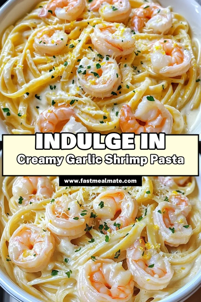 Dive into a delicious Creamy Garlic Shrimp Pasta Extravaganza that’s sure to impress your taste buds! This easy-to-follow recipe features succulent shrimp, rich cream, and perfectly cooked pasta tossed in a luscious sauce. Ready in just 30 minutes, it’s a perfect weeknight meal that's quick and fancy. Click through to discover the full recipe and make this dreamy dish tonight! #ShrimpPasta #CreamyRecipes #PastaLovers #EasyDinner
