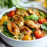 - Chicken and orzo components - 1 pound chicken breast, diced into bite-sized pieces - 1 cup orzo pasta - 2 cups low-sodium chicken broth - Vegetables and seasonings - 1 cup cherry tomatoes, halved - 1 cup fresh baby spinach - 1 teaspoon garlic powder - 1 teaspoon dried oregano - Salt and pepper, to taste - Oils and vinegar - 2 tablespoons extra-virgin olive oil - 1/4 cup balsamic vinegar - Fresh basil leaves, for garnish In this recipe, we use chicken breast for a lean protein source. Dicing it allows for even cooking. The orzo pasta is small and cooks quickly, making it perfect for this dish. The low-sodium chicken broth adds rich flavor while keeping the dish light. Cherry tomatoes add a sweet burst as they cook. Fresh baby spinach is a great way to sneak in some greens. Garlic powder and oregano bring depth to the dish without overpowering it. We use extra-virgin olive oil for cooking. It adds a nice flavor and helps to brown the chicken. Finally, balsamic vinegar adds a tangy sweetness that brings the whole dish together. Garnish with fresh basil leaves for a pop of color and freshness. Overall, these ingredients create a dish that is tasty and easy to make. You will enjoy the balance of flavors and textures in every bite. {{ingredient_image_2}} Cooking the chicken Heat 2 tablespoons of extra-virgin olive oil in a large skillet over medium heat. Once the oil is hot, add 1 pound of diced chicken breast. Season it well with salt, pepper, 1 teaspoon of garlic powder, and 1 teaspoon of dried oregano. Sauté the chicken for about 5-7 minutes. Stir it often. Cook until the chicken is golden brown and no longer pink in the center. Adding orzo and broth After the chicken is cooked, push it to the edges of the skillet. Create an empty space in the center. Add 1 cup of orzo pasta, 1 cup of halved cherry tomatoes, and 2 cups of low-sodium chicken broth. Stir gently to mix everything together. This mixture will cook and flavor the orzo. Simmering and incorporating spinach Increase the heat a bit to bring the mixture to a gentle simmer. Once you see bubbles, reduce the heat to low. Cover the skillet and let it cook for 10-12 minutes. Stir occasionally to stop the orzo from sticking. The orzo will absorb most of the broth and become tender. After that, stir in 1 cup of fresh baby spinach and 1/4 cup of balsamic vinegar. Cook for another 2 minutes until the spinach wilts and turns bright green. Taste your dish and add more salt or pepper if needed. Let the skillet rest for a couple of minutes before serving. This helps all the flavors blend together nicely. - Ensuring tender chicken: Cut the chicken into small pieces. This helps it cook faster and stay juicy. Sear it over medium heat until golden brown. Use a meat thermometer to check for doneness. Aim for 165°F. - Avoiding sticky orzo: Stir the orzo often while it cooks. This helps prevent it from sticking together. Use low-sodium chicken broth for extra flavor without the saltiness. - Flavor enhancement strategies: Add garlic powder and dried oregano for depth. You can also toss in crushed red pepper for a spicy kick. Always taste and adjust the seasoning as needed. - Creative plating ideas: Use a large bowl for family style or individual plates for guests. This makes it look fancy and inviting. - Garnishing techniques: Top your dish with fresh basil leaves. For extra flair, drizzle balsamic reduction over the top. This adds color and a sweet-tangy flavor. Pro Tips Use High-Quality Balsamic Vinegar: The flavor of your dish will be significantly enhanced by using a good quality balsamic vinegar. Opt for one that is aged for a richer taste. Don’t Overcook the Orzo: Keep an eye on the orzo while it cooks, as it can go from perfectly al dente to mushy quickly. Taste it a minute or two before the suggested cooking time to ensure it's just right. Add Extra Vegetables: Feel free to customize this dish by adding other vegetables like bell peppers or zucchini for more flavor and nutrition. Just sauté them with the chicken at the beginning. Let It Rest: After cooking, allow the skillet to rest for a few minutes before serving. This helps the flavors meld together and makes for a more delicious dish. {{image_4}} You can change the protein in this dish. Shrimp and tofu work well. Shrimp cooks fast, adding a sweet touch. Tofu absorbs flavors nicely and is great for vegans. You can also swap in different veggies. Bell peppers add crunch and color. Zucchini brings a soft texture and mild taste. Feel free to mix and match for your perfect dish! Changing the vinegar can give this dish a new twist. Try apple cider vinegar for a sweeter taste. Red wine vinegar adds depth and richness. Herbs can also enhance flavor. Fresh thyme or rosemary can give it a nice aroma. If you like spice, add red pepper flakes or cayenne pepper. A little heat can balance the sweetness of the balsamic vinegar. Don't be afraid to experiment until you find your favorite flavor! To store leftovers of Balsamic Chicken Orzo Skillet, let it cool first. Place it in an airtight container. This keeps it fresh and tasty. Make sure to store it in the fridge within two hours of cooking. Enjoy your meal for up to three days. I recommend using glass containers. They are safe and easy to clean. You can also use plastic containers with tight lids. Just make sure they are BPA-free. To reheat your delicious skillet meal, use the stovetop method. Place it in a skillet over low heat. Add a splash of chicken broth to keep it moist. Stir it gently until it warms up evenly. You can also use the microwave. Place the meal in a microwave-safe dish. Cover it with a microwave-safe lid or a damp paper towel. Heat it in short bursts, stirring in between. This helps avoid overcooking and keeps it juicy. Can I make this dish ahead of time? Yes, you can make this dish ahead. Cook it fully and let it cool. Store it in an airtight container. It keeps well in the fridge for up to three days. Reheat it on the stove or in the microwave when you are ready to eat. How do I know when the chicken is fully cooked? The chicken is fully cooked when it is no longer pink inside. You can use a meat thermometer. It should read 165°F (75°C). The chicken should also be golden brown on the outside. Cut into a piece to check that it’s cooked all the way through. What can I serve with Balsamic Chicken Orzo Skillet? You can serve this dish with a fresh salad or steamed veggies. Garlic bread or crusty rolls pair nicely too. A glass of white wine complements the dish well. Consider serving some fruit for dessert to round out the meal. This blog post shared a clear guide for making a tasty Balsamic Chicken Orzo Skillet. You learned about key ingredients, like chicken, orzo, veggies, and seasoning options. I provided steps for cooking and tips for a great meal. You also found variations to keep things fresh and unique. Remember, proper storage and reheating keep leftovers safe and tasty. Trust these tips to make your cooking fun and easy. Enjoy your cooking journey with this flavorful dish!