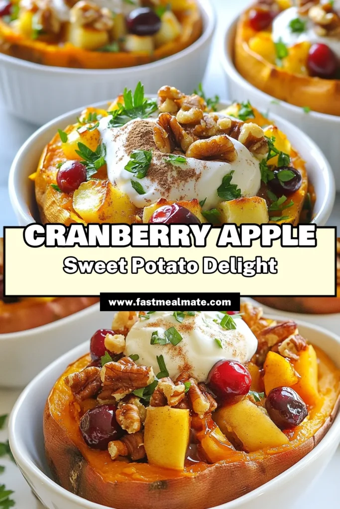 Discover the deliciousness of Cranberry Apple Twice Baked Sweet Potatoes, the ultimate Thanksgiving sweet potato side dish! This twice baked sweet potatoes recipe blends sweet potatoes with a tangy cranberry sweet potato filling, making it a standout among healthy sweet potato recipes. Perfect for holiday gatherings, these flavorful delights will impress your guests. Save this recipe and make your Thanksgiving unforgettable! #CranberryAppleSweetPotatoes #TwiceBakedSweetPotatoes #HealthySweetPotatoRecipes #ThanksgivingRecipes