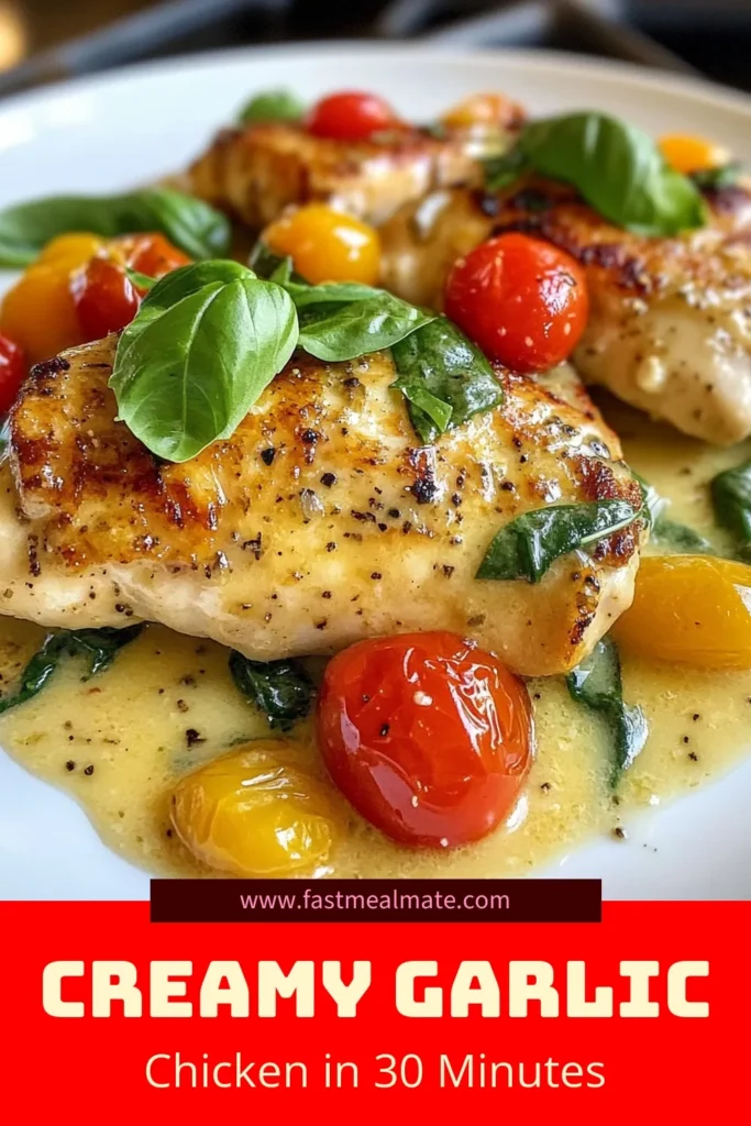 Discover the mouthwatering Creamy Tuscan chicken recipe that will elevate your dinner game! This Garlic chicken with spinach is perfect for a weeknight meal and features juicy boneless chicken breasts smothered in a luscious cream sauce. It's an easy creamy chicken dinner that will wow your family. Try this Italian garlic chicken dish for a delightful taste of Italy tonight. Save this recipe for later! #TuscanChicken #GarlicChicken #EasyDinner #ChickenRecipes