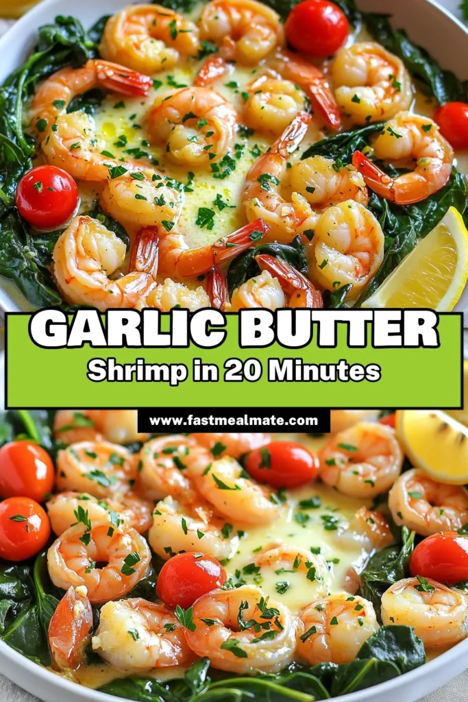 Discover the mouthwatering Garlic Butter Shrimp Skillet Delight that’s quick and easy enough for any night! This delicious recipe features tender shrimp sautéed in garlic and butter, paired with juicy cherry tomatoes and fresh spinach. Perfect for a weeknight meal or a special occasion, it's sure to impress. Click through to explore this flavorful dish that takes just 20 minutes to prepare! #ShrimpRecipes #EasyDinner #SeafoodDelight #RecipeIdeas