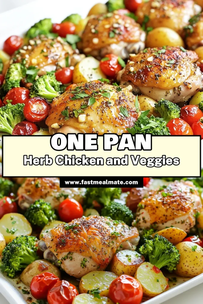 Discover the deliciousness of Savory Sheet Pan Garlic Herb Chicken & Veggies! This easy recipe combines tender chicken thighs, colorful veggies, and aromatic herbs for a wholesome meal perfect for busy weeknights. In just 45 minutes, you can serve up a feast that’s bursting with flavor and nutrition. Click to explore the full recipe and elevate your dinner tonight! #SheetPanDinner #EasyRecipes #HealthyEating #DinnerIdeas