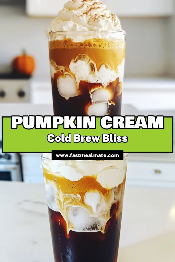 Savor the flavors of fall with this easy Pumpkin Cream Cold Brew Delight! Perfectly blending cold brew coffee with creamy pumpkin goodness, this recipe is a delightful treat to enjoy any time. Whip up this festive drink in just 10 minutes and impress your friends with its stunning layers. Click through for the full recipe and elevate your coffee game today! #PumpkinSpice #ColdBrewCoffee #FallRecipes #PumpkinSeason