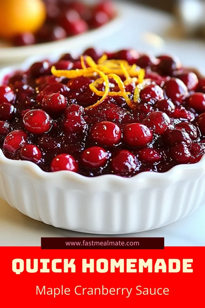 Elevate your holiday meals with this delicious Minute Maple Cranberry Sauce! This easy cranberry sauce with maple combines fresh cranberries and pure maple syrup for a quick cranberry sauce recipe that's bursting with flavor. Perfect for Thanksgiving or any occasion, this homemade cranberry sauce will impress your guests. Ready in just 15 minutes, try it today and enjoy! Save this recipe for your next feast! #CranberrySauce #HomemadeRecipes #ThanksgivingCooking #QuickRecipes