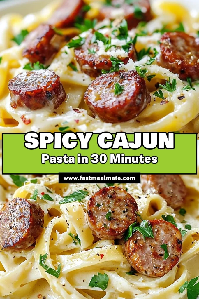Indulge in this delightful Cajun smoked sausage pasta that's ready in just 30 minutes! This creamy fettuccine Alfredo is infused with a flavorful Cajun twist, making it the perfect spicy pasta dish for dinner. Enjoy an easy Alfredo with sausage that the whole family will love. Don’t miss out on this simple yet impressive Cajun pasta recipe. Save this for your next meal! #CajunPasta #CreamyAlfredo #PastaLovers #QuickMeals