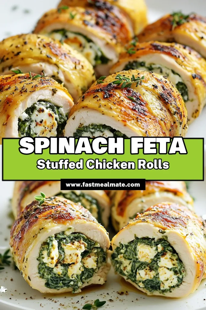 Discover a delicious and healthy chicken recipe with our feta spinach chicken roll! This rolled chicken breast recipe features tender chicken breasts stuffed with a creamy spinach feta filling, perfect for a nutritious meal. Enjoy baked chicken with feta that’s easy to prepare and bursting with flavor. Perfect for weeknight dinners or meal prep. Save this spinach feta stuffed chicken recipe for your next culinary adventure! #HealthyChickenRecipes #BakedChicken #FetaSpinachChickenRoll #RolledChickenBreastRecipe