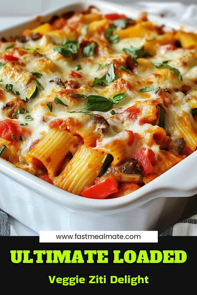 Discover the ultimate comfort food with this Loaded Veggie Baked Ziti! This delicious Vegetarian Baked Ziti Recipe is packed with flavorful veggies and gooey cheese, making it a perfect Cheesy Vegetable Pasta Bake for family dinners. Dive into this Easy Baked Ziti with Spinach that's not only tasty but a Healthy Ziti Pasta Dish too. Save this recipe for a cozy night in and enjoy every bite! #VeggieBakedZiti #PastaRecipes #Vegetarian #EasyDinnerIdeas