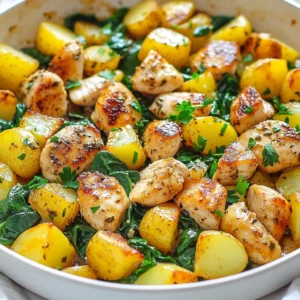 To make the garlic butter chicken potato skillet, you'll need a few key ingredients that pack a lot of flavor. Here’s what you’ll need: - 2 boneless, skinless chicken breasts, diced into bite-sized pieces - 4 medium potatoes, peeled and cut into small cubes - 4 tablespoons unsalted butter, divided - 4 cloves garlic, finely minced - 1 teaspoon smoked paprika for a hint of smokiness - 1 teaspoon dried thyme, or 1 tablespoon fresh thyme if available - ½ teaspoon salt, or to taste - ½ teaspoon freshly ground black pepper, or to taste - ½ cup low-sodium chicken broth to enhance flavor - 1 cup fresh spinach leaves, rinsed and drained - Fresh parsley, chopped for garnish Each ingredient plays a role in making this dish tasty. The chicken gives you protein, while the potatoes add heartiness. The garlic and butter create a rich sauce that ties it all together. You’ll love how the smoked paprika and thyme add depth. The spinach brings a fresh touch, and the parsley is a lovely garnish. When you gather these ingredients, you set the stage for a meal that will impress anyone. Plus, it's a great way to enjoy home-cooked comfort food. {{ingredient_image_2}} - Melt 2 tablespoons of butter in a large skillet over medium heat. - Add 4 medium potatoes, cut into small cubes, into the skillet. - Season the potatoes with a pinch of salt. - Cook the potatoes for about 10-12 minutes. Stir them often. - They should turn golden brown and become tender inside. - Remove the potatoes using a slotted spoon and set them aside. - In the same skillet, add the remaining 2 tablespoons of butter. - Once melted, toss in 2 boneless, skinless chicken breasts, diced into bite-sized pieces. - Season the chicken with 1 teaspoon smoked paprika, 1 teaspoon dried thyme, ½ teaspoon salt, and ½ teaspoon black pepper. - Cook the chicken for 6-8 minutes. Stir it often to brown evenly. - Add 4 cloves of minced garlic to the skillet. Cook for 1-2 minutes until fragrant. - Pour in ½ cup of low-sodium chicken broth. Scrape the bottom of the skillet. - Bring the mixture to a gentle simmer for 3-5 minutes. - Return the sautéed potatoes to the skillet. Mix them well with the chicken and broth. - Gently fold in 1 cup of fresh spinach leaves. Cook for 1-2 minutes until just wilted. - Taste the dish and adjust seasoning if needed. - Always use a heavy-bottom skillet. This helps cook your food evenly. - Timing is key for tender potatoes and chicken. Cook potatoes first, then chicken. - Try adding more spices like oregano or chili flakes for a kick. - Taste as you go. Adjust salt and pepper to make it just right. - Serve right from the skillet for a cozy feel. - For a neat touch, plate servings and sprinkle with parsley. Pro Tips Use Fresh Herbs: Fresh thyme can elevate the flavor of your dish significantly compared to dried. If you have access to fresh herbs, use them for a more vibrant taste. Perfectly Cooked Potatoes: To ensure even cooking, cut the potatoes into uniform sizes. This helps them cook evenly and achieve that golden-brown exterior. Don’t Rush the Garlic: Adding garlic too early can lead to burning. Always add it just before the end of cooking to preserve its flavor and aroma. Enhance with Lemon: A squeeze of fresh lemon juice just before serving can brighten the flavors of the garlic butter chicken, adding a refreshing contrast to the richness. {{image_4}} You can easily swap out the chicken in this dish. Try using turkey for a lighter option. If you want a plant-based meal, use tofu instead. For vegetables, potatoes are great, but you can add bell peppers or carrots. These will add color and crunch. You can even mix different veggies. This makes the dish fun and keeps it fresh. If you need a gluten-free option, use gluten-free chicken broth. Check labels to ensure all ingredients meet your needs. This dish can still taste amazing without gluten. For a dairy-free version, replace the butter with olive oil or a dairy-free spread. This keeps the flavors rich without the dairy. You can make this dish in the oven. Start by cooking the potatoes in a baking dish. Add the chicken, broth, and seasonings, then bake until everything is cooked through. You can also use a slow cooker or Instant Pot. Just add all the ingredients and let it cook. This method saves time and makes cleanup easier. The flavors will still shine through, no matter how you cook it! To store leftovers, let the dish cool first. Then, place it in an airtight container. This helps keep the flavor fresh. You can store it in the fridge for up to three days. Be sure to check for any strange smells before eating. To freeze the dish, let it cool completely. Next, use a freezer-safe container or a resealable bag. Make sure to remove as much air as possible. This will help prevent freezer burn. You can keep it in the freezer for up to three months. When you’re ready to eat it, thaw it overnight in the fridge. The best way to reheat this dish is on the stove. Use low heat and add a splash of chicken broth to keep it moist. Stir often to avoid burning. You can also reheat it in the microwave. Just cover it with a microwave-safe lid. Heat it in short bursts, stirring in between. Avoid reheating on high, as this can dry it out. This dish takes about 10 minutes to prep and 20 minutes to cook. So, in total, you need just 30 minutes. This makes it a great option for a quick weeknight meal. Yes, you can use frozen chicken or potatoes. However, you will need to add extra cooking time. Frozen chicken may take longer to cook through, and frozen potatoes might not get as crispy. Always check that the chicken reaches 165°F for safe eating. This dish pairs well with a fresh salad or steamed vegetables. You can also serve it with crusty bread to soak up the garlic butter sauce. For a lighter side, consider a creamy coleslaw or some roasted asparagus. Yes, this recipe is perfect for meal prep. You can make it ahead and store it in the fridge for up to four days. Just reheat it on the stove or in the microwave before serving. For longer storage, freeze individual portions for up to three months. This blog post covered a tasty Garlic Butter Chicken Potato Skillet recipe. You learned about the key ingredients and easy step-by-step instructions. I shared tips for cooking and ways to change the dish to fit your needs. Storing and reheating advice helps you enjoy leftovers, too. Overall, this dish is simple, versatile, and great for any meal. Enjoy cooking and sharing this delicious meal with friends and family!