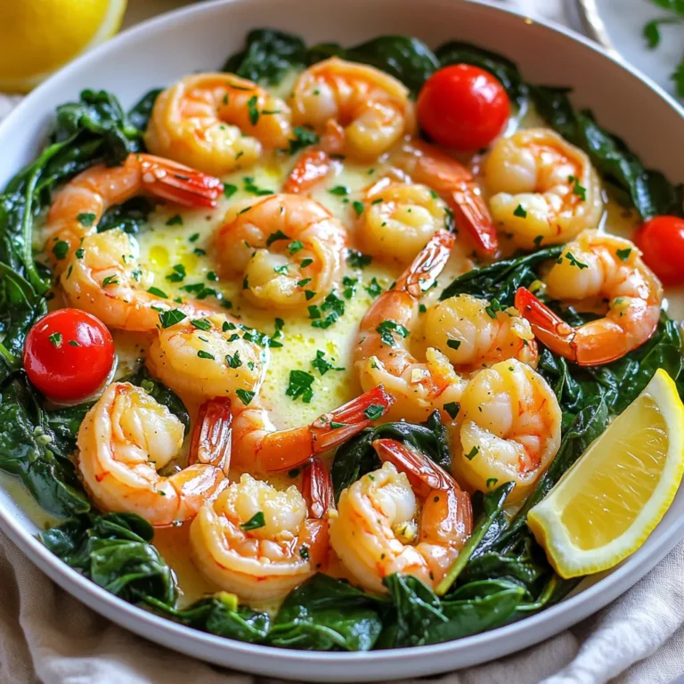 To make a delicious Garlic Butter Shrimp Skillet, you will need these simple ingredients: - 1 lb large shrimp, peeled and deveined - 4 tablespoons unsalted butter, divided - 4 cloves garlic, finely minced - 1 tablespoon freshly squeezed lemon juice - 1 teaspoon smoked paprika - ½ teaspoon red pepper flakes - 1 cup cherry tomatoes, halved - 2 cups fresh baby spinach - Salt and freshly ground black pepper - Fresh parsley, finely chopped (for garnish) - Lemon wedges (for serving) Each ingredient plays a key role in creating this dish. The shrimp give the meal its protein, while the garlic adds a rich flavor. The butter helps make everything creamy and smooth. Lemon juice brings brightness, and smoked paprika adds a nice depth. Red pepper flakes give it a little kick, but you can adjust that to your taste. Cherry tomatoes and spinach not only add color but also freshness. The salt and pepper enhance all the flavors. Finally, parsley is perfect for garnish, making the dish look pretty. Don't forget the lemon wedges for serving! They add a zesty touch when you squeeze them on top. Gather these ingredients, and you are ready to create a meal that is both easy and full of flavor. - Step 1: Warm the skillet and melt butter. Heat a large skillet over medium heat. Add 2 tablespoons of unsalted butter. Let it melt completely, swirling to coat the skillet. - Step 2: Sauté minced garlic until fragrant. Once the butter melts, add 4 cloves of finely minced garlic. Stir frequently for about 1 minute until it smells great. - Step 3: Add spices to enhance flavor. Mix in 1 teaspoon of smoked paprika and ½ teaspoon of red pepper flakes. Cook for about 30 seconds to wake up the spices. - Step 4: Add shrimp and season for cooking. Add 1 lb of peeled and deveined shrimp to the skillet. Season with salt and freshly ground black pepper to taste. Cook for 2-3 minutes on each side until they turn pink and opaque. - Step 5: Remove shrimp and set aside. When the shrimp are fully cooked, take them out of the skillet. Place them on a plate to keep warm. - Step 6: Sauté cherry tomatoes in the same skillet. In the same skillet, add the remaining 2 tablespoons of butter and 1 cup of halved cherry tomatoes. Sauté for about 2 minutes until they soften and release their juices. - Step 7: Add baby spinach and return shrimp. Add 2 cups of fresh baby spinach to the skillet. Stir until it wilts down, which should take about 1-2 minutes. Return the cooked shrimp to the skillet. - Step 8: Drizzle with lemon juice and serve. Squeeze 1 tablespoon of freshly squeezed lemon juice over the dish. Toss gently to combine, allowing it to warm for 1 more minute. Enjoy your flavorful creation! - Make sure shrimp cook evenly. This gives you the best flavor and texture. - Adjust spice levels for your taste. Add more red pepper flakes for heat or less for mild. - Serve garlic butter shrimp right after cooking. This keeps it fresh and hot. - Pair with rice for a filling meal or crusty bread to soak up the sauce. {{image_4}} You can switch up the shrimp for scallops or chicken. Both options cook well and add their own flavor. If you want a different taste, try fresh herbs like basil or dill. These herbs can really brighten the dish. To make this dish gluten-free, just check the labels on your butter and spices. For a dairy-free option, use olive oil instead of butter. If you prefer a vegetarian meal, swap the shrimp for mushrooms and zucchini. They soak up flavors well and give a hearty bite. To store leftovers, place them in an airtight container. Keep the shrimp in the fridge for up to 2 days. When reheating, warm them gently in a skillet over low heat. This helps keep the shrimp tender. You can also add a splash of water or broth to help with moisture. Yes, garlic butter shrimp can be frozen. To freeze, let the shrimp cool completely. Place them in a freezer-safe bag, removing as much air as possible. Label the bag with the date. For best quality, use within three months. When ready to eat, thaw the shrimp in the fridge overnight. Then, reheat gently in a skillet. This keeps the flavor fresh and delicious. How long do you cook shrimp in a skillet? You cook shrimp for about 2-3 minutes on each side. They turn pink and opaque when done. Can I use frozen shrimp for this recipe? Yes, you can use frozen shrimp. Just thaw them before cooking. This helps them cook evenly. What can I substitute for garlic? If you don't have garlic, try using shallots or garlic powder. Both add a nice flavor. Is garlic butter shrimp healthy? Garlic butter shrimp can be healthy. Shrimp are low in calories and high in protein. Just watch the butter amount for calories. This blog post detailed a simple and tasty garlic butter shrimp recipe. We covered ingredients, step-by-step instructions, and useful tips. You can enjoy this dish with various sides or make swaps for different diets. Don’t forget to try variations like chicken or veggies! Following these steps ensures a great meal every time. Keep leftovers safe with proper storage. Now, you’re ready to make a delicious dish that impresses every guest. Enjoy your cooking adventure!