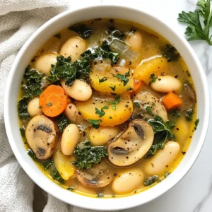 Here’s what you need to make a cozy white bean mushroom stew: - 2 cups cooked white beans - 1 tablespoon extra virgin olive oil - 1 medium onion, finely diced - 3 cloves garlic, minced - 2 cups mushrooms, sliced - 1 medium carrot, diced - 1 celery stalk, diced - 4 cups vegetable broth - 1 teaspoon dried thyme - 1 teaspoon smoked paprika - Salt and pepper, to taste - 2 cups kale, chopped - Fresh parsley, for garnish (optional) These fresh and simple ingredients bring the stew to life. The white beans provide protein and creaminess. The mushrooms add depth and earthy flavors. The onion and garlic create a savory base. Carrots and celery bring sweetness and crunch. Finally, kale adds a healthy green touch, making the stew balanced and vibrant. Each ingredient plays a role in building warmth and flavor, creating the perfect comfort food for chilly days. Choose high-quality, fresh ingredients for the best taste. You can adjust the seasoning based on your preference, too. Don’t forget the parsley for a lovely finish! {{ingredient_image_2}} To start, you need to gather your ingredients. Here’s what you will need: - 2 cups cooked white beans (such as cannellini or great northern), drained and rinsed - 1 tablespoon extra virgin olive oil - 1 medium onion, finely diced - 3 cloves garlic, minced - 2 cups mushrooms (cremini or button), sliced - 1 medium carrot, diced into small cubes - 1 celery stalk, diced - 4 cups vegetable broth (homemade or store-bought) - 1 teaspoon dried thyme - 1 teaspoon smoked paprika - Salt and freshly ground black pepper, to taste - 2 cups kale, stems removed and chopped - Fresh parsley, chopped, for garnish (optional) For equipment, you need a large, heavy-bottomed pot. A cutting board and a sharp knife will help you prep the veggies quickly. 1. Sautéing the onions and garlic In your pot, warm the extra virgin olive oil over medium heat. Add the finely diced onion and sauté for about 5 minutes. Stir it occasionally until the onion turns soft and clear. Then, add the minced garlic. Cook for one more minute. Keep stirring until the garlic smells nice and turns light gold. 2. Adding mushrooms and vegetables Now, it’s time for the mushrooms. Add the sliced mushrooms, diced carrot, and diced celery to the pot. Stir everything together and keep cooking for about 8-10 minutes. You want the mushrooms to lose their moisture and turn a nice brown color. 3. Incorporating broth and beans Pour in the vegetable broth. Bring the mix to a gentle simmer. Next, add the drained white beans, dried thyme, and smoked paprika. Season with salt and pepper to your taste. Let the stew simmer for 15-20 minutes. Stir it occasionally to help the flavors blend well. 4. Final adjustments and serving After the stew has simmered, add the chopped kale. Cook for another 5 minutes until the kale wilts and softens. Before serving, taste the stew and adjust the seasoning if needed. Remove the pot from the heat and ladle the stew into bowls. If you like, sprinkle some fresh parsley on top for garnish. - Prep time: 15 minutes - Total cook time: 50 minutes - Suggested serving size: 4 This hearty stew is not just warm; it’s full of flavors and good for you. Enjoy! To boost the flavor, try adding more smoked paprika or fresh herbs. You can use rosemary or thyme for a fresh taste. If you prefer a kick, add a pinch of red pepper flakes. For sautéing, heat the olive oil until it shimmers. This helps the onions turn soft and sweet. When you add garlic, stir it often. This keeps it from burning. Serve this stew with crusty bread. It makes a perfect match for dipping. You can also add a side salad for freshness. For a beautiful look, use rustic bowls and sprinkle extra parsley on top. A dash of paprika can enhance the color too. Feel free to swap in other veggies. Zucchini or spinach can work well too. For protein, consider adding cooked chicken or sausage. Tofu is a great vegan option. These changes can add a nice twist to your stew. Pro Tips Fresh Herbs: Enhance the flavor by adding fresh thyme or parsley right before serving for a burst of freshness. Bean Variations: Feel free to mix different types of beans for added texture and flavor, like mixing black beans or pinto beans. Make Ahead: This stew can be made ahead of time and tastes even better the next day as the flavors develop. Spice Level: For a kick, add a pinch of red pepper flakes or a dash of hot sauce to spice things up! {{image_4}} You can switch up the beans in this stew. While I love using cannellini or great northern beans, you can try navy beans or even pinto beans. Each type offers a unique taste and texture. For a fun twist, you might add colorful beans like kidney or black beans. These not only add a pop of color but also more nutrients. Mixing beans brings extra fiber and protein, which makes the stew even heartier. To take your stew to the next level, think about adding spices or herbs. A pinch of cumin or a dash of cayenne can add warmth. Fresh herbs like rosemary or sage also work wonders. Don't forget about the broth! You can use a rich mushroom broth for deeper flavor. A bit of white wine in the broth can give a nice depth, too. These simple tweaks can elevate your stew from good to great. If you want to make this stew vegan, you’re already in luck! Just use vegetable broth. To make it gluten-free, ensure your broth is gluten-free. Most vegetable broths are, but check the label. If you’re avoiding allergens, be mindful of ingredients. You can skip the garlic or onion if needed. It's all about making this cozy dish fit your needs while keeping it delicious. To keep your stew fresh, first let it cool. Transfer it into a container. I recommend using an airtight container. This helps keep moisture in and prevents odors. You can store it in the fridge for up to five days. If you want, you can cover it tightly with plastic wrap. This adds an extra layer of protection. To freeze the stew, let it cool completely. Then, pour it into freezer-safe bags or containers. Remove as much air as possible before sealing. This helps avoid freezer burn. You can freeze it for up to three months. To thaw, place it in the fridge overnight. For quick thawing, you can use the microwave. Just make sure to heat it evenly. In the fridge, the stew lasts about five days. In the freezer, it stays good for three months. Always check for signs of spoilage. If it smells off or looks odd, it’s best to toss it. This way, you ensure you enjoy the stew at its best. Can I use dried beans instead of canned? Yes, you can use dried beans. Soak them overnight and cook them until they are soft. This takes longer but adds great flavor. Just keep in mind that you will need about 1 cup of dried beans for every 2 cups of cooked beans. What can I substitute for kale? You can use spinach or Swiss chard instead of kale. Both options will wilt nicely in the stew. If you want a crunch, try using bok choy. It adds a nice texture while keeping it healthy. How do I make the stew thicker? To thicken the stew, mash some of the white beans against the pot. You can also stir in a spoonful of cornstarch mixed with water. This will help create a heartier texture without changing the flavor. Is it okay to cook it in a slow cooker? Yes, you can cook this stew in a slow cooker. Start by sautéing the onions and garlic on the stove. Then add all other ingredients and cook on low for 6-8 hours. This method brings out deep flavors. What is the nutritional value of this stew? This stew is rich in protein, fiber, and vitamins. One serving has about 200 calories, 10 grams of protein, and 8 grams of fiber. It is also low in fat and full of healthy veggies. Can this recipe be adapted for weight loss? Yes, this recipe is already quite healthy. To adapt it further, use less oil or skip the salt. You can also add more veggies to increase volume without adding many calories. This keeps it filling and nutritious. This post covered how to make a hearty bean stew. We discussed key ingredients, cooking steps, and flavorful tips. You now know how to prepare it in less than an hour. Feel free to adapt the recipe with different veggies or spices. Don't forget to savor your stew and share it with friends. Enjoy the warmth and comfort this dish brings. Happy cooking!