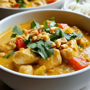To make this savory African peanut chicken stew, you will need: - 1 lb (450g) boneless, skinless chicken thighs, cut into bite-sized pieces - 1 medium onion, finely chopped - 3 garlic cloves, minced - 1 tablespoon fresh ginger, grated - 1 red bell pepper, diced - 1 can (14 oz) diced tomatoes, including their juice - 1 cup chicken broth - 1 cup creamy peanut butter - 2 tablespoons vegetable oil - 1 tablespoon curry powder - 1 teaspoon ground cumin - 1 teaspoon smoked paprika - Salt and pepper to taste - Optional: 1 cup baby spinach or kale, roughly chopped - For garnish: Chopped roasted peanuts and fresh cilantro Start by gathering all your fresh ingredients. Chop the onion finely, mince the garlic, and grate the ginger. Dice the red bell pepper into small pieces. This prep work ensures even cooking and flavor blending. Make sure to cut the chicken thighs into bite-sized pieces, so they cook evenly and mix well with the other flavors. If you lack some ingredients, don't worry! Here are a few easy swaps: - Instead of chicken thighs, use chicken breast or even tofu for a vegetarian twist. - If you don’t have red bell pepper, any color bell pepper will work. - For a different flavor, substitute the chicken broth with vegetable broth. - If you need a nut-free option, try sunflower seed butter instead of peanut butter. - You can skip the spinach or kale if you prefer a simpler stew. These substitutions keep the dish tasty while catering to your kitchen needs. {{ingredient_image_2}} Gather all your ingredients first. You will need: - 1 lb boneless, skinless chicken thighs, cut into bite-sized pieces - 1 medium onion, finely chopped - 3 garlic cloves, minced - 1 tablespoon fresh ginger, grated - 1 red bell pepper, diced - 1 can (14 oz) diced tomatoes, including their juice - 1 cup chicken broth - 1 cup creamy peanut butter - 2 tablespoons vegetable oil - 1 tablespoon curry powder - 1 teaspoon ground cumin - 1 teaspoon smoked paprika - Salt and pepper to taste - Optional: 1 cup baby spinach or kale, roughly chopped - For garnish: Chopped roasted peanuts and fresh cilantro Chop the onion, garlic, ginger, and red bell pepper. Cut the chicken into small pieces. This helps them cook evenly. 1. Heat the vegetable oil in a large pot over medium heat. Once it shimmers, add the onion. Sauté for about 5 minutes until the onion turns soft and fragrant. 2. Add the minced garlic and grated ginger. Stir for 1-2 minutes until you smell the aroma. Be careful not to burn the garlic. 3. Add the chicken pieces to the pot. Sprinkle with salt, pepper, curry powder, ground cumin, and smoked paprika. Cook for about 5-7 minutes, stirring often, until the chicken is brown on all sides. 4. Add the diced red bell pepper and sauté for 3 more minutes. This helps blend the flavors. 5. Pour in the diced tomatoes and chicken broth. Stir well and let it come to a gentle simmer. 6. Gradually add the creamy peanut butter. Keep stirring until it mixes well into the stew. Reduce the heat to low and let it simmer for 20 minutes. Stir occasionally to prevent sticking. 7. If using, add the chopped spinach or kale during the last 5 minutes of cooking. This keeps the greens bright and fresh. 8. Taste the stew and adjust the seasoning, adding more salt or pepper if needed. To serve, ladle the stew into deep bowls. Sprinkle chopped roasted peanuts and fresh cilantro on top for a nice finish. This stew goes great with fluffy rice or warm flatbread. Enjoy your meal! To make a great African peanut chicken stew, the cooking method matters. Start by heating the oil in a large pot. Once it shimmers, add the onion. Sauté it until it turns clear and fragrant. This step brings out the sweet flavors in the onion. Next, add the garlic and ginger. Stir them in quickly so they do not burn. The chicken thighs should go in next. Cook them until they are brown on all sides. This browning adds depth to your stew. Always remember to mix in your spices with the chicken. This ensures the flavors blend well. Lastly, let the stew simmer slowly. This gives all the ingredients time to marry together, creating a rich and savory taste. To boost the flavors in your stew, consider a few simple tricks. First, use fresh spices whenever possible. They pack more flavor than old ones. Also, adding a touch of acidity can brighten the dish. A squeeze of lemon or lime juice just before serving works wonders. If you want more depth, try adding a bit of brown sugar. This balances the richness of the peanut butter. You can also fold in chopped greens like spinach or kale towards the end. They add color and nutrition without overpowering the dish. Presentation makes a difference in how a dish is enjoyed. Serve the stew in deep bowls to showcase its rich color. Top each bowl with chopped roasted peanuts and fresh cilantro for a nice crunch and aroma. This dish pairs perfectly with fluffy rice or warm flatbread. These sides soak up the delicious sauce and complement the stew's flavors. Enjoying this meal with family or friends makes it even better! Pro Tips Use Fresh Ingredients: Opt for fresh garlic, ginger, and spices to enhance the flavor profile of your stew. Fresh ingredients make a significant difference in taste. Adjust Spice Levels: Tailor the heat of the stew by adjusting the amount of curry powder and smoked paprika according to your preference. Start with less and add more as needed. Texture Variation: For a heartier stew, consider adding chopped sweet potatoes or carrots along with the bell pepper. This adds both texture and a hint of sweetness. Garnish Wisely: Elevate the presentation by garnishing with not only chopped roasted peanuts and cilantro but also a squeeze of lime juice for a refreshing finish. {{image_4}} To make a vegetarian version of African Peanut Chicken Stew, swap the chicken for chickpeas or tofu. Chickpeas add a nice texture and protein. Tofu absorbs the rich flavors in the stew. Use the same spices and add extra veggies like carrots or sweet potatoes for more taste. This way, you keep the heartiness while making it plant-based. If you love heat, add sliced jalapeños or a teaspoon of cayenne pepper. Stir these in when you sauté the onions. You can also serve the stew with hot sauce on the side. This will let each person control their spice level. The heat pairs well with the creamy peanut butter, creating a delightful contrast. Feel free to get creative with your ingredients. You can add a cup of diced butternut squash for sweetness. Consider using coconut milk instead of chicken broth for a creamy twist. If you want a tangy kick, a splash of lime juice works wonders. Chopped greens like spinach or kale not only boost nutrition but also add color. Customize this stew to fit your taste and pantry! After enjoying your savory African peanut chicken stew, let it cool to room temp. Once cooled, pour it into a clean, airtight container. Make sure to leave some space at the top for expansion. Store your stew in the fridge for up to four days. This keeps the flavors fresh and ready for your next meal. You can also freeze the stew for later use. First, let it cool completely. Then, place it in a freezer-safe container or bag. Remove as much air as possible to prevent freezer burn. Label the container with the date. The stew can last in the freezer for up to three months. This way, you can enjoy this dish any time you want! When you’re ready to eat the stew, take it out of the fridge or freezer. If it’s frozen, let it defrost in the fridge overnight. To reheat, pour the stew into a pot over medium heat. Stir it occasionally until it is warmed through. If it seems too thick, add a splash of chicken broth or water to loosen it up. For a quick option, use the microwave. Heat it in a microwave-safe bowl, stirring every minute until hot. Enjoy your meal! African Peanut Chicken Stew comes from West Africa. This dish reflects the rich flavors of the region. Peanuts are a staple here, often used in many meals. They add creaminess and depth to the stew. The blend of spices, like curry and cumin, brings warmth and color. Each family may have their own twist, making it unique. This stew shows how local ingredients create something truly special. Yes, you can make this dish in advance. It tastes even better the next day! The flavors mingle and deepen when it sits. Just store it in an airtight container in the fridge. Reheat it on the stove or in the microwave when ready to eat. If you want to make it even easier, you can prepare the ingredients a day ahead. Chop the veggies and measure the spices to save time. To adjust the spice level, start with less curry powder. You can always add more later. If you like it spicy, try adding a pinch of cayenne pepper or red pepper flakes. For a milder taste, skip the spices or use sweet paprika. Remember to taste as you cook. This way, you’ll find the perfect balance for your palate. This blog post covered how to make African Peanut Chicken Stew. We shared a list of fresh ingredients and how to prepare them. You learned cooking steps, tips for the best flavor, and serving ideas. We explored variations, like vegetarian and spicy options. Finally, we discussed storage tips and answered common questions. Enjoy making this stew your own and share it with loved ones.