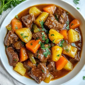 - 2 lbs beef chuck, cut into 1-inch cubes - 1 large onion, chopped - 3 cloves garlic, minced - 4 medium carrots, peeled and sliced into rounds - 3 ribs celery, sliced - 2 large potatoes, peeled and diced into 1-inch cubes - 4 cups beef broth - 2 tablespoons tomato paste - 1 teaspoon dried thyme - 1 teaspoon dried rosemary - 1 bay leaf - 2 tablespoons cornstarch mixed with 2 tablespoons water - Salt and black pepper, to taste - 1 tablespoon olive oil - Fresh parsley, chopped, for garnish Gather these ingredients before you start cooking. Each item plays a role in making your stew rich and tasty. The beef adds heartiness, while the veggies bring flavor and texture. Beef broth makes it all come together. Tomato paste gives it depth. Dried herbs add warmth. Don't forget the salt and pepper to season. Finally, fresh parsley adds a fresh touch on top. You can find these ingredients at your local grocery store. If you want to make it your own, feel free to swap some veggies or herbs. Keep the core ingredients for the best taste! {{ingredient_image_2}} Start by setting your Instant Pot to the Sauté function. Add one tablespoon of olive oil and let it heat up. Once the oil shimmers, add the beef cubes in small batches. This step is key. Browning the beef helps develop deep flavors. It takes about 4-5 minutes to brown them on all sides. Once browned, take the beef out and set it aside on a plate. In the same pot, add the chopped onion. Sauté it for about 3-4 minutes until it turns translucent. This means it becomes soft and clear. Next, add the minced garlic. Cook it for one more minute. The garlic adds a wonderful aroma and flavor to your stew. Now, return the browned beef to the pot. Add the sliced carrots, celery, and diced potatoes. Pour in the beef broth and add the tomato paste. Sprinkle in the dried thyme and rosemary. Don’t forget the bay leaf! Season with salt and black pepper to taste. Stir everything well to mix the flavors. Now you’re ready to cook! Close the lid of the Instant Pot and ensure the steam valve is set to Sealing. Select the Manual or Pressure Cook function and set the timer for 35 minutes. Enjoy the wait as the flavors build! How to choose the right beef cut Use beef chuck for the best stew. It has the right fat to keep things juicy. Look for meat that has nice marbling. This means it has fat mixed in. This fat melts during cooking, adding great taste and texture. Importance of browning meat Browning the beef is key to great flavor. When you brown the meat, it forms a crust. This crust adds depth to your stew. Use the Sauté function on your Instant Pot. Brown in small batches to avoid steaming. Aim for 4-5 minutes per batch. Adding herbs and spices correctly Add dried herbs like thyme and rosemary at the start. This lets their flavors mix well. Fresh herbs can be added later for a brighter taste. Taste the stew before serving. This way, you can adjust the seasonings to your liking. Balancing seasoning for taste Salt and black pepper are your best friends. Start with a little, then taste. You can always add more, but you can’t take it out. Remember, beef broth already has salt. So, be careful not to oversalt. Using cornstarch slurry effectively To thicken your stew, use cornstarch mixed with water. This slurry works fast. Stir it into the stew and let it cook for a few minutes. This will help it reach the perfect thickness. Alternative thickening options If you don’t have cornstarch, try using mashed potatoes. They break down during cooking and thicken the stew. You can also blend a cup of the stew and mix it back in. This gives a nice, thick texture without extra ingredients. Pro Tips Choose the Right Cut: Using beef chuck provides the best flavor and tenderness for stews, as it becomes tender during the long cooking process. Layering Flavors: Sautéing the onions and garlic before adding the other ingredients helps to develop a deeper flavor in the stew. Don’t Skip the Bay Leaf: Adding a bay leaf enhances the overall flavor profile of the stew; just remember to remove it before serving! Thickening Tips: For a richer stew, allow it to simmer longer after adding the cornstarch slurry until the desired thickness is achieved. {{image_4}} You can change up the meat in your beef stew. Try using chicken instead of beef. Chicken cooks faster, so you need to adjust the time. You can also add more veggies. Peas and mushrooms work great. They add color and flavor to the mix. You can even toss in some bell peppers for a sweet crunch. Want to make your stew richer? Add a splash of red wine. It gives the stew a deep taste. You can also switch up the herbs. Instead of thyme and rosemary, try using oregano or basil. Each herb brings a new twist to the flavor. Experiment with different combinations to find your favorite. If you're looking for gluten-free options, use gluten-free broth. For low-carb diets, skip the potatoes. Add more carrots and celery instead. If you want a vegetarian version, swap the beef for a mix of hearty vegetables. You can use lentils or chickpeas for protein. This way, everyone can enjoy a warm bowl of stew. When you have leftover beef stew, store it in an airtight container. This keeps the stew fresh. You can reheat it on the stove or in the microwave. Heat it until it's hot all the way through. Beef stew lasts up to four days in the fridge. You can freeze beef stew for later. Divide it into portions and place them in freezer-safe bags. Remove as much air as possible before sealing. When you're ready to eat, thaw it overnight in the fridge. Reheat the stew gently on the stove. This method helps keep the taste and texture nice. Make a big batch of beef stew for easy meals later. Portion it out into containers. This way, you can grab a meal when you need it. Label each container with the date. This helps you use it before it goes bad. Having stew ready makes weeknight dinners simple and quick. Cooking beef stew in an Instant Pot takes about 35 minutes on high pressure. After that, you should let it sit for about 10 minutes to release steam naturally. This method helps keep the meat tender and juicy. After the natural release, switch to quick release for any remaining steam. In total, you should plan for around 1 hour and 10 minutes, which includes prep time. Yes, you can cook frozen beef in the Instant Pot. However, it will take longer to reach pressure. I recommend cutting the beef into smaller pieces. This helps it cook evenly. Add an extra 5 to 10 minutes to the cooking time. Just remember that the overall flavor may not be as rich since browning adds depth. There are many great sides to serve with beef stew. Here are a few ideas: - Crusty bread: Perfect for dipping into the stew. - Mashed potatoes: Adds creaminess to your meal. - Green salad: A fresh side balances the hearty stew. - Rice or quinoa: Works well for soaking up the stew's flavors. Choose any of these sides to elevate your meal and enjoy! Beef stew is a hearty meal, perfect for any night. We covered key ingredients like beef chuck, veggies, and seasonings. I shared steps to prep the beef and sauté your aromatics. You also learned tips to adjust flavor and store leftovers properly. Don’t shy away from variations or swaps for a unique twist. Cooking is fun; make your stew truly yours! Enjoy your cooking, and savor every bite.