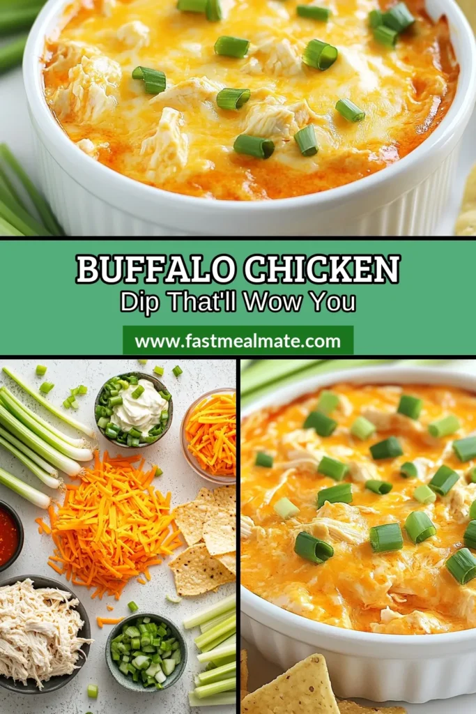 Get ready to impress with this easy Crockpot Buffalo Chicken Dip! Perfect for parties, this creamy buffalo dip combines shredded chicken, cream cheese, buffalo sauce, and cheddar cheese for a flavorful crowd-pleaser. Simple to make using your slow cooker, this spicy chicken dip is ideal for game days or gatherings. Don’t miss out on this buffalo chicken dip recipe—save it now and start dipping! #CrockpotBuffaloChickenDip #BuffaloChickenDipRecipe #SpicyChickenDip #SlowCookerDipRecipes