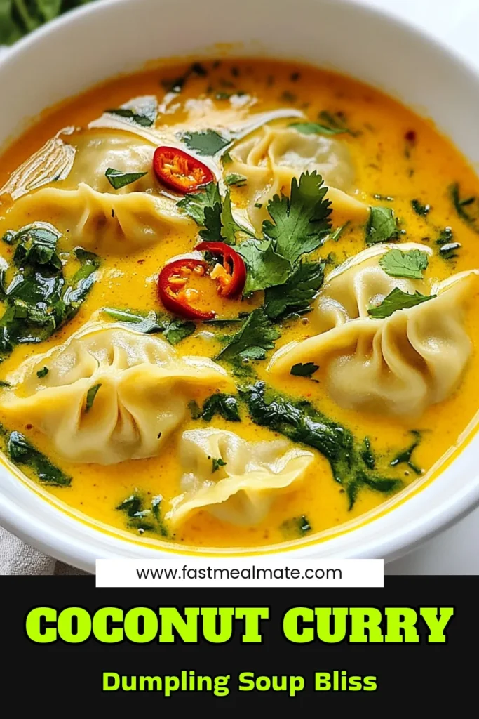 Discover the ultimate comfort food with this Thai Coconut Curry Dumpling Soup! A delightful twist on traditional Thai dumpling soup, this vegetarian Thai soup features homemade dumplings bursting with flavor. This easy coconut curry soup recipe is perfect for spice lovers and a great way to enjoy a warming bowl at home. Get your ingredients ready and dive into this spicy coconut curry soup today! Save for later! #ThaiDumplingSoup #CoconutCurry #VegetarianSoup #HealthyRecipes