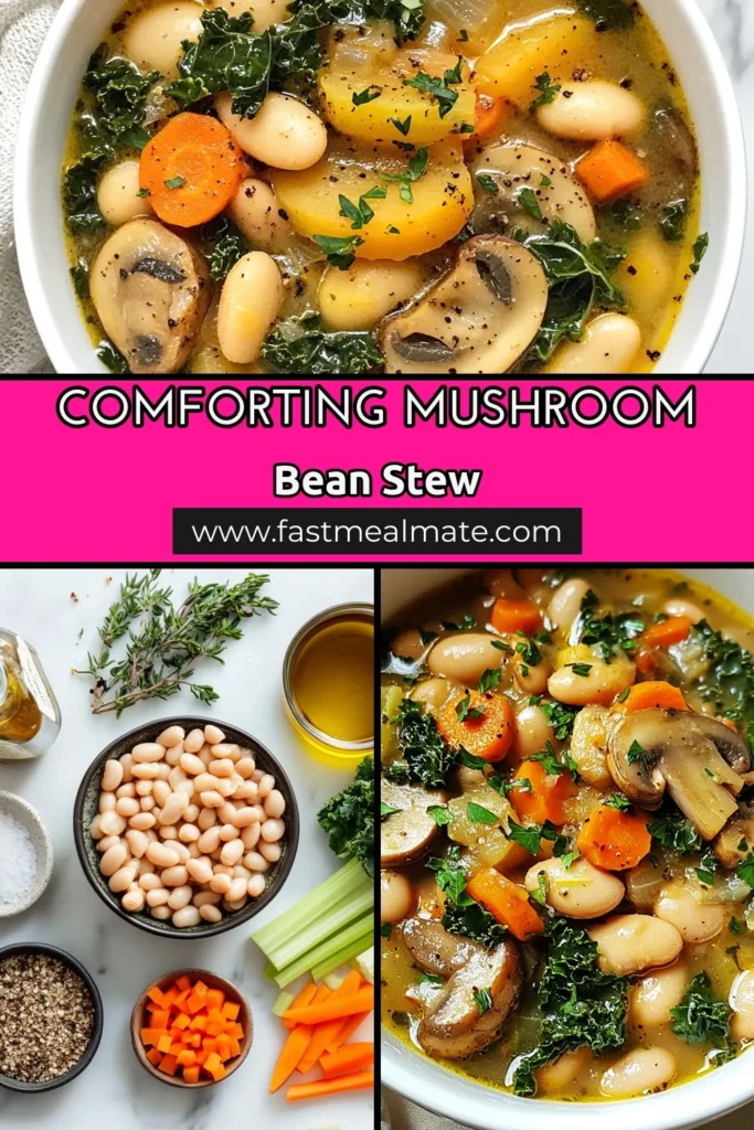 Warm up with this delicious white bean mushroom stew! This cozy stew recipe is packed with flavor and nutrients, making it a perfect choice for vegan comfort food. It's an easy vegetable stew that combines hearty ingredients like white beans, mushrooms, and kale, ideal for healthy bean recipes. Ready in just 50 minutes, it's perfect for any day. Try it out and enjoy! Save this recipe for later! #WhiteBeanMushroomStew #CozyStewRecipe #HealthyBeanRecipes #VeganComfortFood