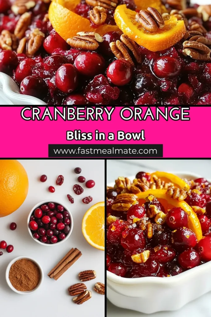Elevate your holiday table with this delicious cranberry orange relish! This fresh cranberry recipe combines juicy oranges and warm spices to create the perfect quick orange cranberry sauce. Ideal as a holiday side or a stunning cranberry orange dessert, this dish is easy to make and packed with flavor. Impress your guests with this vibrant relish! Try it today and pin it for later! #CranberryOrangeRelish #HolidaySidesWithCranberries #FreshCranberryRecipes #CranberryOrangeDessert