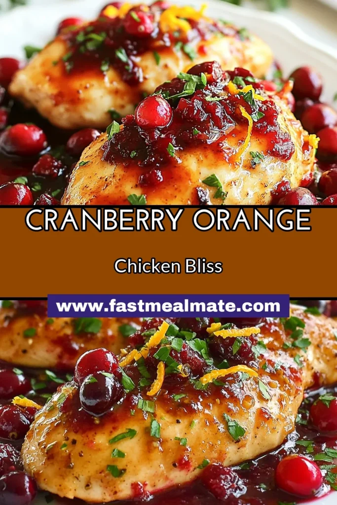 Discover this mouthwatering Cranberry Orange Chicken recipe that combines vibrant citrus and savory chicken for a delightful meal! Perfect for busy nights, this dish features an easy chicken marinade made from fresh orange juice and cranberries. Serve it as a healthy chicken dinner option that will wow your family. Try this oven-baked chicken recipe today and savor the flavors! Don't forget to save it for later! #CranberryOrangeChicken #EasyChickenRecipes #HealthyDinners #CitrusMarinade